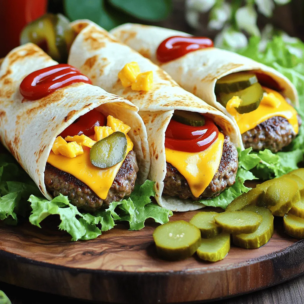 To make the best grilled cheeseburger wraps, you need some key ingredients. Here’s what you will need: