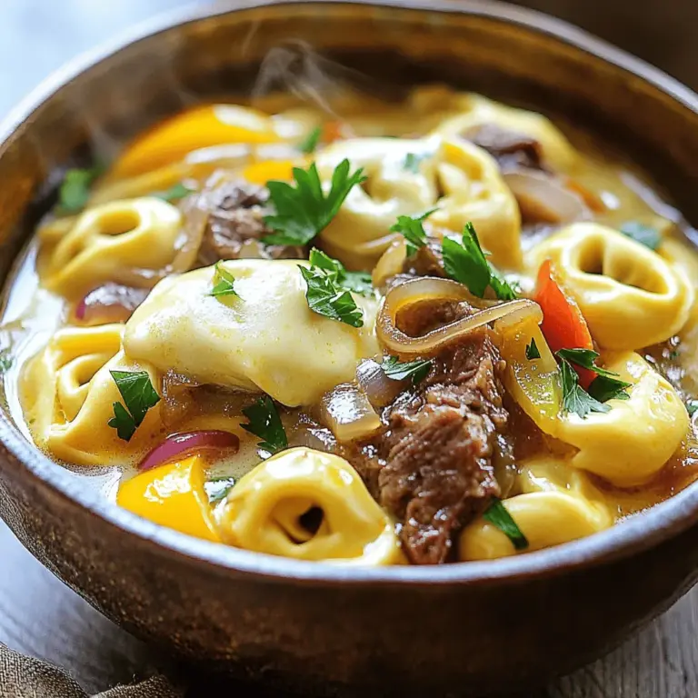 To make Cheesesteak Tortellini, you need simple but tasty ingredients. The base of this dish is 12 ounces of cheese tortellini. You want a good, high-quality tortellini that has rich flavor. This will give your dish a creamy and cheesy feel.
