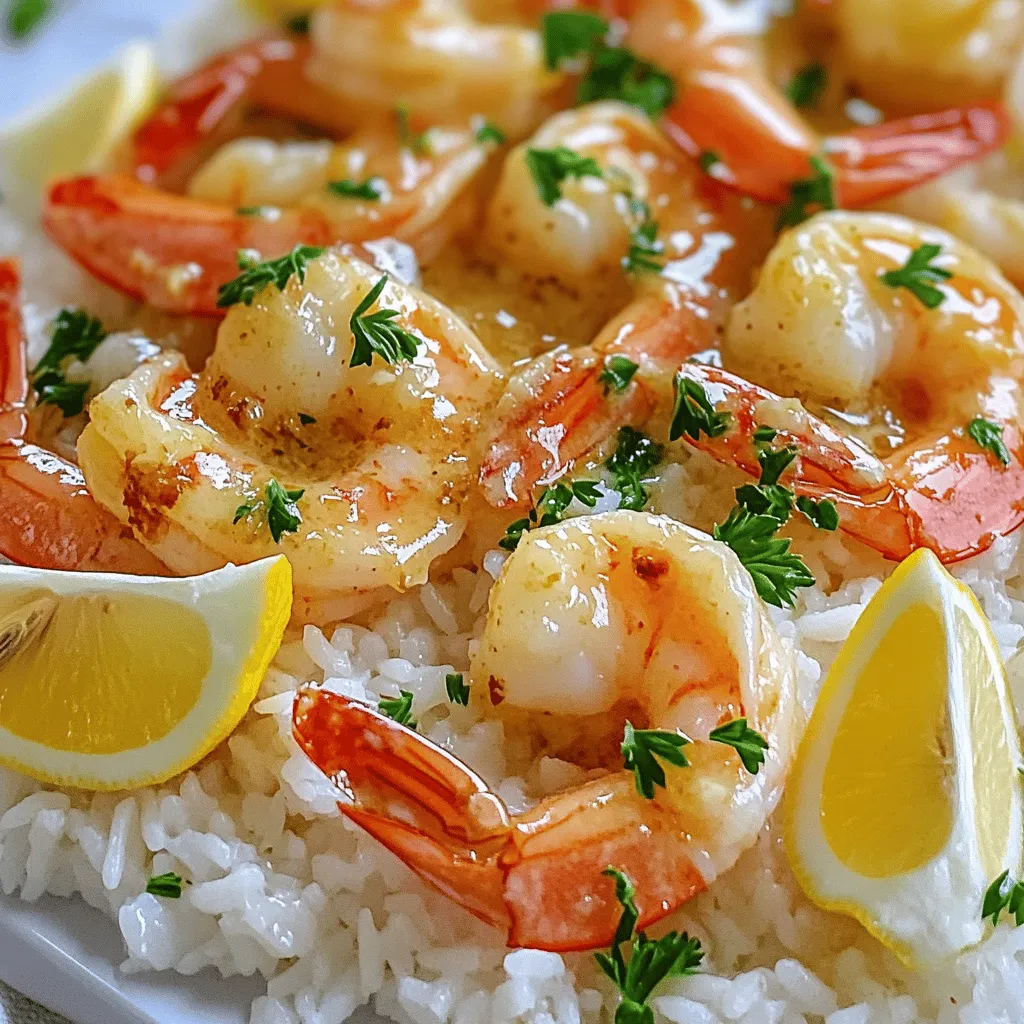 - 1 pound large shrimp: peeled and deveined - 4 tablespoons unsalted butter - 4 cloves garlic: minced - 1 tablespoon fresh lemon juice - 1/4 cup fresh parsley: chopped
