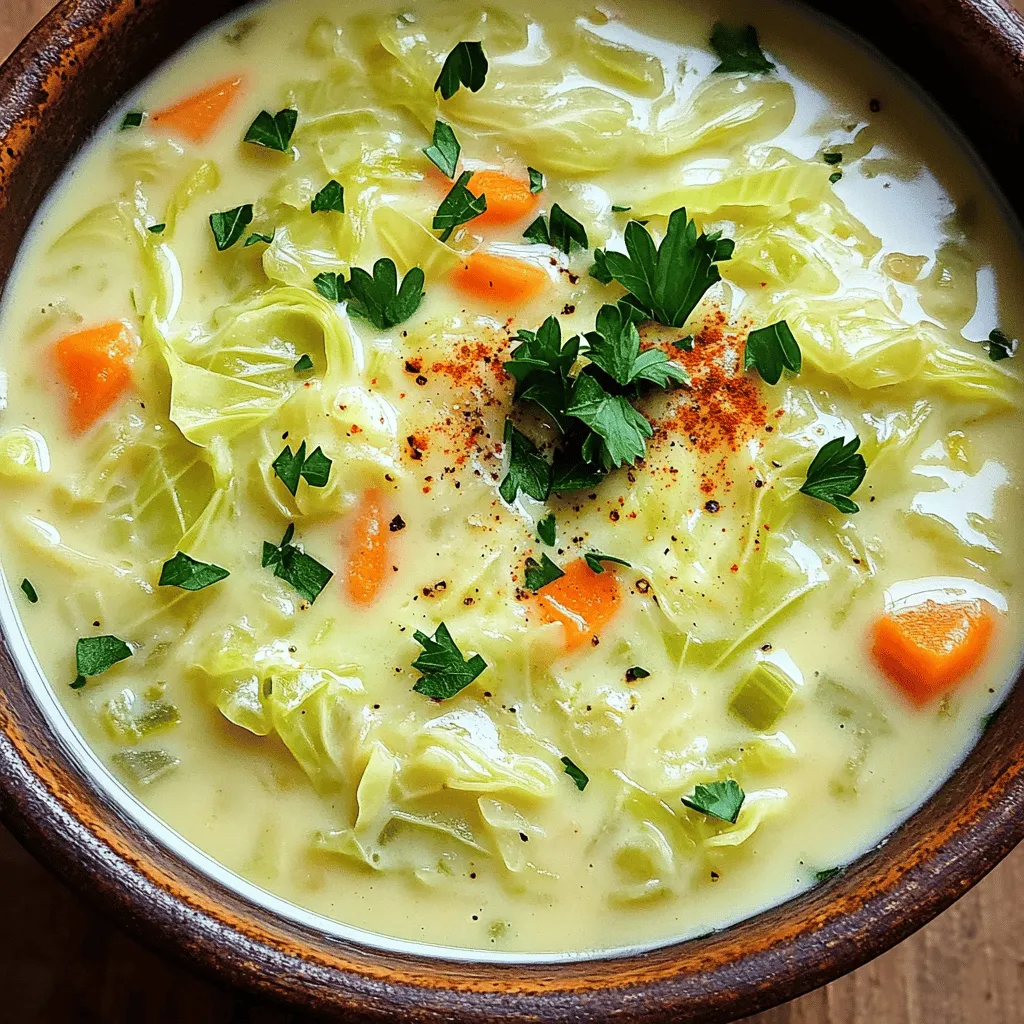 To make the One-Pot Creamy Cabbage Soup, gather these ingredients: