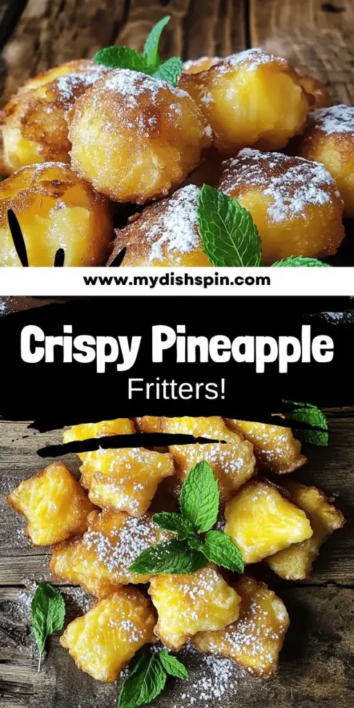 Indulge in a crispy delight with this pineapple fritters recipe! These sweet treats are easy to make and perfect for any occasion, whether as a snack or dessert. With fresh pineapple chunks dipped in a light batter and fried to golden perfection, your taste buds will thank you. Discover the simple steps and tips to achieve that ultimate crunch. Click now to explore the deliciousness and create your own batch of tempting pineapple fritters!