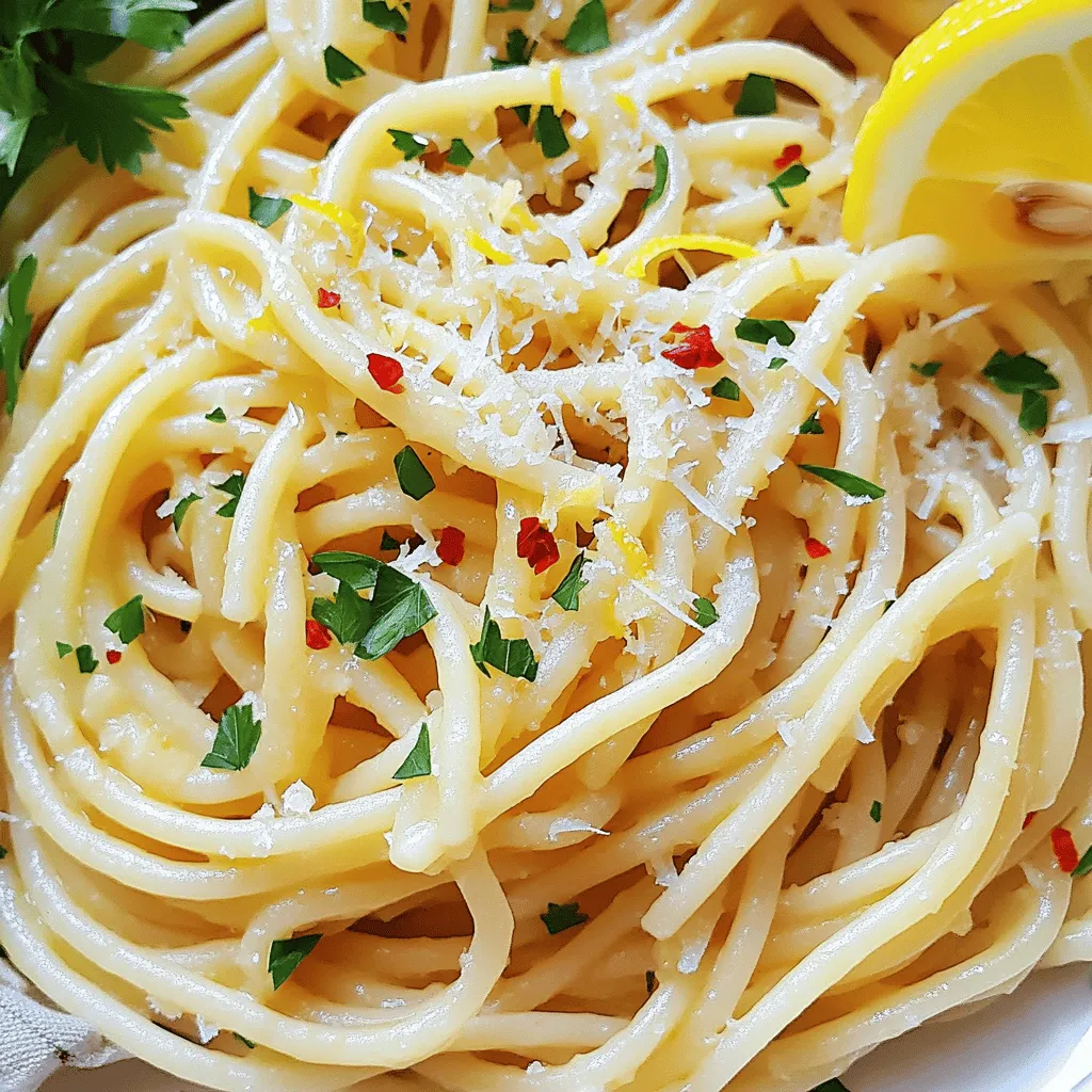 - Spaghetti: Use 400g of dried spaghetti. It holds sauce well and cooks evenly. - Garlic: Fresh garlic is key. Use 6 cloves, thinly sliced. It adds vibrant flavor. Dried garlic lacks the same punch. - Olive Oil: Choose 1/2 cup of extra-virgin olive oil. It gives the dish richness and depth. Quality oil matters for taste. - Red pepper flakes: Use 1/2 teaspoon to adjust the heat level. Add more for extra spice. - Parmesan cheese: Grated Parmesan enhances the dish's taste. It's optional, but I highly recommend it. - Fresh parsley and lemon zest: Use 1/4 cup of finely chopped parsley and zest from 1 lemon. They brighten the dish and add freshness. For the complete details, check the [Full Recipe]. Start by setting up a large pot of water. Bring it to a rolling boil. This is key for cooking the spaghetti. Add salt to the boiling water. Salt gives the pasta flavor. Use about 1 tablespoon for every 4 quarts of water. It should taste like the sea. Add the spaghetti and cook it based on the package’s time. You want it al dente, firm to the bite. Before draining, reserve about 1 cup of that pasta water. It helps in the next steps. While the pasta cooks, let’s make the garlic oil. Grab a large skillet and heat the extra-virgin olive oil over medium heat. This is important. If the heat is too high, the garlic will burn. Add the thinly sliced garlic and red pepper flakes to the oil. Stir frequently. You want the garlic to turn golden and fragrant, not brown. It usually takes about 2 to 3 minutes. Keep a close eye on it, as burnt garlic can ruin the dish. Once the garlic is ready, it’s time to mix everything. Add the drained spaghetti into the skillet with the garlic oil. Toss it well to coat the pasta. This step is vital for flavor. If the pasta seems dry, add a splash of your reserved pasta water. This will help the garlic oil stick to the noodles. It should look glossy and appetizing. Season with salt and freshly ground black pepper to taste. Stir in the chopped parsley and lemon zest for a pop of freshness. Now, you’re ready to serve! To achieve golden garlic, slice it thinly and monitor the heat. Use medium heat to prevent burning. Stir often to ensure even cooking. A golden color brings out the best flavor. Avoid cooking it too long, as burnt garlic tastes bitter. Common pitfalls include using high heat, which can scorch garlic quickly. Also, don’t let it sit too long without stirring. This keeps the garlic from burning and enhances its sweet, nutty flavor. For ideal garnish combinations, use fresh parsley and a sprinkle of lemon zest. These add brightness and color. You can also top it with grated Parmesan cheese for extra flavor. When it comes to wine pairings, a dry white wine works best. Try a Pinot Grigio or Sauvignon Blanc. These wines complement the garlic and oil without overpowering the dish. Creative plating techniques can elevate your dish. Try twirling the spaghetti into a nest shape on the plate. It looks elegant and invites people to dig in. To add color and texture, consider using a lemon wedge on the side. Fresh herbs, like basil or parsley, can also brighten the plate. These small touches make your Spaghetti Aglio e Olio more appealing and memorable. {{image_2}} You can add leafy greens to your Aglio e Olio. Spinach works well as it wilts easily. Just toss it in with the garlic oil until it softens. Diced tomatoes add a burst of flavor. Use fresh or canned tomatoes. They give a juicy contrast to the garlic and oil. This combination brightens the dish and makes it more colorful. For a seafood twist, try adding shrimp. Shrimp enhances the dish and pairs well with garlic. Cook the shrimp in the garlic oil until pink and tender. This usually takes about 3-4 minutes. Toss the cooked shrimp with the spaghetti. The lemon zest in the recipe brightens the flavors. You’ll love this fresh and zesty version of Aglio e Olio. You can make Aglio e Olio richer by adding seasonal veggies. Try bell peppers, zucchini, or mushrooms. Simply sauté them in the garlic oil before adding the spaghetti. These add-ins create a satisfying meal without meat. You can enjoy a colorful and tasty dish that is also good for you. To keep your Spaghetti Aglio e Olio fresh, use airtight containers. Glass or plastic containers work well. Make sure they seal tightly. This helps prevent the pasta from drying out. Store your leftovers in the fridge. They will stay good for about 3 days. When it’s time to reheat, use a skillet. Heat it on low. Add a splash of olive oil to the pan. This keeps the pasta from getting dry. Stir gently to warm it up. You can also use a microwave. Add a little water for moisture. Cover the bowl to keep steam in. This will help avoid sogginess. Yes, you can freeze Spaghetti Aglio e Olio! Use freezer-safe bags or containers. Make sure to remove as much air as possible before sealing. This keeps the flavors intact. When you’re ready to eat, thaw it in the fridge overnight. Reheat it in a skillet with olive oil for the best taste. Spaghetti Aglio e Olio comes from Naples, Italy. This dish dates back to the 19th century. It represents simple Italian cooking. The name means "spaghetti with garlic and oil." It uses few ingredients but offers great taste. Yes, you can make this dish gluten-free. Use gluten-free pasta brands. Many stores offer rice or quinoa pasta. They work well in this recipe. Just follow the cooking instructions on the package. You can use other oils like avocado or grapeseed oil. Both have high smoke points. They won’t change the dish's flavor too much. However, olive oil gives a unique taste. So, try to use it when you can. Fresh garlic is best for Spaghetti Aglio e Olio. It has a strong flavor and aroma. Pre-minced garlic lacks freshness. If you must use it, choose a good brand. Fresh garlic makes your dish taste better. Spaghetti Aglio e Olio is simple yet full of flavor. We covered key ingredients, like spaghetti, garlic, and olive oil. Optional ingredients add a personal touch, enhancing taste and heat. I shared tips for cooking, combining, and serving your dish. Variations allow you to get creative. Plus, proper storage keeps leftovers fresh. With this guide, you can confidently make a delicious meal anytime. Enjoy every bite!