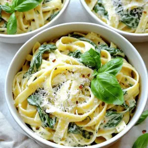 - 8 oz (225 g) pasta (fettuccine or linguine) - 2 tablespoons olive oil - 4 cloves garlic, minced - 6 cups fresh spinach (or 1 cup frozen spinach) - 1 cup heavy cream or coconut cream for a dairy-free option - 1/2 cup grated Parmesan cheese (or nutritional yeast for a vegan alternative) - 1 teaspoon lemon zest - 1/2 teaspoon nutmeg - Salt and pepper to taste - Crushed red pepper flakes (optional) - Fresh basil leaves, for garnish