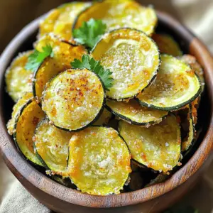 - 2 medium zucchinis, thinly sliced - 2 tablespoons olive oil - 1 teaspoon garlic powder - 1 teaspoon onion powder - 1 teaspoon smoked paprika - 1/2 teaspoon salt - 1/4 teaspoon black pepper - 1/4 cup grated Parmesan cheese (optional) When making oven-baked zucchini chips, use fresh zucchinis. Pick ones that feel firm and look bright. The olive oil adds flavor and helps the chips crisp up. Garlic powder, onion powder, and smoked paprika give them a tasty kick. If you like cheese, sprinkle on grated Parmesan for extra flavor. Each serving of these chips has about 100 calories. The macronutrient breakdown is roughly: - 7 grams of fat - 6 grams of carbohydrates - 3 grams of protein These chips are a healthy choice. Zucchini is low in calories and high in vitamins. You get fiber and nutrients without the guilt. - Oven - Baking sheets - Parchment paper - Mixing bowl - Knife and cutting board These tools make preparing your chips easy. The oven bakes them to perfection. Parchment paper helps prevent sticking and makes cleanup faster. A sharp knife and cutting board are essential for slicing the zucchinis thin. For the full recipe, check out the crispy oven-baked zucchini chips section. First, I preheat my oven to 225°F (110°C). This low temperature helps the zucchini dry out, making them crispy. Next, I prepare my baking sheets by lining them with parchment paper. This keeps the chips from sticking and makes cleanup easy. In a large bowl, I mix the seasonings. I add 2 tablespoons of olive oil, 1 teaspoon of garlic powder, 1 teaspoon of onion powder, 1 teaspoon of smoked paprika, 1/2 teaspoon of salt, and 1/4 teaspoon of black pepper. I stir until everything is blended well. Then, I add the thinly sliced zucchini to the bowl. I toss the slices gently, making sure they are coated evenly with the oil and seasoning mixture. Now it’s time to arrange the zucchini on the baking sheets. I spread the slices out in a single layer. I make sure they do not overlap, which helps them bake evenly. If I want extra flavor, I sprinkle 1/4 cup of grated Parmesan cheese on top. Next, I place the sheets in the oven and bake for about 2 hours. I check them now and then to avoid burning. Once they are golden brown and crispy, I remove them from the oven. I let them cool for 5-10 minutes. As they cool, they become even crispier. You can find the full recipe for these delicious chips above. To get the best zucchini chips, slice them thin. Aim for about 1/8 inch thick. Thin slices cook evenly and turn crispy. If they are too thick, they may stay soggy. Also, space the slices well on the baking sheet. They should not touch. This allows hot air to flow around each piece, which helps them crisp up nicely. You can adjust the seasoning to fit your taste. If you like more flavor, add extra garlic or onion powder. For a spicy kick, try adding cayenne pepper. Fresh herbs like thyme or rosemary can also boost the taste. Experiment with different spices to find your perfect mix. Serve these chips with fun dips! Hummus, guacamole, or salsa are great choices. You can also pair them with a tangy yogurt dip. For a nice touch, present the chips in a colorful bowl. Adding a sprinkle of fresh herbs looks great and adds flavor. Enjoy your tasty snack! {{image_2}} You can spice up your zucchini chips in many ways. Try adding cumin or chili powder for a kick. For a sweet touch, use cinnamon and a bit of sugar. You can also mix in herbs like thyme or rosemary. If you love cheese, sprinkle nutritional yeast for a cheesy flavor. You can also add grated Parmesan cheese for an extra layer of taste. Each of these options will change the taste and make it unique. Zucchini chips are just the start. You can use other veggies too. Sweet potatoes make a great crunchy snack. Just slice them thinly and follow the same steps. You can also try carrots or beets. These veggies may need a bit more time in the oven. Thin slices of sweet potato might take about 2.5 hours, while beets may need 2 hours. Experiment with different veggies to find your favorite. If you need gluten-free options, you're in luck! The recipe is already gluten-free. You can skip the cheese to keep it vegan, too. Use olive oil and your choice of spices for flavor. Nutritional yeast is a great substitute for cheese to keep it tasty. You can enjoy these healthy chips without any worries about dietary restrictions. To keep your zucchini chips fresh and crunchy, use a few simple tips. First, choose an airtight container. Glass jars or plastic containers work well. Make sure they are completely dry before you store them. If you add moisture, the chips will lose their crispness. Store the chips at room temperature. They should stay fresh for about 3 to 4 days. If you want to keep them longer, consider freezing them. They can last up to 3 months in the freezer. When it's time to enjoy your leftover zucchini chips, you can reheat them easily. For the best results, use the oven. Preheat it to 350°F (175°C). Place the chips on a baking sheet. Heat them for about 5 to 10 minutes. This method helps keep the chips crispy. You can also use a microwave, but it may make them softer. If you use the microwave, heat in short bursts. Check every 30 seconds to avoid sogginess. Remember, the key is to maintain that crunch! Oven-baked zucchini chips stay fresh for about 1 to 2 weeks. Store them in an airtight container at room temperature. This keeps them crunchy. If you notice them getting soft, it's best to eat them soon. Yes, you can make zucchini chips without oil. For oil-free chips, slice the zucchini thinly and season with your favorite spices. Arrange them on a baking sheet without oil. Bake at 225°F (110°C) for about the same time. They may not be as crispy but will still taste great! If your chips aren’t crispy, check the thickness of your slices. They should be very thin, about 1/8 inch. Also, avoid overlapping the slices on the baking sheet. If they still aren’t crispy, bake them longer. Just keep an eye on them to avoid burning. You can freeze zucchini chips, but it’s best to do so after baking. Allow them to cool completely, then place them in a freezer bag. Remove as much air as possible before sealing. They last up to 3 months in the freezer. To enjoy, reheat them in the oven until crispy. For more details, check the Full Recipe. In this post, we explored how to make delicious zucchini chips. We covered the ingredients, kitchen tools, and step-by-step instructions. I shared tips for crispness and variations to keep it interesting. Storing and reheating your chips was also discussed. Try these methods to enjoy a tasty, healthy snack. With practice, you'll master making the perfect zucchini chips!
