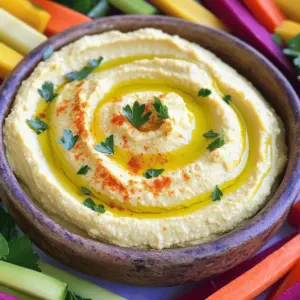 To make a tasty hummus, you need a few key items: - 1 can (15 oz) chickpeas, drained and rinsed - 1/4 cup tahini - 2 tablespoons fresh lemon juice - 2 garlic cloves, minced These items create a smooth and creamy base. Chickpeas give hummus its body. Tahini adds richness and flavor. Garlic gives that nice kick. You can dress up your hummus with some fun extras: - Olive oil - Paprika - Fresh parsley Drizzling olive oil on top makes it look fancy. A sprinkle of paprika adds color and flavor. Chopped parsley brings a fresh touch. Hummus is great with different sides. Here are some to try: - Pita bread - Fresh vegetables - Crackers Dipping pita bread into hummus is a classic. Fresh veggies add crunch. Crackers give a nice texture. Each option makes your snack more fun! For a full recipe, check out the complete instructions to make creamy lemon garlic hummus. To start, rinse and drain the chickpeas. This step removes excess salt and helps with texture. Next, measure out 1/4 cup of tahini and 2 tablespoons of fresh lemon juice. These two ingredients add creaminess and a bright flavor to your hummus. Now it’s time to mix everything in the food processor. Add the drained chickpeas, tahini, lemon juice, minced garlic, olive oil, cumin, and a pinch of salt to the bowl. Process on high for about 1 minute. Scrape down the sides of the bowl and keep blending. Gradually add water, one tablespoon at a time, until you reach your desired creamy consistency. You want it smooth but not too runny. Once blended, taste your hummus. Adjust flavors by adding more salt or lemon juice if needed. This is your chance to make it just right! For the final touch, transfer the hummus to a serving bowl. Use the back of a spoon to create a small well in the center. Drizzle with extra olive oil and sprinkle paprika and fresh parsley on top for a lovely finish. Enjoy your creamy delight! For creamy hummus, tahini and olive oil are key. Tahini gives hummus its rich taste and smooth texture. Olive oil adds flavor and helps blend the ingredients well. Use high-quality olive oil for the best results. Adjusting the water is also important. Start with a little and add more as needed. This helps reach the perfect creaminess without making it too thin. Always blend until the hummus is smooth and fluffy. One big mistake is not blending long enough. If you stop too soon, the hummus may be chunky and dry. Blend it for at least a minute, then scrape the sides and blend again. This makes a huge difference in texture. Another mistake is over-salting or under-seasoning. Too much salt makes it taste harsh, while too little can make it bland. Taste your hummus as you go. Adjust with more salt or lemon juice until it’s just right. The best way to serve hummus is in a shallow bowl. Make a well in the center and drizzle with olive oil. You can sprinkle paprika and fresh parsley on top for a pop of color. Pair hummus with pita bread, fresh veggies, or crackers. It’s also great with drinks like wine or sparkling water. Try serving it at parties or as a snack for family. For the full recipe, check out the Creamy Lemon Garlic Hummus 🥙 recipe above. {{image_2}} You can change the taste of your hummus in many fun ways. Here are two great ideas: - Roasted red pepper hummus: Add one cup of roasted red peppers to your basic hummus mix. This gives it a sweet, smoky flavor. The red color also makes your dish look vibrant. - Spicy jalapeño hummus: If you like heat, add one or two jalapeños to the mix. You can remove the seeds for less heat. This adds a kick to your creamy dip. Hummus is easy to adjust for different diets. Here are some options: - Gluten-free options: Hummus is naturally gluten-free. Serve it with gluten-free crackers or veggies for dipping. - Vegan adaptations: The basic recipe is vegan. Just ensure your tahini and olive oil are vegan-friendly. You can also use aquafaba instead of water for extra creaminess. Using seasonal ingredients makes your hummus fresh and exciting. Here are some ways to do this: - Incorporating seasonal vegetables or herbs: Try adding fresh herbs like basil or parsley. You can also mix in seasonal veggies like roasted zucchini or sweet potatoes for a unique twist. - Adjusting recipes based on availability: If you can’t find tahini, use sunflower seed butter. It keeps the creaminess while adding a different flavor. For the full recipe, check out the Creamy Lemon Garlic Hummus section. To keep your homemade hummus fresh, start by storing it in the refrigerator. Place it in an airtight container. This way, it stays creamy and tasty. Use plastic wrap over the top for extra protection. You can keep it in the fridge for quick snacking or meals. If you want to save hummus for later, freezing is a good option. Scoop the hummus into a freezer-safe container. Leave about an inch of space at the top. This lets the hummus expand as it freezes. You can also freeze it in ice cube trays for easy portions. Once frozen, transfer the cubes to a zip-top bag. Homemade hummus lasts about five to seven days in the fridge. If you freeze it, it can last up to three months. Always check for signs of spoilage. If you see mold, or if it has an off smell, it’s best to toss it. Fresh hummus should have a smooth texture and a bright flavor. You don’t really need to reheat hummus. If it’s too thick after storage, add a little water or olive oil to bring it back. Mix it well until it’s smooth again. There are many fun ways to use leftover hummus. Spread it on sandwiches or wraps for extra flavor. You can mix it into salads or use it as a dip for veggies. Try adding it to pasta dishes for a creamy sauce. Hummus is very versatile! You can find the full recipe for creamy lemon garlic hummus above. Homemade hummus can last about 4 to 7 days in the fridge. Store it in a sealed container. Make sure to keep it away from strong-smelling foods. If you see any mold or it smells off, toss it out. Yes, you can make hummus without tahini. Use an extra tablespoon of olive oil instead. You can also use peanut butter or sunflower seed butter as a substitute. These options still give hummus a creamy texture. Chickpeas are very nutritious. They are high in protein and fiber. This helps keep you full and supports digestion. They also contain vitamins like B6 and minerals like iron. Eating chickpeas may help lower cholesterol and support heart health. You can adjust the flavor by adding more lemon juice for tang. If you like it spicy, add some cayenne pepper or roasted red peppers. A bit more garlic can give it a stronger taste. Always taste and tweak until it’s just right for you. Serve hummus in a shallow bowl. Use the back of a spoon to make a well in the center. Drizzle some olive oil inside the well for a nice touch. You can garnish it with paprika or fresh parsley for color. Pair it with pita bread, veggies, or crackers for dipping. To make creamy lemon garlic hummus, start by gathering your ingredients. You will need chickpeas, tahini, lemon juice, garlic, olive oil, cumin, salt, and water. Follow the simple steps in the Full Recipe to blend everything together into a smooth dip. This dish is easy and perfect for any gathering. Enjoy! In this article, I explored how to make hummus from scratch. We covered main ingredients like chickpeas, tahini, and garlic. You learned about best practices for blending and taste testing to achieve creamy results. I shared tips to avoid common mistakes and offered variations for different diets. Finally, we discussed storage tips to keep your hummus fresh. Now, you're ready to create your own delicious hummus. Enjoy experimenting with flavors and sharing this healthy snack with others!