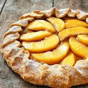 - 2 cups fresh peaches, pitted and sliced - 1 tablespoon lemon juice - 1/4 cup granulated sugar - 1 teaspoon cinnamon - 1 tablespoon cornstarch - 1 pre-made pie crust (or homemade if preferred) - 1 egg, beaten (for egg wash) - Pinch of salt The main ingredients for a peach galette are simple yet flavorful. Fresh peaches are the star here. Their sweet and juicy nature shines through when baked. The lemon juice adds a zesty kick. It brightens the flavors and balances the sweetness. Granulated sugar enhances the natural sweetness of the peaches. It helps them caramelize nicely in the oven. Cinnamon brings warmth and a hint of spice to the mix. Cornstarch thickens the peach juices, preventing a soggy crust. A pre-made pie crust makes this recipe easy. You can use homemade crust if you prefer. The beaten egg acts as a wash, giving the crust a golden color. A pinch of salt rounds out the flavors, making each bite perfect. - Other fruits (such as berries or apples) - Fresh herbs (like thyme or mint) You can customize your galette with optional add-ins. Mixing in other fruits can create a new taste. Berries or apples pair well with peaches. Fresh herbs add an exciting twist. A hint of thyme or mint can elevate the dish. Feel free to experiment and find your favorite flavor combos. - Mixing bowl - Rolling pin - Baking sheet - Parchment paper - Pastry brush Gathering the right tools makes cooking easier. A mixing bowl is needed for combining ingredients. A rolling pin helps you roll out the pie crust. A baking sheet holds the galette while it bakes. Parchment paper keeps the crust from sticking. A pastry brush is used for applying the egg wash. Having these tools on hand will streamline your cooking process. - Preheat your oven: Set your oven to 400°F (200°C). This gets it hot and ready. - Marinate peaches with lemon juice and spices: Take 2 cups of sliced peaches. Mix them in a bowl with 1 tablespoon of lemon juice, 1/4 cup of sugar, 1 teaspoon of cinnamon, 1 tablespoon of cornstarch, and a pinch of salt. Stir gently so the peaches are well-coated. Let them sit for about 10 minutes. This step adds flavor and helps thicken the juices. - Roll out the pie crust: Take a pre-made pie crust or make your own. Roll it out on parchment paper until it’s about 1/8 inch thick and looks like a rough circle, around 12 inches in diameter. - Spoon peaches into the center: Place the marinated peach mixture in the center of the crust. Leave about a 2-inch border around the edges. This gives the galette room to fold. - Fold and pleat the edges: Carefully fold the edges of the crust over the fruit filling. Pleat it as you go to create a rustic look. This makes it pretty and keeps the filling secure. - Egg wash and sugar topping: Brush the edges of the crust with a beaten egg. Sprinkle some sugar on top for extra sweetness and a nice crunch. - Bake and cooling time: Place the galette in the oven and bake for 30-35 minutes. Look for a golden brown crust and bubbly fruit. Once done, take it out and let it cool for about 10 minutes before slicing. - Presentation suggestions: Serve your peach galette warm or at room temperature. Dust it with powdered sugar. It’s delightful with a scoop of vanilla ice cream or a dollop of whipped cream. Enjoy the beautiful flavors! For the complete instructions, check the Full Recipe. To get a great crust, aim for about 1/8 inch thick. Thicker crusts can be hard and chewy. A thinner crust bakes nicely and stays crisp. To avoid a soggy bottom, use cornstarch with your peach filling. This helps absorb excess juice. Also, pre-bake the crust for a few minutes before adding the fruit. This method sets the crust and gives you a golden finish. Adjust the sweetness to your taste. You might want more or less sugar based on the peach ripeness. If your peaches are sweet, cut back on the sugar. Fresh peaches give the best flavor, but frozen works too. Just make sure to thaw and drain them well. This step keeps the galette from getting too watery. If your crust cracks, it might be too dry. Add a little water to your dough next time. Also, try rolling it out more gently. For excess juice from peaches, slice them and sprinkle with sugar before mixing. Let them sit for about 10 minutes to draw out some juice, then drain before adding them to the crust. These tips will help you create a perfect peach galette every time! For a detailed guide, refer to the Full Recipe. {{image_2}} You can mix and match fruits for your galette. In summer, try berries like strawberries or blueberries. Apples are great in the fall. You can also use pears for a sweet twist. For something unique, try savory options. Add a sprinkle of cheese or herbs with the peaches. Goat cheese pairs well with peaches and adds a nice touch. If you need a gluten-free crust, use almond or rice flour. You can make your own gluten-free pie crust easily. For a vegan option, skip the egg wash. Use almond milk or a bit of maple syrup to brush the crust. This helps it get golden without using eggs. Serving your galette warm is a must. Pair it with vanilla ice cream for a treat. Ice cream melts and mixes with the warm fruit, creating a delicious sauce. You can also serve it with whipped cream or a drizzle of caramel. A flavored sauce, like raspberry or chocolate, can elevate the dish. Use these ideas to impress your guests! To keep leftover peach galette fresh, let it cool completely. Wrap it in plastic wrap or aluminum foil. You can also place it in an airtight container. This keeps moisture in and prevents drying out. Store it in the fridge for up to three days. If you want to freeze an unbaked galette, prepare it as normal but do not bake it. Wrap it tightly with plastic wrap and then foil. This protects it from freezer burn. You can freeze it for up to three months. When you are ready to bake, just remove it from the freezer and bake it straight from frozen. To reheat a baked galette, preheat your oven to 350°F (175°C). Place the galette on a baking sheet. Heat it for about 10-15 minutes. This warms the galette without making it soggy. In the fridge, your galette stays fresh for about three days. You can tell if it has spoiled by checking for any off smells or mold. If the crust feels very soft or wet, it might be time to toss it. Enjoy your peach galette while it's fresh! For the full recipe, check here. You can tell your galette is ready by looking at the crust. It should be golden brown. The fruit filling will bubble and ooze slightly. You can also check the bottom of the crust. It should feel firm and crisp. If you notice these signs, your galette is done. Absolutely! You can swap peaches for many other fruits. Consider using berries like blueberries or strawberries. Apples and pears also work well. Mixing different fruits can add fun flavors. Just keep the same measurements for each fruit. Your galette will still turn out great! Peach galette pairs well with many treats. A scoop of vanilla ice cream adds creaminess. Whipped cream also enhances the dessert's taste. If you want a drink, try sweet tea or lemonade. Enjoying it warm makes every bite extra special. For more ideas, check the Full Recipe! Peach galette brings together simple ingredients like fresh peaches and pie crust. We explored how to prepare and assemble it step by step. I shared tips for perfecting the crust and variations to try. Remember, you can mix in other fruits or even go gluten-free. Enjoy it fresh or store leftovers with care. With these ideas, you can create your own tasty galette, perfect for any occasion. Happy baking!