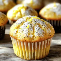 To make the perfect lemon poppy seed muffins, start with these key ingredients: - 1 cup all-purpose flour - 1/2 cup almond flour - 1/2 cup granulated sugar - 1 teaspoon baking powder - 1/2 teaspoon baking soda - 1/4 teaspoon salt - 1 tablespoon poppy seeds These ingredients create a strong base for your muffins. The all-purpose flour gives structure, while almond flour adds a nice flavor and moisture. The sugar sweetens your muffins just right. Baking powder, baking soda, and salt work together to help your muffins rise and taste great. Poppy seeds add a fun crunch and a unique look. Now, let’s look at the wet ingredients. - 1/2 cup unsalted butter, melted - 1 large egg - 1/2 cup Greek yogurt - Zest of 2 lemons - 2 tablespoons fresh lemon juice - 1 teaspoon vanilla extract These wet ingredients blend smoothly, giving your muffins a soft texture. The melted butter adds richness, and the egg helps bind everything. Greek yogurt keeps the muffins moist and adds a bit of tang. The lemon zest and juice provide a bright flavor that makes these muffins shine. If you want to take your muffins to the next level, consider these optional ingredients: - Greek yogurt (if not using in the base) - Zest of fresh lemons - Vanilla extract - Powdered sugar for dusting Adding more Greek yogurt can make your muffins even fluffier. Extra lemon zest enhances the citrus flavor. A splash of vanilla extract can add warmth. Dusting with powdered sugar gives your muffins an elegant touch and a hint of sweetness. For the full recipe, check out [Full Recipe]. Enjoy baking! First, you need to preheat your oven to 350°F (175°C). This step warms the oven so the muffins bake evenly. While you wait, line your muffin tin with paper liners or grease it lightly. Greasing helps the muffins come out easily. In a large bowl, combine the following dry ingredients: - 1 cup all-purpose flour - 1/2 cup almond flour - 1/2 cup granulated sugar - 1 teaspoon baking powder - 1/2 teaspoon baking soda - 1/4 teaspoon salt - 1 tablespoon poppy seeds Whisk these together well. Whisking is key as it mixes everything evenly. This helps the muffins rise well. In another bowl, mix these wet ingredients: - 1/2 cup unsalted butter, melted - 1 large egg - 1/2 cup Greek yogurt - Zest of 2 lemons - 2 tablespoons fresh lemon juice - 1 teaspoon vanilla extract Stir until smooth. A smooth batter gives you a nice texture in the muffins. Now, pour the wet mixture into the dry mixture. Fold gently until just combined. You want some lumps to stay. Next, divide the batter evenly into your muffin tin, filling each cup about two-thirds full. Bake in the preheated oven for 18-20 minutes. Check for doneness by inserting a toothpick in the center. If it comes out clean, your muffins are ready! Let them cool for 5 minutes in the tin, then transfer them to a wire rack. For a sweet touch, dust with powdered sugar after they cool. Enjoy your delicious lemon poppy seed muffins! For the complete recipe, check out the Full Recipe. Baking can be tricky. One big mistake is overmixing the batter. When you stir too much, your muffins may turn out tough instead of light. Aim to mix just until you see no dry flour. Some lumps are okay! Under-mixing can also be a problem. You want all the ingredients to blend well. Another key point is to measure ingredients accurately. Use a kitchen scale or measuring cups. This keeps your muffins consistent. Too much flour can dry them out, while too little can make them flat. The type of butter you use affects your muffins. I recommend using unsalted butter. It gives a rich flavor without extra salt. For yogurt, opt for Greek yogurt. It adds moisture and tanginess. You can enhance flavor too. If you want a stronger lemon taste, add more zest or juice. Vanilla extract can also boost sweetness. Just a bit can make a big difference. Presentation matters! After cooling, dust your muffins with powdered sugar. It adds a sweet touch and looks lovely. For serving, pair your muffins with tea or coffee. They make a great snack for any occasion. You can also serve them at brunch or a picnic. Don’t forget to share the Full Recipe with friends! {{image_2}} To make gluten-free lemon poppy seed muffins, use different flours. You can replace all-purpose flour with a gluten-free blend. Look for a mix that includes xanthan gum for binding. This helps keep your muffins from crumbling. You can also use almond flour or coconut flour. These options add nice flavor and texture. For binding agents, use ground flaxseed mixed with water. This acts like an egg. Mix one tablespoon of flaxseed with three tablespoons of water and let it sit for a few minutes. This will help bind your ingredients together. For vegan lemon poppy seed muffins, you can skip the egg. Use flaxseed or chia seeds instead. Mix one tablespoon of ground seeds with three tablespoons of water. This is a great substitute for one egg. You can also replace Greek yogurt with a plant-based yogurt. Almond or coconut yogurt works well. You may want to add a bit more liquid. This keeps your muffins moist and fluffy. Try adding a splash of almond milk or coconut milk. This will enhance the texture and flavor. You can change the flavor of your muffins easily. Adding fresh blueberries or raspberries gives a fruity twist. Stir in about one cup of berries before baking. This adds sweetness and color. If you want a citrus kick, try using orange or lime zest instead of lemon. This gives your muffins a bright and fresh taste. You can also mix lemon and orange zest for a unique blend. For the full recipe, check out the "Lemon Zing Poppy Seed Muffins" above. To keep your lemon poppy seed muffins fresh, store them at room temperature. Place them in an airtight container. This keeps them moist and tasty. If you plan to eat them within a few days, room temp is best. If you want to save them longer, consider refrigeration. Wrap each muffin in plastic wrap. Then put them in a sealed container. This method keeps them fresh for a week. You can also freeze the muffins. Wrap each muffin in foil or plastic wrap. Place them in a freezer bag. They will last for about three months in the freezer. When stored properly, lemon poppy seed muffins stay fresh for about three days. After that, they may start to dry out. Look for signs of spoilage. If the muffins smell off or have mold, it's time to toss them. A dry texture may also mean they are past their prime. Enjoy them while they're fresh for the best taste! Yes, you can make these muffins ahead. Just bake them and let them cool. Store the muffins in an airtight container at room temperature. They stay fresh for two to three days. For longer storage, freeze them. Wrap each muffin in plastic wrap and place them in a freezer bag. They can last up to three months in the freezer. When ready to eat, thaw them at room temperature or warm them in the oven. If you do not have Greek yogurt, you can use sour cream. It gives a similar texture and flavor. You can also use regular yogurt, but the muffins may be a bit less moist. For a dairy-free option, try coconut yogurt or almond yogurt. These will also work well in the recipe. To check if your muffins are done, insert a toothpick into the center of one. If it comes out clean, the muffins are ready. If the toothpick has wet batter, they need more time. Usually, they take about 18 to 20 minutes to bake. Keep an eye on them as baking times may vary. Yes, you can adjust the sweetness in this recipe. If you prefer less sweet muffins, reduce the sugar by a quarter cup. For sweeter muffins, add an extra tablespoon or two of sugar. You can also try adding honey or maple syrup for a different flavor. You can use lemon extract if you do not have fresh lemon juice. Use one teaspoon of lemon extract for each tablespoon of lemon juice. However, fresh lemon juice gives the best flavor. The zest also adds a nice touch, so be sure to include it. For the full recipe, check out my detailed guide on making these delicious muffins! Lemon poppy seed muffins are simple to make and taste delightful. Use all-purpose and almond flour for the base, and don’t forget the poppy seeds! Mixing dry and wet ingredients correctly is key to a smooth batter. Follow the steps to bake them perfectly. Consider adding optional ingredients like Greek yogurt or lemon zest for extra flavor. You can also adapt the recipe for gluten-free or vegan diets. With proper storage, these muffins stay fresh and delicious. Enjoy experimenting with flavors and make this recipe your own!