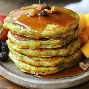 - 1 medium zucchini, grated - 1 cup whole wheat flour - 1 teaspoon baking powder - 1/2 teaspoon baking soda - 1/2 teaspoon cinnamon - 1/4 teaspoon nutmeg - 1/4 teaspoon salt - 2 large eggs - 1/2 cup Greek yogurt - 1/4 cup maple syrup (plus extra for serving) - 1 teaspoon vanilla extract - 1/4 cup chopped walnuts (optional) - 1/4 cup raisins (optional) - Tips for selecting fresh zucchini: Look for firm, shiny zucchini. Avoid ones with soft spots or blemishes. Smaller zucchinis are often sweeter. - Suggestions for flour substitutes: You can use all-purpose flour or gluten-free flour. Each gives a different taste and feel. Experiment to find your favorite. - Variations for sweetness levels: If you like it sweeter, add more maple syrup. You can also use honey or agave syrup instead. Start by grating the zucchini. Use a box grater or a food processor for this. Grate it into a bowl until you have enough. Once you finish, place the grated zucchini in a clean kitchen towel. Squeeze it tightly to remove excess moisture. This step is key for fluffy pancakes. Set the zucchini aside after squeezing. Grab a large mixing bowl. Combine the following dry ingredients: - 1 cup whole wheat flour - 1 teaspoon baking powder - 1/2 teaspoon baking soda - 1/2 teaspoon cinnamon - 1/4 teaspoon nutmeg - 1/4 teaspoon salt Whisk these together well. This ensures even flavor throughout your pancakes. In another bowl, beat two large eggs. After that, add: - 1/2 cup Greek yogurt - 1/4 cup maple syrup - 1 teaspoon vanilla extract Mix these until the texture is smooth. This mix will add richness to your pancakes. Now, it's time to bring it all together. Pour the dry ingredients into the wet mixture. Stir just until everything is moistened. Overmixing can lead to tough pancakes. Gently fold in the prepared zucchini. If you want, you can add: - 1/4 cup chopped walnuts (optional) - 1/4 cup raisins (optional) These add great texture and flavor. Heat a non-stick skillet or griddle over medium heat. Lightly grease it with cooking spray or oil. Pour about 1/4 cup of batter for each pancake onto the skillet. Cook until bubbles form on the surface, about 2-3 minutes. This is your sign to flip them. Cook for another 2 minutes until they turn golden brown. Repeat this with the rest of the batter, greasing the skillet as needed. Enjoy these pancakes warm with a drizzle of maple syrup. For the full recipe, refer to the section above. Adjust the heat when cooking your pancakes. Start with medium heat. If the pancakes brown too fast, lower the heat. This keeps them soft inside. Do not overmix the batter. Stir just until the flour disappears. Overmixing makes the pancakes tough. A few lumps are okay and will help keep them light. Top your pancakes with fresh fruit like bananas or berries. You can also add a dollop of Greek yogurt. Maple syrup enhances the flavor too. For side dishes, serve with crispy bacon or sausages. A glass of milk or fresh juice pairs well with the pancakes. Store leftovers in an airtight container. They last in the fridge for up to three days. To reheat, place pancakes in a skillet over low heat. This keeps them soft and tasty. You can also microwave them for about 30 seconds. {{image_2}} You can change the taste of zucchini bread pancakes easily. Adding spices makes them more exciting. Try these options: - Allspice: Adds a warm, rich flavor. - Ginger: Gives a nice zing. - Vanilla extract: Enhances sweetness without extra sugar. You can also use different nuts or dried fruits. Walnuts are great, but you can try: - Pecans: They add a buttery taste. - Almonds: Offer a crunchy texture. For dried fruits, raisins are classic, but you can use: - Dried cranberries: They add a tart flavor. - Chopped dates: They bring natural sweetness. Do you need gluten-free pancakes? No problem! Use these options: - Almond flour: It makes pancakes light and fluffy. - Oat flour: It adds a nice nutty flavor. For dairy-free pancakes, make simple swaps: - Use almond milk instead of Greek yogurt. - Try coconut yogurt to keep it creamy. These variations help you enjoy zucchini bread pancakes no matter your diet! For the full recipe, check the recipe section above. Yes, you can use many types of flour. Here are some great options: - Almond flour - Oat flour - Spelt flour - Gluten-free flour blend Each flour gives a unique taste and texture. Almond flour makes the pancakes moist and nutty. Oat flour adds a mild sweetness. Spelt flour gives a hearty flavor. Gluten-free blends work well, too, for those with dietary needs. You can easily make these pancakes healthier. Here are some tips: - Use less maple syrup or substitute with honey. - Swap Greek yogurt for a low-fat version. - Add more zucchini for extra fiber. - Use whole grain or less processed flours. These changes keep the flavor while reducing sugar and fat. You can enjoy a guilt-free breakfast! Yes, you can freeze these pancakes! Here’s how: - Let the pancakes cool completely. - Place them in a single layer on a baking sheet. - Freeze until solid, then transfer to a freezer bag. To reheat, pop them in the toaster or microwave. They stay tasty and warm! These pancakes pair well with many sides. Here are some great ideas: - Fresh fruit, like berries or banana slices - Greek yogurt for added creaminess - A drizzle of maple syrup for sweetness - Chopped nuts for a crunchy topping These sides add flavor and nutrition, making your meal more enjoyable. Check out the Full Recipe for more details! To make zucchini bread pancakes, start with grating the zucchini. Squeeze out the extra moisture and set it aside. Next, mix the dry ingredients like flour, baking powder, baking soda, cinnamon, nutmeg, and salt in one bowl. In another bowl, beat the eggs and add Greek yogurt, maple syrup, and vanilla. Combine the wet and dry ingredients. Finally, fold in the zucchini and nuts or raisins if you like. You will pour batter onto a hot skillet, cooking each side until golden brown. It takes about 2-3 minutes on the first side and 2 minutes on the second. Stack the pancakes, drizzle with maple syrup, and add nuts or fresh fruit for a pretty finish. Here’s a ready-to-print recipe card for your convenience: Ingredients: - 1 medium zucchini, grated - 1 cup whole wheat flour - 1 teaspoon baking powder - 1/2 teaspoon baking soda - 1/2 teaspoon cinnamon - 1/4 teaspoon nutmeg - 1/4 teaspoon salt - 2 large eggs - 1/2 cup Greek yogurt - 1/4 cup maple syrup (plus extra for serving) - 1 teaspoon vanilla extract - 1/4 cup chopped walnuts (optional) - 1/4 cup raisins (optional) Instructions: 1. Grate the zucchini and squeeze out moisture. 2. Mix dry ingredients in a bowl. 3. Beat eggs and add wet ingredients in another bowl. 4. Combine wet and dry mixtures; fold in zucchini. 5. Heat skillet and pour batter for pancakes. 6. Cook until golden brown on both sides. 7. Serve stacked with syrup and toppings. Prep Time: 15 minutes | Total Time: 25 minutes | Servings: 4 These zucchini bread pancakes combine healthy ingredients and simple steps. You learned about the key components, from zucchini to options for toppings. I shared tips for cooking and serving. You now know how to adjust flavors and make variations that suit your taste. Enjoy these pancakes any time of day. They are a great way to use fresh zucchini. With easy recipes and helpful tips, you’ll impress your friends and family. Cook with joy and share your delicious creation!