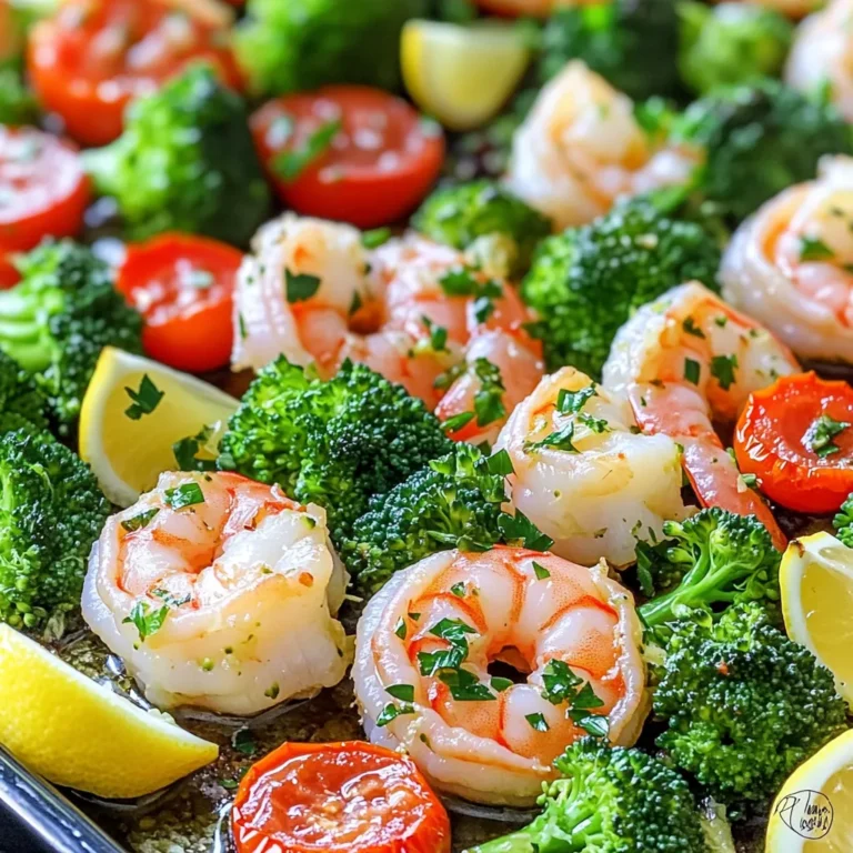 - 1 pound large shrimp, peeled and deveined - 2 cups broccoli florets - 1 cup cherry tomatoes, halved - 1 bell pepper, sliced (any color) Large shrimp make this dish special. They cook quickly and soak up flavor well. Fresh vegetables add color and crunch. Broccoli, cherry tomatoes, and bell pepper create a beautiful mix. - 4 tablespoons unsalted butter, melted - 4 cloves garlic, minced - 2 tablespoons fresh lemon juice - 1 teaspoon lemon zest Unsalted butter gives richness. Garlic adds a savory kick. Lemon juice and zest brighten the dish, making the flavors pop. Together, these ingredients create a garlic butter sauce that makes the shrimp and veggies shine. - 1 teaspoon dried oregano - Salt and pepper to taste - Fresh parsley, chopped, for garnish Dried oregano adds a touch of earthiness. You can adjust salt and pepper to your taste. Fresh parsley not only looks great but adds fresh flavor as a garnish. These seasonings enhance the dish and bring it together. First, you need to preheat your oven to 400°F (200°C). This heat helps cook the shrimp and veggies evenly. Next, line a large sheet pan with parchment paper. This makes cleanup super easy and keeps food from sticking. In a small bowl, whisk together melted butter, minced garlic, lemon juice, lemon zest, oregano, salt, and pepper. This sauce is the heart of the dish. The butter adds richness, while garlic and lemon brighten the flavors. In a large mixing bowl, combine the shrimp, broccoli florets, cherry tomatoes, and sliced bell pepper. Pour the garlic butter mixture over the shrimp and veggies. Toss everything well to coat. This step ensures every bite bursts with flavor. Spread the shrimp and vegetable mix evenly on the prepared sheet pan. Make sure they are in a single layer. This helps them cook properly. Bake in the preheated oven for 10-12 minutes. You’ll know it’s ready when the shrimp turn pink and opaque, and the veggies are tender-crisp. After baking, let it sit for a couple of minutes. This allows the flavors to settle before serving. To cook shrimp perfectly, focus on timing. Shrimp cook fast, usually in 10-12 minutes. Look for a pink color and a firm texture. If you overcook shrimp, they become rubbery. To avoid this, check them a minute or two early. Make sure the shrimp are in a single layer on the pan. This helps them cook evenly. To boost flavor, try adding fresh herbs like thyme or basil. You can also use a pinch of red pepper flakes for a little heat. If you love citrus, add more lemon zest. This adds brightness and depth to the dish. Other spices like smoked paprika can bring a unique taste too. Experiment with these options for a twist on the classic recipe. Garnishing makes a dish more appealing. After baking, sprinkle chopped parsley over the shrimp and veggies. This adds color and freshness. Serve with lemon wedges on the side for a pop of brightness. You can also arrange the shrimp and veggies on a platter for a nice display. A well-presented meal makes it more fun to eat. {{image_2}} You can mix and match the veggies and proteins in this dish. Try using asparagus or zucchini instead of broccoli. Cauliflower works well too. For protein, you can swap shrimp for chicken or firm tofu. Just cut the chicken into small pieces or use pre-cooked tofu for a simple change. This dish is great baked, but you can grill it too. Grilling gives the food a smoky flavor that many love. Just make sure to use a grill basket to keep everything together. You can also sauté the shrimp and veggies in a pan for a quick option. This method cooks them fast and makes cleanup easy. If you're on a low-carb diet, skip the tomatoes and use more broccoli or bell peppers. You can also add spinach for extra greens. For a gluten-free version, this recipe is already safe as it uses no gluten ingredients. Just check your butter and seasoning labels to be sure. To store leftovers, let the dish cool first. Place it in an airtight container. Make sure to separate the shrimp from the veggies, if you can. This helps keep everything fresh. You can also cover the dish tightly with plastic wrap. This method keeps moisture in and prevents odors from other foods. When reheating, use a skillet or the microwave. If using a skillet, add a splash of water or broth to keep it moist. Heat it over low to medium heat until warm. If using a microwave, cover the dish to trap steam. Heat in short bursts of 30 seconds. Check frequently to avoid overcooking. In the fridge, this dish lasts about 3 days. After that, the shrimp may lose texture and flavor. If you want to keep it longer, consider freezing it. In the freezer, it can last up to 2 months. Just remember to thaw it in the fridge before reheating. Yes, you can use frozen shrimp. Just make sure to thaw them first. Place shrimp in cold water for about 15 minutes to speed up thawing. After that, pat them dry with a paper towel. This helps the shrimp cook evenly and absorb the flavors. You can use many different vegetables. Try zucchini, asparagus, or snap peas. Carrots or green beans also work well. Just keep in mind that cooking times may vary for different veggies. Cut them into similar sizes to ensure even cooking. Shrimp are fully cooked when they turn pink and opaque. They should curl into a C shape. If they curl into an O shape, they might be overcooked. Use a meat thermometer if you have one. The internal temperature should reach 120°F (49°C). Yes, you can prep this dish ahead of time. You can combine the shrimp and veggies with the sauce and store them in the fridge. Just make sure to bake them fresh when you want to serve. This keeps the shrimp juicy and the veggies crisp. This dish blends large shrimp with fresh veggies, all enhanced by a tasty garlic butter sauce. Following the steps carefully helps ensure your shrimp are cooked just right. You can swap in different veggies or proteins, and it’s easy to adjust for various diets. Storing leftovers correctly keeps the flavor intact. Remember to reheat gently. With these tips and insights, you'll create a meal that's not only delicious but also flexible. Enjoy creating your own tasty version!