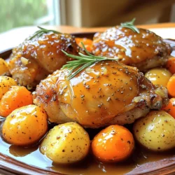 To make this Maple Dijon Chicken & Potatoes Delight, gather these key ingredients: - 4 boneless, skinless chicken thighs - 1 pound baby potatoes, halved - 1/4 cup pure maple syrup - 1/4 cup Dijon mustard - 2 tablespoons olive oil - 1 tablespoon fresh rosemary, finely chopped - 1 teaspoon garlic powder - Salt and pepper to taste - 1 cup chicken broth - 1/2 cup carrots, chopped These ingredients work together to create a sweet and savory dish. The chicken thighs stay juicy and tender while the baby potatoes soak up the delicious sauce. The maple syrup adds a warm sweetness, and the Dijon mustard gives it a tangy kick. Fresh rosemary brings an aromatic touch that ties everything together. Having these ingredients ready makes cooking smooth and easy. You can find most of them in your kitchen already. If you don’t have fresh rosemary, dried rosemary works too! Just remember, fresh herbs often have a stronger flavor. Once you have everything, you’re set to create a hearty meal that fills your home with amazing scents. Enjoy the process, and let’s get cooking! To begin, grab a small bowl. In this bowl, whisk together: - 1/4 cup pure maple syrup - 1/4 cup Dijon mustard - 2 tablespoons olive oil - 1 teaspoon garlic powder - 1 tablespoon fresh rosemary, finely chopped - Salt and pepper to taste Whisk until the mixture is smooth and combined. This sauce adds great flavor to the chicken. Next, take your slow cooker. Start by placing the baby potatoes and carrots at the bottom. Use 1 pound of baby potatoes, halved, and 1/2 cup of chopped carrots. This forms a tasty base for the chicken. Now, season the chicken thighs with salt and pepper. You’ll use 4 boneless, skinless chicken thighs. Place them on top of the potatoes and carrots. This helps the chicken soak up all the flavors while cooking. Now, pour that delicious maple Dijon mixture over the chicken and veggies. Don’t forget to add 1 cup of chicken broth too. Cover the slow cooker. You can cook it in two ways: - On low for 6-8 hours - Or on high for 3-4 hours Cook until the chicken is tender and fully cooked. After it’s done, gently stir to coat the potatoes in the sauce. Allow it to sit for about 10 minutes before serving. Enjoy the wonderful aroma and flavors! To make sure your chicken is tender, cook it on low for 6-8 hours. If you’re short on time, high heat works too, but stick to 3-4 hours. Always check the chicken’s internal temperature; it should reach 165°F. This keeps it juicy and safe to eat. To boost the taste, think about adding more herbs. Fresh thyme or parsley can bring a nice touch. You could also use a splash of apple cider vinegar for a tangy twist. If you like heat, try adding a pinch of red pepper flakes. Each of these will add depth to the dish. For a beautiful meal, serve the chicken and potatoes on a warm plate. Drizzle some extra sauce from the slow cooker over the top. A sprinkle of fresh rosemary adds color and flavor. You can also add some colorful vegetables on the side for a pop of color. This makes your dish not just tasty, but also visually appealing. {{image_2}} You can make this dish your own. Try adding vegetables like green beans, peas, or bell peppers. They will cook well in the slow cooker. You can also use different proteins. Chicken breast works too, but keep an eye on cooking time. For a twist, swap chicken for pork chops or turkey thighs. Each protein brings its own flavor. Want to change the taste? Experiment with different types of mustard. Honey mustard adds sweetness. Spicy brown mustard gives a kick. You can also switch the sweetener. Maple syrup is great, but honey or agave work too. Each change gives a new spin on the dish. Pair this meal with sides that complement its flavors. A fresh green salad adds crunch. Garlic bread is great for soaking up the sauce. Roasted veggies or steamed broccoli make it colorful and healthy. These sides turn your meal into a feast. To keep your Maple Dijon chicken fresh, place leftovers in an airtight container. You can refrigerate it for up to three days. If you want to store it longer, freeze it. Make sure to use freezer-safe bags or containers. Label them with the date, so you know when you made it. When it's time to enjoy your leftovers, use a microwave or stovetop. If using a microwave, heat in short bursts of one minute. Stir in between to ensure even heating. For stovetop, place in a pan over low heat. Add a splash of chicken broth to keep it juicy. Cover the pan to help it warm up nicely. You can make tasty meals with your leftovers. Shred the chicken and mix it into a salad. This adds flavor and protein. You can also make a wrap with tortillas and fresh veggies. Another idea is to create a savory rice bowl. Just add some cooked rice and veggies for a quick meal. Yes, you can use bone-in chicken thighs. They add great flavor. However, they will take longer to cook. Bone-in thighs may need about 1 hour more on low heat. Check the chicken for doneness. It needs to reach an internal temperature of 165°F. The texture will also be a bit different. Bone-in thighs stay moist, but the meat may fall off the bone. If you prefer a firmer bite, stick with boneless thighs. Yes, this recipe is great for meal prep. Slow cooker meals save time and effort. You can make a large batch for the week. The chicken and potatoes reheat well, keeping their taste. Divide the dish into meal prep containers for easy lunches or dinners. This way, you enjoy a homemade meal without much fuss. Plus, the flavors get better after sitting in the fridge for a day. To make more servings, simply double the ingredients. Use 8 chicken thighs and 2 pounds of potatoes. Adjust the sauce by doubling the maple syrup and Dijon mustard. You may need a larger slow cooker. Ensure all ingredients fit well. Cooking time stays the same, but check for doneness. If you’re making a lot, it may take slightly longer. Just keep an eye on the chicken and potatoes! This recipe combines chicken thighs, veggies, and a tasty sauce. You learned how to prepare it step-by-step in a slow cooker. Plus, I shared tips for tender chicken and fun variations. Remember, you can mix in different ingredients or adjust flavors to your taste. Storing leftovers is easy, and reheating keeps the meal delicious. With this dish, you can impress family and friends with a great meal. Enjoy cooking and experimenting with your own ideas!