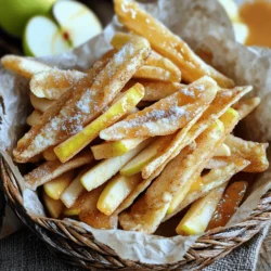 To make the perfect cinnamon sugar apple pie fries, gather these items: - 2 large flour tortillas - 2 medium apples (Granny Smith or Honeycrisp), peeled and thinly sliced - 2 tablespoons brown sugar - 1 teaspoon ground cinnamon - 1 tablespoon lemon juice - 1 tablespoon butter, melted - 1/2 cup granulated sugar - 1/4 teaspoon salt These ingredients combine to create a sweet and crispy treat that's hard to resist. You can take your apple pie fries to the next level with these extras: - Caramel sauce for drizzling - Chopped nuts for a crunch - Vanilla ice cream on the side These enhancements add flavor and texture, making your dish even more delightful. If you don’t have certain items, here are some swaps: - Use corn tortillas instead of flour for a gluten-free option. - Any sweet apple variety works, so feel free to choose your favorite. - Swap brown sugar with white sugar if needed. These substitutions help you customize this recipe based on what you have at home. First, gather all your ingredients. You will need two large flour tortillas and two medium apples. I like to use Granny Smith or Honeycrisp apples for their sweet and tart taste. You also need brown sugar, ground cinnamon, and lemon juice. This mix adds flavor to the apples. Lastly, have melted butter and granulated sugar ready for the crust. 1. Preheat your oven to 400°F (200°C). Make sure you line a baking sheet with parchment paper. 2. In a mixing bowl, combine the sliced apples, brown sugar, cinnamon, and lemon juice. Toss them well to coat all the apple slices. 3. Lay the flour tortillas flat. Brush one side of each tortilla with melted butter. This helps them crisp up nicely. 4. Divide the apple mixture evenly between the two tortillas. Place it on the non-buttered side. 5. Fold the tortillas over to make a half-moon shape. Press down gently to seal them. 6. Brush the tops of the folded tortillas with the remaining melted butter. This adds more flavor. 7. In a separate bowl, mix granulated sugar and salt. Sprinkle this mixture generously over the buttered tortillas. 8. Cut each folded tortilla into strips about 1 inch wide. This makes them look like fries. 9. Place the strips on the prepared baking sheet. 10. Bake in the oven for 15-18 minutes. Watch them turn golden brown and crispy. 11. Once done, remove from the oven and let them cool for a few minutes. To check if they are done, look for a golden brown color. The edges should be crispy. If you press lightly, they should feel firm. If they are soft, they need more time in the oven. Always keep an eye on them to avoid burning. Enjoy your tasty treat! To get that perfect crispy texture, use flour tortillas. These cook well and become crunchy. Brush each tortilla with melted butter before baking. This helps in getting that golden color and crisp. Make sure to cut the folded tortillas into strips. This allows each fry to crisp up nicely. You can boost the flavor of your apple pie fries. Try adding a pinch of nutmeg or allspice with the cinnamon. For a fun twist, mix in some chopped nuts. Walnuts or pecans add a nice crunch. If you love caramel, drizzle it on top after baking. It adds sweetness and richness. Presentation is key when serving your apple pie fries. Use a small basket or a pretty plate. Add a small bowl of caramel sauce for dipping. Garnish with extra cinnamon or apple slices. This makes your dish look even more inviting. Enjoy these treats warm for the best taste! {{image_2}} You can choose different apples for your fries. Granny Smith apples work well. They are tart and crisp, giving a nice balance. Honeycrisp apples are also a great choice. They are sweet and juicy, adding a rich flavor. You can even mix different apples for a fun twist. Try using Fuji or Pink Lady apples for a sweeter bite. If you want to change the sweetness, there are many options. You can use maple syrup or agave nectar instead of brown sugar. These options add unique flavors while still being sweet. Honey is another choice. Just use a bit less since it's sweeter than sugar. For a low-calorie option, try using stevia or erythritol. These sweeteners keep the taste without the extra calories. Serving your apple pie fries can be fun and creative. You can place them in a small basket for a rustic look. Add a small bowl of caramel sauce for dipping. For an extra treat, serve them with whipped cream or ice cream. Sprinkling some chopped nuts on top can add crunch. You can also dust the fries with more cinnamon for extra flavor. These simple touches can make your fries even more appealing. To keep your apple pie fries fresh, place them in an airtight container. This helps retain their crispiness. Make sure they cool down before sealing. Store them in the fridge for up to three days. To reheat, preheat your oven to 350°F (175°C). Place the apple fries on a baking sheet. Bake for about 5-7 minutes. This makes them warm and crispy again. You can also use an air fryer for quick reheating. Just set it to 350°F (175°C) for about 3-5 minutes. If you want to freeze the fries, first cool them completely. Then, place them in a freezer-safe bag. Remove as much air as possible before sealing. You can freeze them for up to two months. When ready to eat, just bake them from frozen at 400°F (200°C) for about 15-20 minutes. This way, they stay tasty and fun! Yes, you can use corn tortillas or whole wheat tortillas. Corn tortillas add a nice flavor. Whole wheat tortillas make a healthier option. Just keep in mind that the texture may change slightly. Corn tortillas may not be as crispy. You can store apple pie fries for up to two days. Keep them in an airtight container. For best taste, eat them fresh. The fries might get soft over time. Reheat them in the oven to regain some crispness. Apple pie fries pair well with caramel sauce for dipping. You can also serve them with whipped cream. Ice cream is another great choice. A sprinkle of nuts adds a nice crunch too. Feel free to get creative and mix flavors! This blog post covered all you need to know about making apple pie fries. We discussed essential ingredients, cooking steps, and tips for that perfect, crispy bite. You now know how to store leftovers and enjoy tasty variations. Remember, using different apples or sweeteners can change your fries' flavor. Keep experimenting to find your favorite twist. Enjoy your cooking, and have fun serving these treats to friends and family!