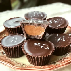 - 1 cup dark chocolate chips (at least 70% cocoa) - 1/2 cup almond butter (smooth or crunchy, based on preference) - 2 tablespoons powdered sugar (adjust sweetness if desired) - 1/4 teaspoon sea salt - 1 teaspoon vanilla extract - Mini cupcake liners The first key item is dark chocolate chips. I prefer using at least 70% cocoa for richness. This adds a deep flavor to the cups. Next, almond butter shines in this recipe. You can use smooth or crunchy, depending on your taste. The texture can change the whole feel of the cups. Powdered sugar comes next. I use two tablespoons but adjust for sweetness. You can add more or less to fit your taste. Sea salt plays a vital role too. Just a pinch enhances the chocolate and almond flavors. Then, we have vanilla extract. This adds warmth and depth to the almond butter filling. Finally, don't forget the mini cupcake liners. They make the cups easy to serve and eat. - Calories per serving: About 120 calories - Macronutrient breakdown: - Carbohydrates: 10g - Fats: 8g - Proteins: 2g These almond butter cups are not just tasty; they also pack some nutrition. Each serving has about 120 calories. The macronutrient breakdown shows they are lower in carbs. They have healthy fats from almond butter. - Vitamins and minerals present: - Vitamin E from almonds - Magnesium from dark chocolate - Iron from dark chocolate Almonds bring vitamin E, which is great for skin health. Dark chocolate offers magnesium and iron, adding to the health benefits. This makes each cup a delicious treat that can fit into a healthy diet. Enjoy making and sharing these delightful treats! 1. Start by preparing your muffin tin. Place mini cupcake liners in each slot. This helps with easy pop-out cups. 2. Next, melt the dark chocolate chips. Use a microwave-safe bowl. Heat in 30-second intervals. Stir between each interval until smooth. Be careful to not overheat the chocolate. 3. Scoop about a teaspoon of melted chocolate. Pour it into the bottom of each cupcake liner. Spread it out well to cover the bottom. Place the tray in the fridge for about 10 minutes to set. 1. While the chocolate sets, mix the almond butter filling. In a separate bowl, combine the almond butter, powdered sugar, sea salt, and vanilla extract. Stir until smooth and creamy. 2. Once the first layer of chocolate is set, add a teaspoon of the almond butter mixture. Place it on top of the chocolate in each liner. Make sure to spread it evenly. 1. Pour another teaspoon of melted dark chocolate over the almond butter. Ensure it covers the filling completely and reaches the edges of the liner. 2. If needed, use a spatula or knife to smooth the top layer. 3. Now, place the filled liners back in the fridge. Let them chill for at least 30 minutes until fully set. 4. Once set, gently remove the cups from the liners. Store them in an airtight container in the fridge until you're ready to enjoy. To make the best dark chocolate almond butter cups, avoid overheating the chocolate. When melting dark chocolate chips, use short bursts in the microwave. Heat for 30 seconds, then stir. Repeat until the chocolate is smooth. If you heat it too long, it may seize up and become unusable. Next, let’s talk about the almond butter filling. It should be creamy and smooth. Mix the almond butter, powdered sugar, sea salt, and vanilla extract well. If it feels too thick, add a tiny bit of oil. This will help achieve the right consistency for easy spreading. When it’s time to serve, arrange the almond butter cups on a nice plate. You can use a tiered stand for a fun look. Drizzle some melted chocolate over the top for a sweet touch. A sprinkle of sea salt adds a nice contrast and makes each cup pop. These little details make your almond butter cups not just tasty but also visually appealing! {{image_2}} You can really play with the flavor of your Dark Chocolate Almond Butter Cups. One easy way is to add a sprinkle of sea salt on top. This adds a nice salty kick that pairs well with the sweet chocolate. You can adjust the amount based on your taste. Just a pinch can make a big difference. Another fun idea is to use different nut butters. If you like cashew butter or peanut butter, try those instead of almond butter. Each nut butter brings its own flavor and texture. This way, you can create a new twist on the classic recipe. Sweetness is key in these cups. If you want it less sweet, you can reduce the powdered sugar. Start by cutting it in half and taste. You can always add more if you need to. This lets you control the sweetness based on your preference. You can also use alternative sweeteners. Honey or maple syrup work well. Just remember that these liquids can change the texture a bit. You might need to adjust the other ingredients to keep the right consistency. To keep your Dark Chocolate Almond Butter Cups fresh, store them in an airtight container. This helps to lock in flavor and moisture. The best place to store them is in the fridge. The cold will keep the chocolate firm and the almond butter creamy. Make sure you separate layers with parchment paper if stacking them. This prevents sticking. You can freeze these almond butter cups for up to three months. To freeze, place them in a single layer on a baking sheet. Once they are frozen solid, transfer them to a freezer-safe bag. This method helps to keep their shape. When you want to enjoy them, take out how many you want. To thaw, leave them in the fridge overnight. Avoid leaving them out at room temperature. This keeps the texture smooth and the taste rich. If you thaw them too quickly, the chocolate may become too soft. Homemade Dark Chocolate Almond Butter Cups last about one week in the fridge. Store them in an airtight container to keep them fresh. If you freeze them, they can last for up to three months. Just make sure to wrap them well to prevent freezer burn. Yes, you can use milk chocolate. However, the taste will be sweeter and less rich. Dark chocolate has more cocoa and less sugar, making it a healthier option. It has more antioxidants too, which are good for your heart. Almond butter is often considered healthier than peanut butter. Almonds have more vitamin E, healthy fats, and fiber. They also have fewer carbs. On the other hand, peanut butter has more protein. Both can fit into a healthy diet, but almond butter offers more nutrients. You learned how to make dark chocolate almond butter cups from scratch. We covered the main ingredients, step-by-step instructions, and helpful tips. You can also try fun variations and know the best ways to store your treats. These cups are tasty and easy to make. Enjoy them at home or share them with friends. Now, get in the kitchen and create your own delicious dark chocolate almond butter cups!