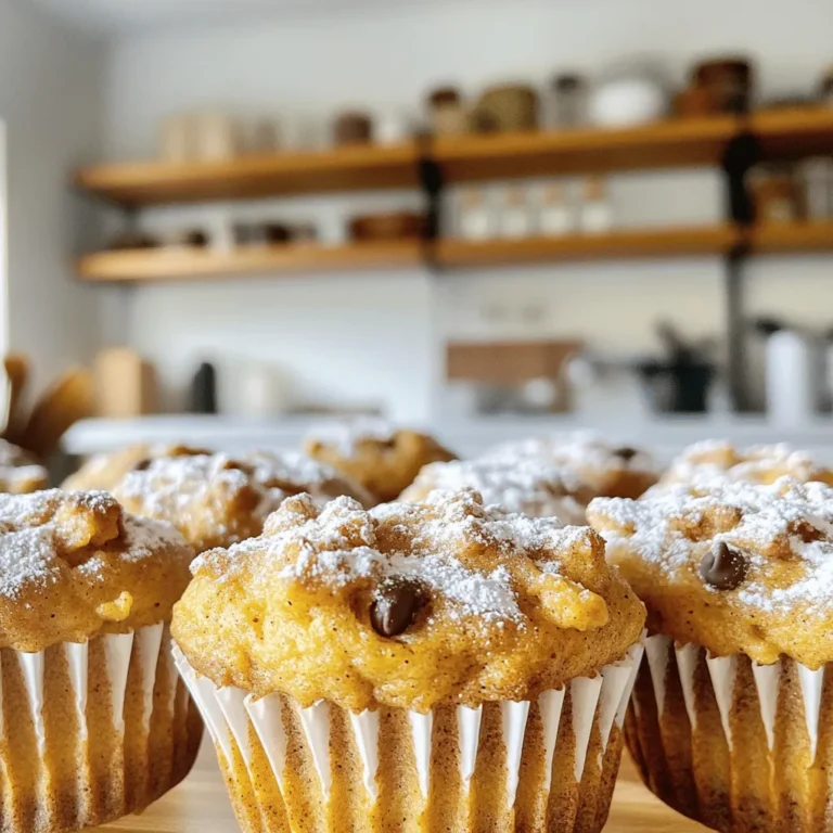 - 1 ½ cups all-purpose flour - 1 teaspoon baking powder - 1 teaspoon baking soda - ½ teaspoon salt - 2 teaspoons pumpkin pie spice - ½ cup granulated sugar - ½ cup brown sugar, packed - 2 large eggs - 1 cup canned pumpkin puree - ½ cup milk (or almond milk) - ¼ cup brewed coffee, cooled - ¼ cup vegetable oil - 1 teaspoon vanilla extract - Optional: ½ cup chocolate chips or nuts for added texture When you measure flour, spoon it into the cup. Then level it off. This keeps your muffins light. Use a liquid measuring cup for milk and coffee. Look at eye level for an accurate read. For brown sugar, pack it firmly into the cup. This ensures you use the right amount. You can swap all-purpose flour for whole wheat flour. This adds fiber. For a dairy-free option, use almond milk instead of regular milk. If you don't have brewed coffee, try using strong tea or leave it out. For eggs, you can use flax eggs. Mix one tablespoon of ground flaxseed with three tablespoons of water. Let it sit for five minutes. This makes a great egg replacer. Start by setting your oven to 350°F (175°C). This warm temperature helps the muffins rise. Next, take a muffin tin and line it with paper liners. If you don’t have liners, you can spray the tin with baking spray. This keeps the muffins from sticking. Grab a medium bowl for your dry mix. Add 1 ½ cups of all-purpose flour, 1 teaspoon of baking powder, 1 teaspoon of baking soda, ½ teaspoon of salt, and 2 teaspoons of pumpkin pie spice. Whisk them together until they blend well. This mix adds flavor and helps the muffins rise. In a large bowl, mix ½ cup of granulated sugar with ½ cup of packed brown sugar. Beat in 2 large eggs one at a time. After that, add 1 cup of canned pumpkin puree, ½ cup of milk (or almond milk), ¼ cup of cooled brewed coffee, ¼ cup of vegetable oil, and 1 teaspoon of vanilla extract. Stir until everything is smooth. This step gives the muffins their moist texture. Now, take your dry mix and slowly add it to the wet ingredients. Stir gently until just combined. Be careful not to overmix; you want the muffins to stay fluffy. If you like, fold in ½ cup of chocolate chips or nuts for added texture. This step can make the taste even better. Spoon the batter into the prepared muffin tins. Fill each cup about two-thirds full. This gives them room to rise without spilling over. Make sure they are evenly filled so they bake at the same rate. Place the muffin tin in the oven. Bake for 18 to 20 minutes. To check for doneness, insert a toothpick into the center of a muffin. If it comes out clean, they are ready. Once done, let the muffins cool in the tin for about 5 minutes. Then, transfer them to a wire rack to cool completely. This cooling step helps keep the muffins soft and tasty. To get the best muffin texture, follow these tips. First, don't overmix the batter. Overmixing makes muffins dense. Stir just until the dry ingredients blend with the wet ones. Next, let your wet ingredients sit at room temperature. Cold ingredients can lead to uneven baking. Use room temperature eggs and milk for a lighter muffin. Finally, fill the muffin cups about two-thirds full. This allows space for rising. Want to boost flavor? Try adding chocolate chips or nuts. These extras give texture and taste. You can also sprinkle some pumpkin pie spice on top before baking. This adds a nice aroma. For a richer flavor, swap out milk for almond milk. It brings a nutty note that pairs well with pumpkin. Lastly, using brewed coffee adds a warm depth. It enhances the overall pumpkin spice flavor. Baking muffins can be tricky. Here are mistakes to watch out for. First, don’t skip the baking powder and baking soda. They help muffins rise. Second, avoid opening the oven door too soon. This can cause muffins to sink. Wait until the last few minutes to check. Lastly, let the muffins cool in the pan for a bit. This helps them firm up before transferring to a wire rack. {{image_2}} You can make these muffins healthier with simple swaps. Use whole wheat flour instead of all-purpose flour. This change adds fiber and nutrients. You can also reduce the sugar by using less granulated sugar and brown sugar. Try using maple syrup or honey for sweetness. For a dairy-free option, replace milk with almond milk or oat milk. You can even use unsweetened applesauce instead of oil. This option keeps the muffins moist while cutting fat. While pumpkin spice is classic, mix flavors for fun twists. Add a pinch of nutmeg or ginger to enhance spice notes. You could also try swapping brewed coffee for chai tea. This change adds warmth and a cozy feel. Want a chocolate twist? Stir in chocolate chips or cocoa powder for a richer taste. If you love nuts, add walnuts or pecans for crunch. These combos give your muffins a new personality. Pumpkin spice lattes are a fall favorite, but you can change them with the seasons. In winter, add cranberry or orange zest for a bright flavor. Spring could use fresh blueberries or lemon juice for a lighter taste. Summer? Toss in some fresh strawberries or peaches. Each season brings new fruits to try. You can also top these muffins with a glaze or cream cheese frosting. This adds a sweet finish that brightens every bite. To keep your pumpkin spice latte muffins fresh, use an airtight container. Place them in the container once they are cool. Store them at room temperature for up to three days. If you want them to last longer, refrigerate them, but expect some texture change. You can also wrap each muffin in plastic wrap for added freshness. Freezing muffins is a great way to save some for later. First, let the muffins cool completely. Then, wrap each muffin tightly in plastic wrap. Place them in a freezer bag or a container. Label the bag with the date. They can stay in the freezer for up to three months. To enjoy, just thaw them overnight in the fridge. Reheating muffins is quick and easy. For the best results, use an oven or toaster oven. Preheat it to 350°F (175°C). Place the muffin on a baking sheet and heat for about 5 to 10 minutes. This will help restore the soft texture. You can also microwave a muffin for 15 to 30 seconds, but it may be less crispy. Enjoy your warm muffins with your favorite drink! Yes, you can use fresh pumpkin. First, bake or steam your pumpkin until soft. Then, blend it into a smooth puree. This gives a fresh taste but may change the moisture level in your muffins. You might need to adjust other wet ingredients a bit. To make mini muffins, reduce the baking time. Fill each mini cup with batter to about half full. Bake for 10 to 12 minutes instead of 18 to 20 minutes. Check with a toothpick to see if they are done. They should be golden and spring back when touched. If you want to skip coffee, use milk or a milk alternative. You could also use brewed tea for a different flavor. Just keep the same amount. The muffins will still be tasty without the coffee. These muffins last for about 3 to 5 days at room temperature. Store them in an airtight container to keep them fresh. You can also freeze them for up to 3 months. Just thaw them in the fridge or at room temperature before enjoying. We covered the key ingredients and steps to make great muffins. You learned how to measure, mix, and bake for perfect texture. I shared tricks to boost flavor and avoid common mistakes. We explored healthier options and fun variations to try. Lastly, you now know how to store muffins for later enjoyment. Baking becomes more fun when you feel confident. Try these tips and enjoy your muffins!