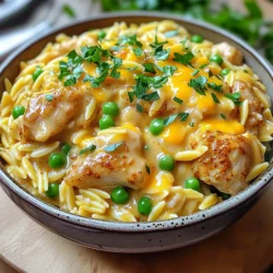 - 1 lb boneless, skinless chicken thighs - Cajun seasoning - Chicken broth - Heavy cream - Orzo pasta - Shredded cheddar cheese - Frozen peas - Fresh parsley - Additional spices for flavor enhancement With these simple ingredients, you can create a dish that bursts with flavor. The chicken thighs are juicy and tender, while the Cajun seasoning adds a spicy kick. The creamy sauce brings everything together, making every bite a delight. You can switch up the cheese if you want a different taste. I love using sharp cheddar for its strong flavor. Fresh parsley adds a nice touch of color and freshness. Feel free to mix in your favorite spices to make it your own. This blog post covered how to make Creamy Cajun Chicken Orzo, step by step. You learned about the key ingredients like chicken thighs and orzo, plus how to enhance flavors with spices. We explored tips to achieve the perfect creaminess and discussed possible variations to fit your taste. Lastly, I shared how to store and reheat your leftovers. Enjoy your cooking adventure and the delicious meal ahead!