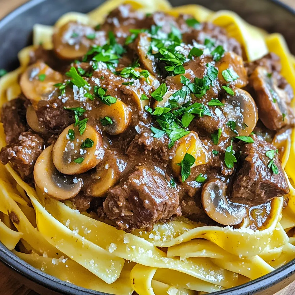 - 2 pounds chuck roast, cut into 1-inch cubes - 8 ounces cremini mushrooms, sliced - 1 onion, finely chopped - 4 cloves garlic, minced - 1 can (14.5 ounces) diced tomatoes - 2 tablespoons tomato paste - 1 cup beef broth - 2 tablespoons soy sauce - 1 teaspoon dried oregano - 1 teaspoon dried thyme - 1 bay leaf - Salt and pepper to taste - Fresh parsley, chopped (for garnish) - 1 pound pasta of your choice (e.g., fettuccine or pappardelle) Gathering the right ingredients is key for this dish. Start with the chuck roast. This cut is perfect for slow cooking. It turns tender and flavorful after hours in the pot. Next, add cremini mushrooms for an earthy taste. They pair well with beef and add texture. You’ll also need a finely chopped onion and minced garlic. These aromatics create a flavor base. The diced tomatoes and tomato paste add richness. Don’t forget the beef broth and soy sauce for depth. Herbs like oregano and thyme add warmth. A bay leaf enhances the ragu's aroma as it cooks. Season with salt and pepper to taste. Finally, fresh parsley brings brightness to the dish when served. Choose your pasta wisely. Fettuccine or pappardelle works best. These types hold the sauce well. Enjoy the magic of these ingredients as they come together in your slow cooker. - Seasoning the chuck roast Start by cutting the chuck roast into 1-inch cubes. Season each piece with salt and pepper. This simple step adds a lot of flavor. - Searing the beef cubes Heat a large skillet over medium-high heat. Add the beef cubes in batches. Brown them on all sides. This adds depth to the flavor of your ragu. - Layering the veggies and meats In your slow cooker, add the browned beef, sliced mushrooms, chopped onion, and minced garlic. Make sure to mix them gently. - Adding liquids and seasonings Pour the diced tomatoes, tomato paste, beef broth, and soy sauce into the slow cooker. Stir everything well. Then, sprinkle in the dried oregano, dried thyme, and bay leaf. Taste and add more salt and pepper if you want. - Setting the slow cooker Set the slow cooker to low heat. This will help the flavors meld together nicely. - Cooking time and doneness indicators Cook for 6 to 8 hours. Check that the beef is tender. You’ll know it’s done when it breaks apart easily with a fork. Enjoy the wonderful aroma as it cooks! Browning the beef is key. It adds deep flavor to your ragu. Sear it until it's golden on all sides. This step may take just a few minutes, but it makes a big difference. The heat brings out the meat's natural sugars, enhancing the taste. When it comes to herbs, fresh is often best. Fresh herbs provide bright flavors that dried ones can't match. However, dried herbs work well too. Just use a little less since they are more potent. If you have fresh parsley, use it for garnish. It adds a pop of color and freshness. You may want to adjust the consistency of your ragu. If it's too thick, add a bit of beef broth. If it's too thin, you can let it cook longer. This allows some of the liquid to evaporate. Taste your ragu often. Adjust the seasoning with salt and pepper as needed. This way, you ensure the best flavor. When serving, use wide pasta bowls. This gives a nice look and makes it easy to eat. Drizzle a bit of olive oil on top. It adds flavor and a touch of shine. Grate some Parmesan cheese over the ragu for a rich finish. Fresh parsley makes a wonderful garnish. It adds a lovely touch to your dish. {{image_2}} You can switch the beef for pork or chicken. Pork adds a nice sweetness. Chicken gives a lighter flavor. Both options work well when you cook them low and slow. For a vegetarian twist, use mushrooms as the main ingredient. You can add lentils, chickpeas, or even tempeh. These ideas keep the dish hearty while being meat-free. You can make your sauce even richer. Adding a splash of red wine gives depth. Extra herbs like rosemary or basil add fresh notes. For a creamy ragu, stir in a bit of heavy cream just before serving. This makes the dish smooth and rich. It’s a great way to change up the classic flavor. When serving ragu, choose the right pasta. Fettuccine and pappardelle are excellent choices. Their wide shapes hold the sauce well. If you need gluten-free options, try rice noodles or gluten-free pasta. They work nicely with the ragu. Just cook them according to the package instructions for the best results. To keep your ragu fresh, store it in an airtight container. Place it in the fridge within two hours of cooking. This helps prevent bacteria growth. When you’re ready to eat it again, reheat the ragu on the stove. Stir it often to ensure even heating. You can also use the microwave. Heat it in short bursts and stir in between to avoid hot spots. Freezing is a great option if you have extra ragu. First, let it cool to room temperature. Then, pack it in freezer-safe bags or containers. Remove as much air as possible to avoid freezer burn. Label the bags with the date. To serve it after freezing, take it out and thaw in the fridge overnight. Once thawed, reheat it on the stove until it's hot. You can keep your ragu in the fridge for about three to four days. If you freeze it, it lasts for about three months. Make sure to check for any off smells or changes in color before using leftovers. Enjoy your dish without worry! Yes, you can make the ragu a day ahead. Cook it fully and then cool it down. Store it in the fridge. When you're ready, just reheat it on the stove or in the microwave. This helps the flavors blend even more. Chuck roast is the best choice for ragu. It has enough fat to keep it moist and tender during cooking. Other options include brisket or round, but chuck is my top pick for flavor. The ragu is done when the beef is tender and easy to shred. You can check this by using a fork. If it pulls apart easily, it’s ready. The sauce should be thick and rich, too. Yes, you can use dried mushrooms. Just soak them in warm water for about 30 minutes before adding them to the ragu. This helps rehydrate them and brings out their flavor, making your dish even more savory. Good sides for ragu include garlic bread, a fresh salad, or steamed veggies. You could also serve it with polenta or mashed potatoes. These sides balance the rich flavor of the ragu nicely. This recipe offers a simple yet delicious slow cooker beef mushroom ragu. We’ve covered ingredients, cooking steps, tips for flavor, and ideas for variations. Whether you prefer pork or vegetarian options, there’s something for everyone. Store leftovers properly to enjoy later. With these guidelines, you can create a meal that is satisfying and sure to impress. I'm excited for you to try this tasty dish and make it your own!