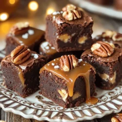 To make Caramel Pecan Brownie Bites, you need a few simple ingredients. Each one plays a special role in making these treats rich and tasty. - 1 cup unsalted butter (2 sticks) - 1 cup granulated sugar - 1 cup brown sugar, packed - 4 large eggs - 1 teaspoon vanilla extract - 1 cup all-purpose flour - 1 cup unsweetened cocoa powder - 1/2 teaspoon salt - 1 cup pecans, chopped - 1 cup soft caramel candies, chopped into small pieces - Sea salt flakes for topping Using unsalted butter helps control the salt level. The mix of granulated and brown sugars adds sweetness and depth. Eggs bind everything together, giving the bites a nice texture. Vanilla extract adds a warm flavor that lifts the dessert. Flour and cocoa powder form the base of the brownie mix. The salt enhances all the flavors, while chopped pecans give a crunchy bite. Chopped caramel candies create gooey pockets of sweetness. Finally, sea salt flakes on top give a nice contrast to the sweet bites. Gather these ingredients, and you’re ready to create something delightful! - Preheat your oven to 350°F (175°C). - Grease a mini muffin tin or line it with cupcake liners. - In a medium saucepan, melt 1 cup of unsalted butter over medium heat. - Remove the pan from heat and stir in 1 cup of granulated sugar and 1 cup of brown sugar until well mixed. - Let the butter mixture cool a bit. - Whisk in 4 large eggs and 1 teaspoon of vanilla extract until smooth. - In another bowl, sift together 1 cup of all-purpose flour, 1 cup of unsweetened cocoa powder, and 1/2 teaspoon of salt. - Gradually mix the dry ingredients into the wet ingredients. Stir until just combined to avoid overmixing. - Fold in 1 cup of chopped pecans and 1 cup of chopped soft caramel candies. - Use a small cookie scoop or spoon to fill each muffin tin cavity about 2/3 full with the batter. - Bake for 12-15 minutes. Use a toothpick to check; it should come out with a few moist crumbs. - Once baked, sprinkle sea salt flakes on top for extra flavor. - Let them cool in the tin for about 5 minutes before transferring to a wire rack to cool completely. To make perfect caramel pecan brownie bites, follow these tips: - Perfect baking temperature and time: Always preheat your oven to 350°F (175°C). This temp helps the brownies bake evenly. Bake for 12-15 minutes. Use a toothpick to check doneness. It should have a few moist crumbs attached. - Achieving the right texture: Mix the batter just until combined. Overmixing can lead to tough brownies. You want a soft, fudgy center. Folding in the pecans and caramel gently will keep the batter light. Make your brownie bites look as good as they taste with these ideas: - Serving suggestions for occasions: Place the brownie bites on a decorative platter. They make a great treat for parties or gatherings. You can stack them high for a tempting display! - Drizzling caramel for a gourmet touch: Melt extra caramel candies and drizzle them over the brownie bites. This adds a rich, eye-catching layer. Sprinkle whole pecans on top for a delightful finish. {{image_2}} You can make these brownie bites even more fun by mixing in different flavors. Here are a few ideas: - Nuts: Swap pecans for walnuts, almonds, or hazelnuts. Each nut gives a unique taste and crunch. - Chocolates: Use dark chocolate chips or milk chocolate chunks instead of caramel. This changes the flavor and adds sweetness. - Flavored Caramel: Try using flavored caramel, like sea salt or chocolate caramel. This will add a new twist. These small changes can make your brownie bites exciting and new! If you have dietary needs, there are easy ways to adjust this recipe: - Vegan Substitutions: Replace the butter with coconut oil. Use flaxseed meal mixed with water instead of eggs. For every egg, mix 1 tablespoon of flaxseed meal with 2.5 tablespoons of water. - Gluten-Free Options: Use gluten-free flour instead of all-purpose flour. This keeps the texture while making it safe for those avoiding gluten. These options let everyone enjoy caramel pecan brownie bites without worry! To keep your caramel pecan brownie bites fresh, use an airtight container. This helps prevent them from drying out. You can store them at room temperature for a few days. If you want to keep them longer, refrigeration is a great option. Just place them in a sealed container. They will stay fresh in the fridge for about a week. For longer storage, consider freezing them. Wrap each brownie bite in plastic wrap. Then, place them in a freezer-safe bag. This method keeps the bites tasty for up to three months. When you’re ready to enjoy them, let them thaw in the fridge overnight. How long do they last? When stored properly, these brownie bites can last about 5 days at room temperature. If kept in the fridge, they stay fresh for a week. Signs that they need to be discarded include a dry texture or a strange smell. If you see any mold, it’s best to throw them away. Always check before you indulge! Can I use dark chocolate cocoa powder? Yes, you can use dark chocolate cocoa powder. This will give your brownie bites a richer flavor. The brownies will be slightly more intense, which many people love. Just ensure it’s unsweetened cocoa powder for best results. How do I make these brownies chewier? To make these brownies chewier, you can reduce the flour slightly. Use about 3/4 cup instead of a full cup. Another tip is to bake them for a shorter time. Keep an eye on them to avoid overbaking. Can I use margarine instead of butter? You can use margarine in place of butter. The texture may change a bit, but it should still taste good. Just ensure your margarine is at room temperature for easy mixing. What can I substitute for eggs? If you need an egg substitute, use unsweetened applesauce. Use 1/4 cup of applesauce for each egg. This will keep your brownies moist and tasty. Best places to purchase ingredients For the best ingredients, check local grocery stores or specialty shops. Stores like Whole Foods or Trader Joe's often have high-quality options. Online retailers like Amazon also offer many of these ingredients. Where to find pre-made caramel pecan brownie bites You might find pre-made caramel pecan brownie bites at bakeries or gourmet dessert shops. Many local cafes also sell them. If you prefer online, check dessert delivery services that specialize in sweet treats. You’ve learned about making delicious brownie bites with caramel and pecans. We covered the ingredients, step-by-step instructions, and useful tips for perfecting your treat. You can also try variations to suit your taste. Remember to store them right for long-lasting freshness. With these methods, you’re set to impress friends and family. Enjoy your baking adventure!