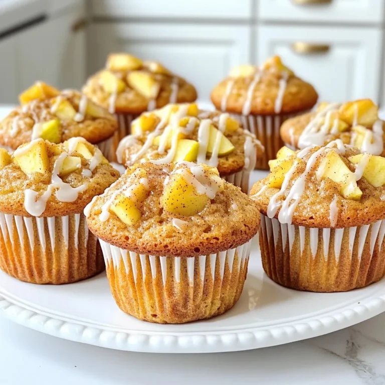 To make Apple Cinnamon Coffee Cake Muffins, you need the following ingredients: - 2 cups all-purpose flour - 1 cup granulated sugar - 2 teaspoons baking powder - 1 teaspoon baking soda - 1 teaspoon ground cinnamon - ½ teaspoon salt - ¾ cup unsalted butter, melted - 2 large eggs - 1 cup buttermilk - 1 teaspoon vanilla extract - 2 cups peeled and diced apples (preferably Granny Smith) - ½ cup brown sugar (for topping) - 1 teaspoon ground cinnamon (for topping) - ½ cup chopped walnuts or pecans (optional) These ingredients create a perfect blend of sweet and spicy flavors. The apples add moisture and a lovely texture. The buttermilk helps keep the muffins tender. Using Granny Smith apples gives a nice tartness that balances the sweetness. Don't forget the nuts if you like a crunch! This list is simple and easy to follow. Gather these ingredients before you start. You will love the smell of cinnamon as they bake! - Preheat the oven: Start by setting your oven to 350°F (175°C). This helps the muffins bake evenly. You can line a muffin tin with paper liners or lightly grease it to prevent sticking. - Combine Dry Ingredients: In a large mixing bowl, whisk together 2 cups of all-purpose flour, 1 cup of granulated sugar, 2 teaspoons of baking powder, 1 teaspoon of baking soda, 1 teaspoon of ground cinnamon, and ½ teaspoon of salt. Mixing these dry ingredients well ensures an even flavor throughout your muffins. - Mix Wet Ingredients: In another bowl, mix ¾ cup of melted unsalted butter, 2 large eggs, 1 cup of buttermilk, and 1 teaspoon of vanilla extract. Blend these ingredients until smooth. This mixture adds moisture and richness to your muffins. - Pour Wet Mixture into Dry Mixture: Gently pour the wet mixture into the bowl with the dry ingredients. Stir it carefully until just combined. Be cautious not to overmix; a few lumps are okay. - Fold in Apples and Nuts: Next, fold in 2 cups of peeled and diced Granny Smith apples. If you like, add ½ cup of chopped walnuts or pecans at this stage. This step adds texture and flavor to your muffins. - Fill Muffin Cups: Use a spoon or ice cream scoop to fill the muffin cups about 2/3 full with batter. This allows space for the muffins to rise without overflowing. - Add Topping: In a small bowl, mix ½ cup of brown sugar and 1 teaspoon of ground cinnamon. Sprinkle this topping generously over the batter in each muffin cup. This creates a sweet crust on top. - Bake and Cool: Place the muffin tin in the preheated oven. Bake for 18-22 minutes. Check doneness by inserting a toothpick into the center; it should come out clean. Once baked, let the muffins cool in the pan for 5 minutes. Then, transfer them to a wire rack to cool completely. Mixing Technique To make the best muffins, start by mixing your dry ingredients. Whisk the flour, sugar, baking powder, baking soda, cinnamon, and salt together. This ensures they blend well. In another bowl, mix the wet ingredients like melted butter, eggs, buttermilk, and vanilla. Combine them gently. Do not overmix. This keeps the muffins light and fluffy. Choosing the Right Apples I love using Granny Smith apples for this recipe. They add a nice tartness that balances the sweetness. You can also try Honeycrisp or Fuji apples. Just make sure they are firm and fresh. The right apple can make your muffins really shine. Warm Serving with Icing Serving these muffins warm is key. A drizzle of icing made from powdered sugar and milk adds a sweet touch. Just mix them until smooth and drizzle over the muffins. You can also sprinkle a bit of cinnamon on top for extra flavor. Pairing with Beverages These muffins go great with coffee or tea. The warm spices match perfectly with a hot drink. You might also enjoy them with a glass of milk. Try different pairings to find your favorite! Adding Spices or Zest If you want to change things up, add some spices. A bit of nutmeg or ginger can boost the flavor. A teaspoon of lemon or orange zest can give a fresh twist to the muffins. Swapping Nuts or Fruits You can also swap out nuts or fruits. If you don’t like walnuts or pecans, try almonds or leave them out. You can even add dried fruit like raisins or cranberries for a fun surprise in every bite. {{image_2}} You can easily make these muffins gluten-free. Just swap the all-purpose flour with a gluten-free flour blend. Look for a blend that has xanthan gum in it. This helps give your muffins the right texture. Mix the dry ingredients just as the recipe says. This way, you can enjoy the same great taste without gluten. If you want to make these muffins vegan, it’s simple. Replace the eggs with flax eggs. Mix one tablespoon of flaxseed meal with three tablespoons of water. Let it sit for five minutes. For the dairy, use plant-based milk instead of buttermilk. Almond or oat milk works well. You can also use coconut oil instead of butter for a rich flavor. You can make these muffins your own by adding chocolate chips. Just fold in about a half cup before baking. This adds a sweet, rich taste. You can also try other fruits. Blueberries, raspberries, or peaches can give a fun twist. Mix it up and see what you like best! To keep your Apple Cinnamon Coffee Cake Muffins fresh, store them at room temperature. Place the muffins in an airtight container. This helps maintain their softness and flavor. They will stay good for about 2 to 3 days. If you use a paper towel, it can absorb excess moisture. This keeps the muffins from getting soggy. For long-term storage, freezing the muffins is the best choice. Wrap each muffin in plastic wrap or aluminum foil. This prevents freezer burn. Place the wrapped muffins in a freezer-safe bag or container. They can last for up to 3 months in the freezer. When you're ready to enjoy them, simply take out the number you need. To reheat the muffins, you have a few good options. You can use the microwave for a quick warm-up. Heat each muffin for about 15-20 seconds. If you want a crispier texture, use the oven. Preheat it to 350°F (175°C). Place the muffins on a baking sheet and warm for about 5-10 minutes. Enjoy your muffins warm and delicious! To make these muffins, follow these simple steps: 1. Preheat the oven to 350°F (175°C). Prepare a muffin tin with liners or grease it. 2. In a large bowl, mix the flour, sugar, baking powder, baking soda, cinnamon, and salt. 3. In another bowl, mix the melted butter, eggs, buttermilk, and vanilla. 4. Combine the wet and dry mixes gently. Avoid overmixing. 5. Fold in the diced apples and nuts if you choose to use them. 6. Fill muffin cups about two-thirds full. Add the brown sugar and cinnamon topping. 7. Bake for 18-22 minutes. Check with a toothpick for doneness. 8. Cool for five minutes, then move to a wire rack. These muffins come together quickly and taste amazing! Yes, you can use different apple types. The best apples for baking are: - Honeycrisp - Fuji - Braeburn These apples hold their shape well and add great flavor. Granny Smith apples give a nice tartness, but feel free to experiment! These muffins last about 3-4 days at room temperature. Store them in an airtight container to keep them fresh. Absolutely! Adding nuts gives extra crunch and flavor. You can use: - Walnuts - Pecans If you prefer, you can skip the nuts or replace them with seeds for a nut-free option. Serve these muffins warm. For a nice touch, drizzle icing made from powdered sugar and milk on top. You can also add a sprinkle of cinnamon or a slice of apple on the side. Pair them with coffee or tea for a perfect treat! You now have a clear recipe for making delicious Apple Cinnamon Coffee Cake Muffins. We covered all the key ingredients and steps needed to bake them perfectly. From choosing the right apples to customizing flavors, you can make these muffins your own. Try warming them slightly for a tasty treat or store them for later. Enjoy sharing these muffins with family and friends. Baking can be fun and rewarding, so get started today!