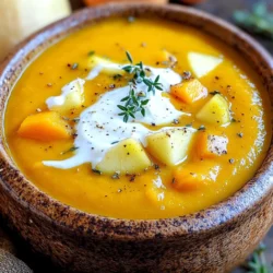 - 1 medium butternut squash, peeled, seeded, and cubed - 2 medium apples (like Granny Smith or Honeycrisp), peeled, cored, and chopped - 1 medium onion, chopped - 2 cloves garlic, minced These main ingredients create a warm and cozy base for your soup. The butternut squash gives it a sweet, nutty flavor. The apples add a nice fruity note, balancing the soup perfectly. Onion and garlic provide depth and aroma. Together, they make a comforting blend that warms you from the inside out. - 4 cups vegetable broth - 1 teaspoon ground cinnamon - 1/2 teaspoon ground nutmeg - Salt and pepper to taste - 1 tablespoon olive oil - 1/4 cup coconut cream (optional for creaminess) The vegetable broth forms the soup's body. Cinnamon and nutmeg add warmth and spice, making each spoonful delightful. Salt and pepper help enhance all the flavors. Olive oil adds richness, and the coconut cream makes the soup extra creamy and smooth. You can choose to use the coconut cream or skip it for a lighter dish. - Fresh thyme leaves - Drizzle ideas Garnishing your soup makes it visually appealing and adds fresh flavors. Fresh thyme leaves bring a hint of earthiness. You can drizzle more coconut cream on top for a creamy finish. Try adding a swirl of olive oil for a touch of shine. These simple additions elevate the dish and make it look restaurant-worthy. Start by prepping the vegetables. First, peel and seed the butternut squash. Then, chop it into small cubes. Next, peel and core the apples. I like to use Granny Smith or Honeycrisp for a nice balance of sweet and tart. After that, chop the apples into bite-sized pieces. Now, take the onion and chop it finely. Mince the garlic cloves as well. These ingredients add great flavor to the soup. Once you have all your veggies ready, combine them in the slow cooker. Add the cubed butternut squash, chopped apples, onion, and minced garlic. Drizzle olive oil over the top, and toss gently to mix. This step helps to coat the veggies and enhance their flavor. Next, pour in the vegetable broth. Sprinkle ground cinnamon, nutmeg, salt, and pepper over the top. Stir everything together to ensure the spices are evenly distributed. Now, it's time to set the slow cooker. Cover the slow cooker with the lid. You can choose to cook on low or high. If you pick low, plan for 6-8 hours. If you want it done sooner, choose high for 3-4 hours. The squash should be tender when it’s ready. Once the cooking time is up, take an immersion blender and puree the soup until smooth. If you like some texture, leave a few chunks intact. If you want a creamier soup, stir in coconut cream. Taste and adjust seasoning if needed. Serve the soup hot. Garnish with fresh thyme leaves for a pop of color. For an elegant touch, drizzle a bit of coconut cream on top. Enjoy this warm and comforting bowl of soup! - Texture considerations: For a smooth soup, use an immersion blender. If you want some texture, blend only half of the soup. This gives a nice balance of creaminess and chunks. Adjust as you blend until you reach your desired thickness. - Adjustments for spice levels: If you like it spicy, add a pinch of cayenne pepper. For a milder soup, stick with the cinnamon and nutmeg. Remember, you can always add more spice, but you can't take it out! - Using different slow cooker sizes: If your slow cooker is smaller, you can cut the recipe in half. Use a medium-sized squash and just one apple. This keeps the flavors nice and strong without crowding the pot. - Managing cook times: Cooking on low takes longer but gives a deeper flavor. If you’re in a hurry, the high setting works well too. Just check your squash after 3 hours. If it's soft, it's ready! - Presentation ideas: Serve the soup in warm bowls. Drizzle a little coconut cream on top and sprinkle fresh thyme leaves for a pop of color. This makes your dish look fancy and inviting. - Pairing suggestions: This soup goes well with crusty bread or a light salad. Try it with a slice of apple pie for dessert. The flavors of apple and squash blend beautifully throughout the meal. {{image_2}} You can switch up the apples in this soup. Try using Fuji or Braeburn apples for a sweeter taste. If you want a touch of spice, add a small piece of fresh ginger. Carrots also work well. They add sweetness and depth to the flavor. Simply chop them and toss them in with the other veggies. This soup can easily become vegan. Just use vegetable broth and skip the coconut cream. For vegetarian diets, keep the coconut cream for extra richness. This soup is also gluten-free. All the ingredients are safe for those avoiding gluten. Just read labels to ensure your broth is gluten-free. You can use this soup as a base for many dishes. Try serving it with rice or quinoa. It makes a hearty meal when combined with grains. You can also add protein, like cooked chicken or beans, to make it more filling. Top it with roasted pumpkin seeds for a crunchy finish. Enjoy! To store leftovers, let the soup cool down. Once cooled, transfer it to an airtight container. This will keep it fresh. Place the container in the fridge. The soup lasts about 4-5 days in the fridge. Make sure to label the container with the date you made it. If you want to freeze the soup, use a freezer-safe container. Leave some space at the top for expansion. The soup can last up to 3 months in the freezer. When you're ready to eat, thaw it in the fridge overnight. For reheating, warm it on the stove over low heat. Stir often to avoid sticking. You can also heat it in the microwave in short bursts. You can repurpose the soup in many ways. Add it to pasta for a creamy sauce. You can also use it as a base for a stew. If you want to enhance the flavor after storage, add a splash of apple cider or a pinch of fresh herbs. This can brighten the taste and make it feel new again. Can I use frozen butternut squash? Yes, you can use frozen butternut squash. Just make sure to thaw it first. Frozen squash works well in this soup. It saves time and still tastes great. What if I don't have a slow cooker? If you don’t have a slow cooker, you can use a pot on the stove. Cook the soup on low heat. Stir often to avoid burning. It should take about 30-45 minutes to cook. Calories per serving Each serving has about 150 calories. The soup is light but filling. It is a great choice for a healthy meal. Health benefits of the ingredients - Butternut squash: Rich in vitamins A and C; great for your skin. - Apples: Full of fiber; helps with digestion. - Onion and garlic: Good for heart health. - Coconut cream: Adds healthy fats; can improve your mood. What to do if the soup is too thick? If your soup is too thick, add more vegetable broth. Stir it in slowly until you reach the right consistency. How to fix an overly salty soup? To fix salty soup, add a peeled potato. Let it cook for about 15 minutes. The potato will soak up excess salt. Remove it before serving. This article covered how to make a delicious butternut squash soup. We discussed the main ingredients like squash, apples, onion, and garlic. You learned about cooking in a slow cooker, simmering it to perfection. I shared tips for garnishing, serving suggestions, and storage advice. In the end, this soup is perfect for any occasion. Enjoy making it your own with different flavors. Happy cooking!