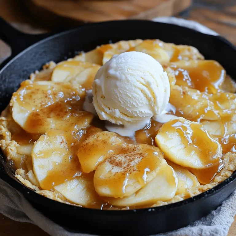 - 4 medium apples (Granny Smith or Honeycrisp) - 1 cup brown sugar - 1/2 cup unsalted butter - 2 teaspoons cinnamon - 1/2 teaspoon nutmeg - 1 tablespoon lemon juice - 1 1/2 cups all-purpose flour - 1 tablespoon baking powder - 1/2 teaspoon salt - 1/2 cup granulated sugar - 1 cup whole milk - 1 teaspoon vanilla extract - 1/2 cup caramel sauce To make the Warm Caramel Apple Skillet Cobbler, gather fresh ingredients first. I love using Granny Smith or Honeycrisp apples. They add a nice tart flavor. You need a cup of brown sugar to sweeten the apples and bring out their natural flavor. Next, grab unsalted butter. It helps to create a rich, smooth texture in your cobbler. Cinnamon and nutmeg give the dish warmth and spice. A tablespoon of lemon juice brightens the flavors, balancing the sweetness. For the batter, you'll need all-purpose flour, baking powder, salt, and granulated sugar. These give structure to your cobbler. Whole milk and vanilla extract add moisture and flavor. Finally, caramel sauce is essential for drizzling on top. With these ingredients, you can create a delicious dessert that's cozy and inviting. Each bite will be a warm hug for your taste buds! 1. Preheat your oven to 350°F (175°C). This helps bake the cobbler evenly. 2. In a large cast iron skillet, melt 1/2 cup of unsalted butter over medium heat. The skillet needs to be hot for the apples. 3. Stir in 1 cup of brown sugar, 2 teaspoons of cinnamon, 1/2 teaspoon of nutmeg, and 1 tablespoon of lemon juice. Mix until everything blends well. 4. Add 4 sliced apples to the skillet. Cook for about 5-7 minutes. Stir often until they soften and caramelize. Remove the skillet from heat. 1. In a bowl, whisk together 1 1/2 cups of all-purpose flour, 1 tablespoon of baking powder, 1/2 teaspoon of salt, and 1/2 cup of granulated sugar. This is your dry mix. 2. In another bowl, combine 1 cup of whole milk, 1 teaspoon of vanilla extract, and the remaining 1/4 cup of melted butter. This is your wet mix. 3. Pour the wet mix into the dry mix. Stir gently until just combined. Leave some lumps; this keeps the batter light. 1. Carefully pour the cobbler batter over the caramelized apples in the skillet. Make sure to cover all the apples. 2. Drizzle 1/2 cup of caramel sauce on top of the batter. This adds extra sweetness and richness. 3. Place the skillet in the oven and bake for 30-35 minutes. The cobbler should turn golden brown. A toothpick should come out clean when poked in the center. 4. After baking, let the cobbler cool for about 10 minutes before serving. This helps it set and makes it easier to cut. To get the best texture, avoid over-mixing the batter. When you mix too much, the cobbler can become tough. Just stir until everything is combined, and some lumps are okay. Use apple varieties like Granny Smith or Honeycrisp. These apples give a great balance of sweet and tart. They also hold their shape well when baked. Serve the cobbler warm in the skillet. This keeps it cozy and inviting. For toppings, ice cream or whipped cream adds a nice touch. A scoop of vanilla ice cream melts into the warm cobbler, creating a rich blend. Fresh whipped cream is light and fluffy. Both options make every bite feel special. Garnish the cobbler with extra caramel sauce for a sweet finish. Drizzle it right before serving for a beautiful look. A cast iron skillet adds rustic charm to your table. It keeps the cobbler warm and looks great. Plus, it tells guests that this dish is made with love. {{image_2}} You can change some ingredients to make this cobbler your own. For sweeteners, try using maple syrup or honey instead of brown sugar. This swap will give a unique taste. If you want to use different apples, go for Fuji or Braeburn. Each apple type offers its own flavor and texture. Just remember, firmer apples hold up better during cooking. If you need gluten-free options, use almond flour or a gluten-free blend. For dairy-free, switch the butter with coconut oil and the milk with almond or oat milk. These changes still keep the cobbler tasty. If you want to make it vegan, use flax eggs instead of regular eggs and stick to the dairy-free swaps. You can add nuts like pecans or walnuts for a crunchy twist. Dried fruits like raisins or cranberries also work well. They add a nice chew and extra flavor. If you want to spice things up, consider adding ginger or cardamom. These spices can bring a warm kick to your dish. Remember, the goal is to enhance the flavor while keeping it delicious and comforting. To keep your Warm Caramel Apple Skillet Cobbler fresh, use a tight-sealing container. A glass or plastic container works well. You can also cover the skillet tightly with plastic wrap or foil. Store the cobbler in the fridge for best results. If you want to keep it longer, freeze it. Cut the cobbler into slices, wrap each slice in plastic wrap, and place them in a freezer-safe bag. This method helps prevent freezer burn. To reheat, use the oven for the best texture. Preheat your oven to 350°F (175°C). Place the cobbler in an oven-safe dish and cover it with foil. Heat for about 15 to 20 minutes. You can also use a microwave, but be careful. Heat it in short bursts, around 30 seconds, to avoid making it soggy. Once warmed, serve it with a scoop of ice cream or a drizzle of caramel sauce. Your cobbler can last in the fridge for up to four days. After that, it may lose its fresh taste and texture. Always check for signs of spoilage. Look for a change in smell or color. If it smells sour or looks moldy, it’s best to throw it away. Enjoy your cobbler while it's fresh for the best flavor! How do I make homemade caramel sauce? To make homemade caramel sauce, you need just three ingredients: sugar, butter, and cream. Start by melting one cup of sugar in a pot over medium heat. Stir until it turns golden brown. Next, add 6 tablespoons of butter and stir until melted. Finally, slowly pour in 1/2 cup of heavy cream while stirring. Let it cool before using. This sauce adds a rich flavor to your cobbler. Can I use frozen apples for this recipe? Yes, you can use frozen apples. Just make sure to thaw them first and drain any excess liquid. This way, your cobbler stays moist and delicious. Frozen apples work well in a pinch, especially when fresh apples are not available. What to do if the cobbler is too dry? If your cobbler turns out dry, try adding a bit more milk to the batter next time. You can also add an extra drizzle of caramel sauce before serving. This will give it a sweeter and richer taste, making it more enjoyable. How to prevent apples from browning? To keep your apples from browning, soak them in a mixture of water and lemon juice for about 5 minutes. The lemon juice slows down the browning process. This simple trick helps keep your apples fresh and bright, adding to the cobbler’s appeal. How many servings does the recipe yield? This recipe yields about 6 to 8 servings. It’s perfect for sharing with family or friends. If you want to serve more people, consider doubling the recipe for a crowd-friendly dessert. Can I double the recipe for a larger group? Yes, you can easily double the recipe. Just make sure to use a larger skillet or baking dish. You may need to increase the baking time slightly. Keep an eye on the cobbler as it bakes to ensure it turns out perfectly. This blog post covered how to make a delicious apple cobbler. We talked about ingredients, step-by-step instructions, and tips to achieve the best texture. You learned serving ideas and variations to customize your dessert. Proper storage and reheating methods help keep it fresh. With the FAQs, you found answers to common questions and troubleshooting tips. Enjoy creating your own tasty apple cobbler that will impress friends and family. It’s simple, fun, and oh-so-satisfying!