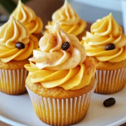 Dry ingredients - 1 ½ cups all-purpose flour - 1 cup granulated sugar - ½ cup brown sugar, packed - 1 teaspoon baking powder - 1 teaspoon baking soda - ½ teaspoon salt - 2 teaspoons pumpkin pie spice Wet ingredients - 1 cup pumpkin puree (canned or homemade) - ½ cup vegetable oil - 2 large eggs - 1 teaspoon vanilla extract - 1 cup brewed coffee, cooled Frosting ingredients - 1 cup butter, softened - 4 cups powdered sugar - 2 tablespoons heavy cream - 1 teaspoon vanilla extract (for frosting) - 1 teaspoon instant coffee granules (optional) - Ground cinnamon (for garnish) Gather these ingredients before you start. This makes the process smooth and fun. The mix of the dry and wet ingredients creates a rich flavor. The frosting adds a sweet touch that makes each cupcake special. First, preheat your oven to 350°F (175°C). This step helps the cupcakes bake evenly. While the oven heats, line a muffin tin with cupcake liners. Use any fun colors or patterns you have. This adds joy to your baking! In a large bowl, whisk together these dry ingredients: - 1 ½ cups all-purpose flour - 1 cup granulated sugar - ½ cup brown sugar, packed - 1 teaspoon baking powder - 1 teaspoon baking soda - ½ teaspoon salt - 2 teaspoons pumpkin pie spice Mix these well. This blend gives your cupcakes their sweet and spicy flavor. In another bowl, mix these wet ingredients: - 1 cup pumpkin puree - ½ cup vegetable oil - 2 large eggs - 1 teaspoon vanilla extract - 1 cup brewed coffee, cooled Stir until smooth. This mixture adds moisture and flavor to your cupcakes. Now, pour the wet mixture into the dry ingredients. Stir gently until just combined. It’s okay if some lumps remain. Overmixing can make the cupcakes tough, so be careful! Fill each cupcake liner about ⅔ full with batter. Bake for 18-20 minutes. Check for doneness by inserting a toothpick into the center. If it comes out clean, they are ready. Let the cupcakes cool in the pan for 5 minutes. Then, move them to a wire rack to cool completely. In a large bowl, beat 1 cup of softened butter until creamy. Gradually add 4 cups of powdered sugar. Mix on low until blended. Then, add: - 2 tablespoons heavy cream - 1 teaspoon vanilla extract - 1 teaspoon instant coffee granules (optional) Beat on high for 2-3 minutes. This makes a fluffy frosting. Once your cupcakes are cool, frost each one generously with the pumpkin spice buttercream. Use a knife or a piping bag for a fancy look. For extra flair, sprinkle ground cinnamon on top of each frosted cupcake. You can also add a small coffee bean or mini pumpkin for a cute touch. Arrange them on a decorative platter for the best display. Baking cupcakes can be fun, but mistakes happen. Here are some tips to avoid them: - Measure Ingredients Accurately: Use proper measuring cups for dry and wet ingredients. - Check Your Oven Temperature: An oven thermometer helps ensure accurate baking. - Don’t Overmix: Stir until just combined to keep cupcakes light and fluffy. Moisture is key to great cupcakes. Here’s how to keep them moist: - Use Pumpkin Puree: This adds moisture and flavor to your cupcakes. - Don’t Overbake: Bake for 18-20 minutes. Check with a toothpick for doneness. - Add Vegetable Oil: Oil helps keep the cupcakes soft and moist. Frosting can make or break your cupcakes. Follow these tips for perfect frosting: - Cool Cupcakes Completely: Frosting warm cupcakes melts the frosting. - Use a Piping Bag: This gives a neat and professional look. - Frost in Swirls: Start from the center and swirl outward for a beautiful finish. - Storage Tips for Frosting: - Keep leftover frosting in an airtight container in the fridge. - Let it come to room temperature before using again. {{image_2}} You can change the frosting for your pumpkin spice latte cupcakes. Try cream cheese frosting for a tangy twist. It complements the spices well. You can also use whipped cream for a light touch. If you want a richer flavor, chocolate ganache works nicely too. Each frosting adds a unique flair to your cupcakes. To make these cupcakes dairy-free, swap the butter for coconut oil or dairy-free margarine. Use almond milk or oat milk in place of heavy cream. For gluten-free cupcakes, replace all-purpose flour with a gluten-free flour blend. This ensures everyone can enjoy your tasty treats. Both versions still taste great and keep the fall spirit alive. Get creative with add-ins for your cupcakes. Chopped nuts, like walnuts or pecans, add a nice crunch. You could also fold in chocolate chips for a sweet surprise. For toppings, consider caramel drizzle or sprinkles. A sprinkle of ground cinnamon adds a classic touch. These small changes make your cupcakes stand out even more. To store your pumpkin spice latte cupcakes, place them in an airtight container. This keeps them fresh and moist. Make sure the cupcakes are completely cool before you store them. If you stack them, use parchment paper between layers to avoid sticking. These cupcakes stay fresh for about 3-4 days at room temperature. Keep them away from heat and direct sunlight. If you want to keep them longer, consider refrigerating them. Just remember to bring them back to room temperature before serving. You can freeze these cupcakes for up to three months. First, let them cool completely. Then, wrap each cupcake in plastic wrap. Place the wrapped cupcakes in a sturdy freezer bag or container. When you're ready to eat, thaw them in the fridge overnight. Frost them after they thaw for the best taste. Pumpkin Spice Latte Cupcakes last about three to four days when stored properly. Keep them in an airtight container at room temperature. If you want them to last longer, you can refrigerate them for up to a week. Just remember to let them come to room temperature before serving. Yes, you can substitute some ingredients. For a gluten-free version, use a gluten-free flour blend. You can also swap vegetable oil with melted coconut oil for a different flavor. If you don’t have pumpkin puree, you can use applesauce instead. Serve these cupcakes at room temperature for the best taste. You can decorate them with a sprinkle of ground cinnamon or even add a mini pumpkin on top for a festive look. They are perfect for parties or cozy gatherings. Absolutely! To make mini cupcakes, fill each mini liner about halfway. Bake them for about 12-15 minutes. Keep an eye on them to ensure they don’t overbake. These bite-sized treats are fun and easy to share! At high altitudes, you may need to make some changes. Increase your baking time slightly and reduce the sugar by about 1 to 2 tablespoons. You may also want to add a little extra liquid to keep the cupcakes moist. Adjust these factors to fit your altitude for the best results. In this post, we explored how to make pumpkin spice latte cupcakes. You learned about the right ingredients, step-by-step instructions, and tips for perfect baking. I shared different frosting options and how to store your cupcakes well. Now you can bake these tasty treats with confidence. Experiment with variations to find your best flavor match. Enjoy your baking journey and share these cupcakes with friends or family!