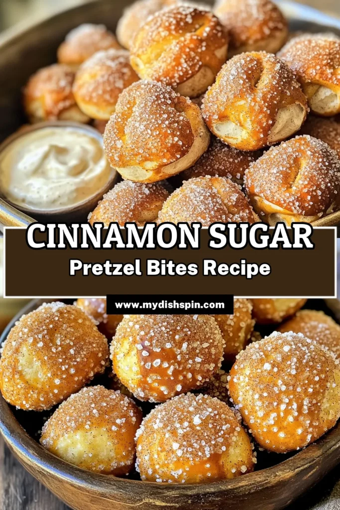 Indulge in the irresistible goodness of Cinnamon Sugar Pretzel Bites! This easy recipe guides you through making soft, warm pretzel bites coated in a delightful cinnamon-sugar mix. Perfect for snacking or sharing at gatherings, they’re a hit with everyone! Click to discover the full recipe and bring this tasty treat to your kitchen today. Don't miss out! #CinnamonSugarPretzelBites #HomemadeSnacks #BakingInspiration #PretzelRecipe