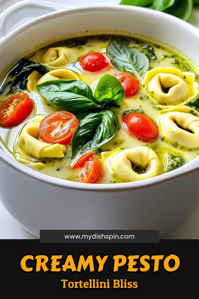 Warm up with a bowl of creamy pesto tortellini soup that's bursting with flavor! This comforting dish combines rich cream, vibrant basil pesto, and tender tortellini for a delightful meal in just 30 minutes. Perfect for busy nights or cozy weekends, this soup is sure to become a family favorite. Click through to discover the full recipe and more delicious tips. #PastaSoup #ComfortFood #EasyRecipes #TortelliniSoup