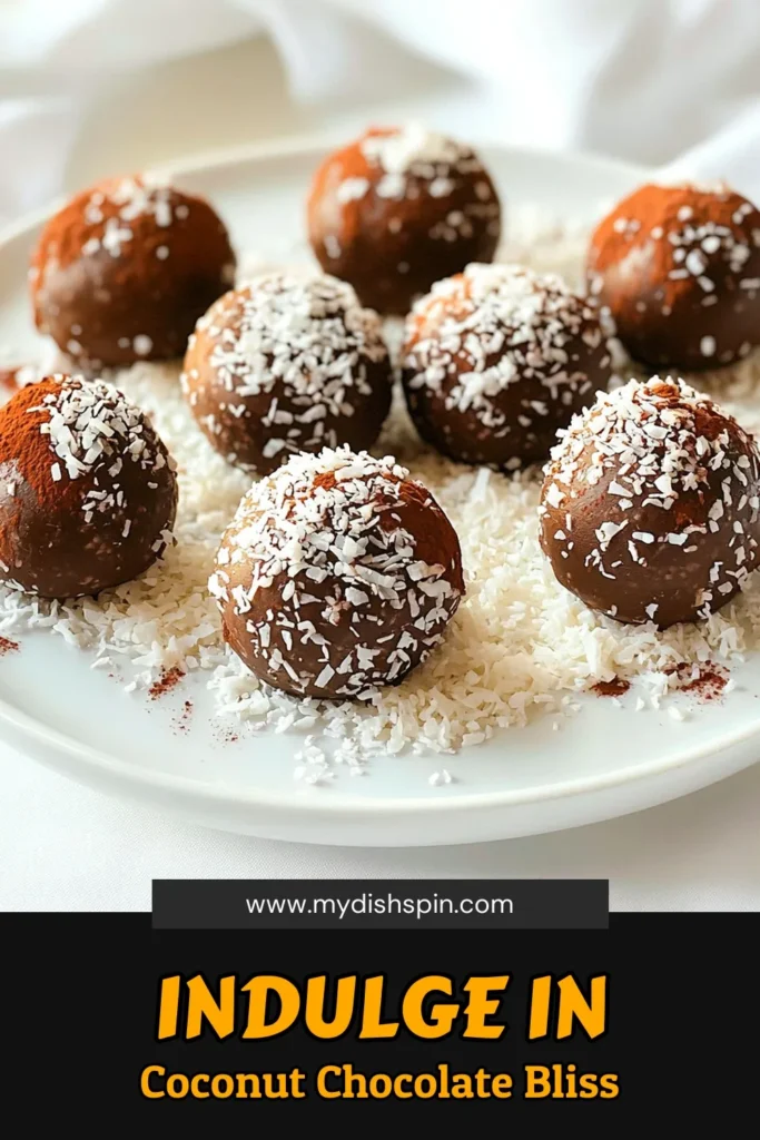 Indulge in these decadent chocolate coconut truffles that are sure to satisfy your sweet cravings! With simple ingredients like shredded coconut, dark chocolate, and almond flour, these delightful treats are easy to make and perfect for any occasion. Ready in just one hour, they are a delicious pick-me-up or a lovely gift for friends. Click to explore the full recipe and bring these blissful bites to life! #ChocolateTruffles #CoconutTreats #DessertRecipes #HealthySweets