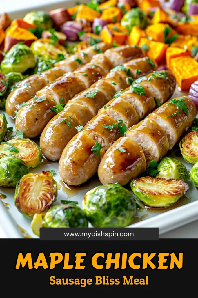 Savor the deliciousness of Maple Glazed Chicken Sausage Sheet-Pan! This easy recipe features savory chicken sausages, tender Brussels sprouts, and sweet potatoes, all bathed in a delightful maple glaze. Perfect for a wholesome weeknight dinner, it’s simple to prepare and packed with flavor. Don't miss out on this tasty dish – click through for the full recipe and elevate your dinner game tonight! #SheetPanDinner #MapleGlazed #ChickenSausage #HealthyRecipes