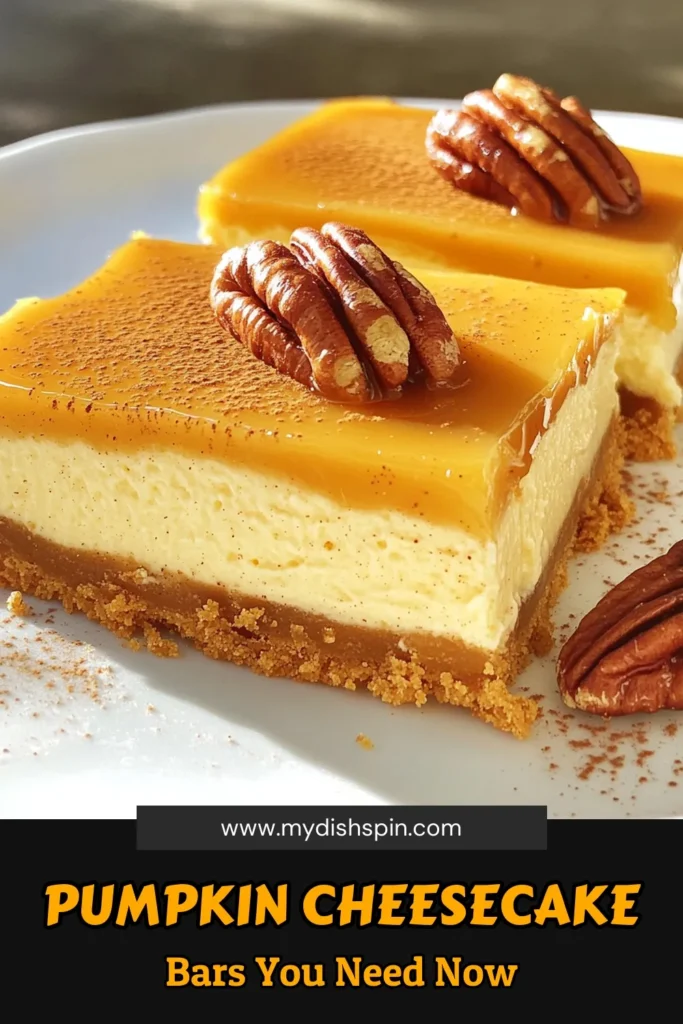 Indulge in the deliciousness of Pumpkin Cheesecake Bars with Caramel Drizzle! This easy recipe combines a buttery graham cracker crust with a creamy pumpkin filling, topped with a luscious caramel sauce. Perfect for fall gatherings or as a sweet treat any time of year, these bars are sure to impress. Click through to explore the full recipe and delight your taste buds today! #PumpkinCheesecake #FallDesserts #CaramelDrizzle #BakingFun