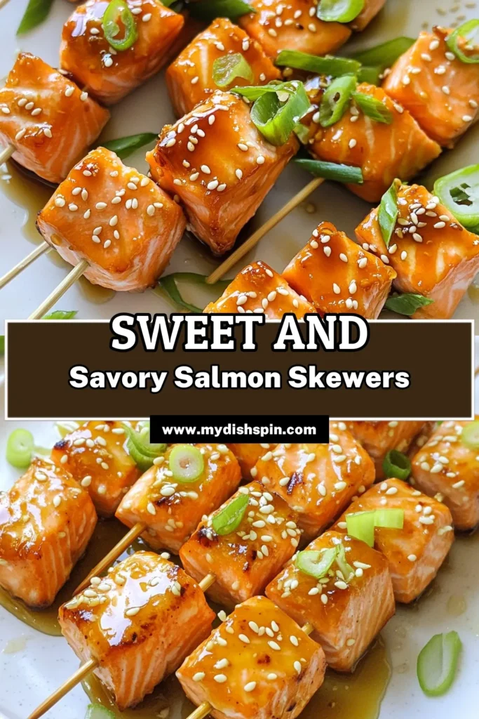 Savor the delicious flavors of Air Fryer Honey Garlic Salmon Skewers! This easy recipe features tender salmon marinated in a mouthwatering blend of honey, garlic, and soy sauce. Perfect for a quick weeknight dinner or a fun grilling option. Ready in just 30 minutes, these skewers are sure to impress! Click to discover the full recipe and elevate your cooking game today! #AirFryerRecipes #SalmonSkewers #HealthyEating #QuickMeals