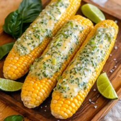 - 4 ears of fresh corn, husked - 1/2 cup unsalted butter, softened - 4 cloves garlic, minced - 2 tablespoons fresh parsley, chopped - 1 tablespoon fresh basil, chopped - 1 teaspoon sea salt - 1/2 teaspoon black pepper - 1/2 teaspoon paprika (optional for a smoky flavor) - Fresh lime wedges for serving This recipe shines with simple, fresh ingredients. Fresh corn is the star. I always choose sweet, juicy corn. It should feel firm and have bright green husks. Next, garlic adds depth. I use four cloves for a strong punch. The butter, softened, helps bring everything together. I prefer unsalted butter to control the saltiness. Fresh herbs elevate the dish. I love parsley and basil, but use your favorites. These herbs give a bright taste. Seasonings are key. Sea salt enhances flavor. Black pepper adds a bit of heat. If you want a smoky touch, add paprika. Lastly, lime wedges are a must. They add a zesty twist. When you squeeze lime over the corn, it brightens every bite. Gather these ingredients, and you're ready to create a dish everyone will love! First, grab a large pot. Fill it with water and add a good amount of salt. This step helps the corn taste great. Place the pot on the stove and turn on the heat. Wait for the water to boil. When it starts boiling, carefully add the corn. Cook the corn for about 8 to 10 minutes. You want it tender but not mushy. To check if it's ready, pierce a kernel with a fork. If it pops easily, it’s done. Once cooked, drain the water and let the corn cool just a bit. While the corn is cooking, let’s make the garlic herb butter. In a mixing bowl, add half a cup of softened unsalted butter. Then, add four minced garlic cloves. Next, toss in two tablespoons of chopped fresh parsley and one tablespoon of chopped fresh basil. Sprinkle in one teaspoon of sea salt, half a teaspoon of black pepper, and half a teaspoon of paprika if you want a smoky flavor. Mix all the ingredients well until combined. The butter should be smooth and spreadable. Now that we have both the corn and garlic herb butter ready, it’s time to combine them. Take the warm corn and use a pastry brush or a butter knife. Generously coat the corn with the garlic herb butter. Make sure all sides are well covered for the best flavor. For serving, place the corn on a wooden platter or on individual plates. Don't forget to add some fresh lime wedges on the side. Squeezing lime juice on the corn adds a zesty kick that brightens the dish. Enjoy this tasty side with your favorite main course! To get the best corn, look for bright, green husks with no brown spots. The kernels should feel firm and plump when you squeeze. For sweet flavor, choose organic corn if possible. It tastes better and is better for the earth. Conventional corn may be cheaper, but it may have less flavor. You can add more herbs to boost taste. Try adding chives or dill for a new twist. If you want a kick, add a pinch of cayenne pepper or chili flakes. Start with a little and taste. Adjust to fit your spice level. You can cook corn in three main ways: boiling, grilling, or roasting. Boiling is quick and easy, taking about 8-10 minutes. Grilling gives a smoky flavor and nice grill marks. Roasting in the oven is great for a sweet, caramelized taste. Each method adds its own charm to this dish. Choose one based on your mood and time! {{image_2}} You can change the herbs in this dish. If you do not have parsley, try using cilantro or dill. Both give a fresh taste. If you lack basil, oregano is a great choice. It also brings a nice flavor. Dried herbs are another option. Use one-third the amount of dried herbs. They are stronger than fresh ones. If you use one tablespoon of fresh, use about a teaspoon of dried. Adding cheese can take this dish to a new level. Feta cheese adds a nice salty touch. Parmesan gives a nutty flavor that blends well. Just sprinkle it on top after buttering the corn. For a spicy kick, mix in some chili flakes. You can also create spicy garlic butter. Add cayenne pepper or hot sauce to the butter. This will make the corn more exciting. If you want a quick way to cook corn, try the Instant Pot. Just add water and corn to the pot. Cook on high for about 3 minutes. This method keeps the corn juicy and tender. You can also use the microwave. Place the corn in a bowl with water. Cover it with plastic wrap. Microwave for 4-5 minutes. This is an easy way to make tasty corn without much fuss. To keep your garlic herb buttered corn fresh, store it properly. Place any leftover corn in an airtight container. Refrigerate it right away. It will stay good for 3 to 5 days. When reheating, the corn will still taste great. If you want to save it for later, you can freeze the corn. Wrap each ear tightly with plastic wrap. Then, place the wrapped corn in a freezer bag. Squeeze out the air before sealing. Frozen corn can last up to 6 months. When it's time to enjoy your leftovers, here are the best methods to reheat. The microwave is quick and easy. Place the corn on a microwave-safe plate. Cover it with a damp paper towel. Heat for 1 to 2 minutes. Check to see if it's warm enough. Another option is using a stovetop. Boil water in a pot. Place the corn in a steamer basket over the pot. Cover and steam for about 5 minutes. This method keeps the corn moist and tasty. To keep the flavor strong, add a bit more garlic herb butter when reheating. This will revive the taste and make it even more delicious. Boil the corn for 8 to 10 minutes. The corn should feel tender when pierced. Timing is key to get that sweet crunch. Too long, and it becomes mushy. Yes, you can use frozen corn. However, fresh corn tastes better. If using frozen, cook it according to the package instructions. You won't get that same juicy bite, but it's a good option. You can use dried herbs if fresh ones are not available. Use one-third of the amount, as dried herbs are stronger. If you only have one type of herb, like dried parsley, that works too. To make this dairy-free, replace the butter with a plant-based option. You can use coconut oil or vegan butter for the same rich flavor. The dish will still taste great without dairy. In this blog post, we covered how to make tasty garlic herb corn. We discussed key ingredients like corn, garlic, and fresh herbs. I shared step-by-step instructions to boil corn and make the garlic butter. We explored tips for selecting the best corn and enhancing flavors. You learned about variations, cooking methods, and how to store leftovers. Try these methods to elevate your corn dish. Enjoy fresh flavors and impress your family and friends. Happy cooking!