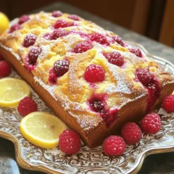 - 1 cup all-purpose flour - 1/2 cup almond flour - 1 teaspoon baking powder - 1/2 teaspoon baking soda - 1/4 teaspoon salt - 1/2 cup unsalted butter, softened - 1 cup granulated sugar - 2 large eggs - 1 teaspoon vanilla extract - Zest of 1 lemon - 1/4 cup fresh lemon juice - 1 cup fresh raspberries (can use frozen) - 1 tablespoon confectioners' sugar (for dusting) This recipe combines bright lemon and sweet raspberries. You will love how easy it is to make. First, gather your ingredients. Start with the flours and leavening agents. Mix the all-purpose flour with almond flour, baking powder, baking soda, and salt. Next, use unsalted butter and sugar. Cream them together until light. This process will take a few minutes. Add the eggs, one by one. Make sure to mix well after each egg. Add in vanilla extract, lemon zest, and fresh lemon juice. This brings a fresh burst of flavor. Once your wet mix is ready, combine it with the dry ingredients. Mix carefully. You want a slightly lumpy batter. Overmixing can make the loaf tough. Gently fold in your fresh raspberries. Be kind to them; you do not want to crush them. Pour your batter into a greased loaf pan. Smooth the top with a spatula. Bake the loaf in a preheated oven at 350°F (175°C). It will take about 50 to 60 minutes. Use a toothpick to check for doneness. If it comes out clean, your loaf is ready. Let it cool for a bit in the pan. After ten minutes, move it to a wire rack. Dust the top with confectioners' sugar before serving. This adds a nice touch and looks pretty. Enjoy your delicious Raspberry Lemon Loaf! 1. Preheat your oven to 350°F (175°C). Grease a 9x5-inch loaf pan with butter. You can also line it with parchment paper for easy removal later. 2. In a mixing bowl, whisk together the all-purpose flour, almond flour, baking powder, baking soda, and salt. This helps to evenly distribute the dry ingredients. Set this bowl aside for now. 3. In a large bowl, cream the softened butter and granulated sugar. Use an electric mixer for about 3-4 minutes until the mix is light and fluffy. 4. Add the eggs one at a time to the butter and sugar mix. Make sure to mix well after each egg. Then beat in the vanilla extract, lemon zest, and fresh lemon juice until everything is well combined. 5. Gradually add the dry flour mix to the wet ingredients. Mix until just combined. It is okay if the batter is still a bit lumpy; you do not want to overmix it. 6. Gently fold in the raspberries. Be careful not to crush them as you mix. This will keep the raspberries intact for nice bites. 7. Pour the batter into the prepared loaf pan. Smooth the top with a spatula to make it even. 8. Bake the loaf in the preheated oven for 50-60 minutes. Check if it’s done by inserting a toothpick into the center. It should come out clean when the loaf is ready. 9. After baking, take the loaf out of the oven. Let it cool in the pan for about 10 minutes. Then, transfer it to a wire rack to cool completely. 10. Before serving, dust the top with confectioners' sugar. This adds a lovely finish and makes it look inviting. To get the right loaf, avoid overmixing the batter. When you mix, do it just until the dry and wet parts blend. A few lumps are okay. Overmixing can make the loaf tough. Ensure your butter and eggs are at room temperature. This helps them blend better. Softened butter mixes with sugar more easily. Room-temp eggs also mix in well. If cold, they can cause lumps. After baking, let the loaf cool for a bit. Dust the top with confectioners' sugar. This adds sweetness and looks nice. For a beautiful display, slice the loaf and arrange it on a platter. Add a few fresh raspberries and lemon slices around the loaf. This makes it pop and invites everyone to enjoy! {{image_2}} For those with gluten sensitivities, you can swap out the all-purpose flour. Use a gluten-free blend instead. This keeps the loaf tasty and soft. Almond flour adds moisture, but you can use oat flour or coconut flour as well. You can also mix in other fruits or nuts. Try blueberries or diced strawberries for a twist. Chopped walnuts or pecans add a nice crunch. Each choice gives the loaf a new flavor profile. To elevate the flavor, think about adding fresh herbs. Thyme or basil can make this loaf unique. Just add a teaspoon of finely chopped herbs to the batter. They give a bright, fresh taste that pairs well with lemon. A lemon glaze is another great option. Mix powdered sugar with lemon juice for a sweet topping. Drizzle it over the cooled loaf for added sweetness and a nice shine. This finish makes your loaf not only tasty but also beautiful! Store your raspberry lemon loaf at room temperature for up to three days. Wrap it in plastic wrap or place it in an airtight container. This keeps it fresh and moist. If you live in a warm place, refrigeration might be better. But, it could dry out the loaf. If you go this route, wrap it well to prevent drying. To keep the loaf fresh, avoid slicing it until you're ready to eat. This helps to keep moisture inside. You can also place a slice of bread in the container. The bread adds moisture and keeps the loaf soft. To freeze your raspberry lemon loaf, first let it cool completely. Then, wrap it tightly in plastic wrap. After that, place it in a freezer bag or container. This prevents freezer burn and keeps the loaf tasty. It can stay in the freezer for up to three months. When you're ready to enjoy it, remove the loaf from the freezer. Let it thaw in the fridge overnight or at room temperature for a few hours. Avoid microwaving it, as this can change the texture. Enjoy your loaf just as fresh as the day you made it! To stop raspberries from sinking, coat them in flour. This helps them stay suspended in the batter. Take a tablespoon of the dry flour mix and toss the raspberries in it. Then, gently fold them into the batter last. This small step makes a big difference in your loaf. Yes, you can use frozen raspberries! They work well in this recipe. However, frozen berries might be a bit softer. They can add more juice to your loaf, which can change the texture slightly. Just be careful not to overmix the batter when you add them. Your loaf can last about 3 to 4 days at room temperature. If you're not going to eat it in that time, store it in the fridge. Look for signs of spoilage like mold or an off smell. If it feels too hard or dry, it’s best to toss it. Absolutely! You can make the loaf a day before your event. Just let it cool completely, then wrap it in plastic wrap. This keeps it fresh. You can also freeze it for up to three months. Just thaw it overnight in the fridge before serving. Raspberry lemon loaf is a delightful treat packed with flavor. We covered the whole process, from gathering ingredients to perfecting your bake. Remember to avoid overmixing for the best texture. You can customize this loaf, too—try adding different fruits or herbs! Store it properly to enjoy every slice fresh. This cake is sure to impress at any gathering. Happy baking!