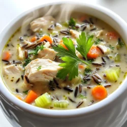 - Chicken and Rice Components - 1 lb boneless, skinless chicken breasts - 1 cup wild rice, rinsed I love using boneless chicken breasts for this soup. They cook up tender and juicy. The wild rice adds a nice texture and nutty flavor. Rinsing the rice helps remove excess starch, which keeps the soup from getting too thick. - Vegetables Required - 1 medium onion, chopped - 3 carrots, diced - 3 celery stalks, diced - 3 cloves garlic, minced Onions, carrots, and celery give the soup great flavor. I chop them into small pieces so they cook evenly. Garlic adds a warm aroma that fills the kitchen. Fresh veggies make this soup bright and delicious. - Seasoning and Broth Information - 6 cups low-sodium chicken broth - 1 cup heavy cream - 1 teaspoon dried thyme - 1 teaspoon dried rosemary - Salt and pepper to taste - 2 tablespoons olive oil - Fresh parsley, chopped (for garnish) The chicken broth forms the soup's base. Low-sodium broth lets you control the salt. Heavy cream adds richness and creaminess. Thyme and rosemary bring earthy notes. I use salt and pepper to taste, making each bowl perfect. Olive oil helps sauté the veggies, adding a nice layer of flavor. Garnish with fresh parsley for a pop of color. Sautéing the Vegetables Start by heating 2 tablespoons of olive oil in a skillet over medium heat. Add 1 chopped onion, 3 diced carrots, and 3 diced celery stalks. Cook these for about 5 to 7 minutes until they soften. This step adds great flavor. After that, stir in 3 minced garlic cloves and cook for an extra 1 to 2 minutes. The garlic will give a nice aroma. Adding Ingredients to the Slow Cooker Once your veggies are ready, transfer them to the slow cooker. Next, rinse 1 cup of wild rice and place it on top of the veggies. Lay 1 pound of boneless, skinless chicken breasts over the rice. Then, sprinkle 1 teaspoon of dried thyme, 1 teaspoon of dried rosemary, and add salt and pepper to taste. Pour in 6 cups of low-sodium chicken broth, making sure all ingredients are well submerged. Cooking Time and Temperature Settings Cover the slow cooker and set it to low for 6 to 8 hours or high for 4 hours. The soup is done when the chicken is cooked through and the rice is tender. After that, take the chicken out and shred it with two forks. Return the shredded chicken to the slow cooker and stir in 1 cup of heavy cream. Adjust the seasoning as needed. Let it cook on low for another 15 to 20 minutes to warm everything through. Enjoy your cozy soup! Tips for Shredding Chicken To shred chicken easily, let it cool for a few minutes. Use two forks to pull the chicken apart. This method keeps the meat tender and juicy. You can also use a stand mixer for quick shredding. Adjusting Creaminess and Consistency If you want a creamier soup, add more heavy cream. Start with half a cup and adjust to your taste. For a lighter soup, use less cream or add more broth. Mixing in a splash of lemon juice can brighten the flavors and balance the creaminess. Enhancing Flavor Profiles To boost flavor, add fresh herbs like thyme or parsley just before serving. A squeeze of lemon juice also adds brightness. If you like spice, try adding a pinch of red pepper flakes. Taste as you go to find the right balance for your palate. {{image_2}} Alternative Proteins You can easily swap chicken for turkey or even lean pork. If you want a meatless option, try using chickpeas or lentils. These choices add protein and keep the soup hearty. Vegetable Substitutions Feel free to mix in different veggies. Peas, corn, or green beans work great. You can also add spinach or kale for some greens. Just remember to adjust cooking time for softer veggies. Different Flavors and Spices Want to change the flavor? Use smoked paprika for a smoky kick. You can also add a dash of cayenne for some heat. Don't forget fresh herbs like dill or basil for a fresh taste. Each choice can make the soup feel new and exciting. After enjoying your slow cooker chicken wild rice soup, store the leftovers properly to keep them fresh. - Refrigeration Guidelines: Let the soup cool down first. Then, put it in an airtight container. It will stay good in the fridge for up to three days. This way, you can enjoy it again soon. - Freezing Instructions: If you want to save it longer, freeze the soup. Use a freezer-safe container or bag. Leave some space for the soup to expand. It can last up to three months in the freezer. When ready to eat, just thaw it in the fridge overnight before reheating. - Reheating Tips: To reheat, use the stove or microwave. If using the stove, warm it slowly over low heat. Stir often to avoid burning. If using the microwave, heat it in short bursts. Stir in between to make sure it heats evenly. Add a splash of broth or cream if it seems too thick. These steps will help keep your soup tasting great for future meals. Enjoy the comfort of this dish again! Yes, you can cook this soup on high. If you choose this method, set your slow cooker for four hours. The chicken will still cook well, and the flavors will blend nicely. Just remember, cooking on low for six to eight hours gives a richer taste. To thicken the soup, you can do a few things. First, try adding a slurry. Mix one tablespoon of cornstarch with two tablespoons of cold water. Stir this into the soup and cook for about 15 minutes. Another way is to mash some of the wild rice after cooking. This will give the soup a creamier texture. Yes, you can leave out the heavy cream. If you want a lighter soup, use milk or a dairy-free option. You can also add a bit of extra broth for moisture. The soup will still taste great without the cream, but it will be less rich. This article covered how to make a tasty chicken and rice soup. You learned about the key ingredients, cooking steps, and helpful tips. We discussed ways to change the recipe and how to store leftovers. In the end, you have the tools to create a comforting meal. Enjoy crafting your own version of this soup, and make it your own! Simple tweaks can lead to delicious results. The joy of cooking lies in trying and tasting.