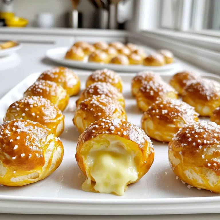 - 1 ½ cups warm water - 1 packet (2 ¼ tsp) active dry yeast - 1 tablespoon granulated sugar These three items kick off your pretzel bite journey. The warm water wakes up the yeast. The yeast helps the dough rise. The sugar feeds the yeast and adds a hint of sweetness. - 4 cups all-purpose flour - 1 teaspoon salt - ¼ cup unsalted butter, melted The flour is your base for the dough. It gives it structure. Salt adds flavor, while melted butter makes it rich and tasty. - 1 cup shredded cheese (cheddar or mozzarella) - Optional additions: pepperoni, jalapeños, sausage Cheese is the star of the filling. Cheddar or mozzarella both work great. You can add pepperoni for spice or jalapeños for heat. Sausage bits bring a savory touch. Mix and match to suit your taste! To start, you need to make the dough. In a large bowl, combine 1 ½ cups of warm water, 1 packet of active dry yeast, and 1 tablespoon of granulated sugar. Stir gently. Let it sit for about 5 minutes. You want it to get frothy. This means the yeast is alive and ready to work. Next, add 4 cups of all-purpose flour, 1 teaspoon of salt, and ¼ cup of melted unsalted butter to the yeast mixture. Mix this together until a dough forms. You will need to knead the dough on a floured surface for about 5 minutes. The dough should feel smooth and elastic. Now, it’s time for the dough to rise. Place the dough in a greased bowl. Cover it with a kitchen towel. Let it rise in a warm place for about 1 hour. You want it to double in size. This step is key for light and fluffy pretzel bites. Once the dough has risen, punch it down to release the air. Divide the dough into 12 equal pieces. Flatten each piece with your hands. Place about 1 tablespoon of your chosen filling in the center. You can use cheese, pepperoni, or jalapeños. Fold the edges of the dough over the filling. Pinch it tight to seal it. Roll each piece into a ball to shape the bites. Prepare the baking soda bath next. In a small bowl, dissolve 1 teaspoon of baking soda in 4 cups of water. This step is important for that classic pretzel taste. Quickly dip each pretzel bite in the baking soda solution for about 10 seconds. Make sure to drain any excess water after dipping. Preheat your air fryer to 350°F (175°C). It’s important to get it hot before cooking. Brush each pretzel bite with a beaten egg. Sprinkle coarse sea salt on top. Arrange the bites in a single layer in the air fryer basket. Make sure they are not touching. Air fry for 8-10 minutes. Keep an eye on them until they turn golden brown and puffed. Remove them from the air fryer and let them cool for a few minutes. Enjoy them with your favorite dipping sauce! To make great pretzel bites, you need to knead the dough well. Knead for about 5 minutes. This helps develop the gluten. Gluten gives the dough its chewy texture. Give the dough enough time to rise. Let it sit for about 1 hour. This allows the dough to double in size. A good rise makes the bites fluffy and light. You can spice up your pretzel bites easily. Try adding garlic powder or onion powder to the dough. This will give a nice flavor base. For fillings, shredded cheese is a must. Cheddar and mozzarella are great choices. You can also add some fun extras like pepperoni or jalapeños. These add a nice kick to each bite! If your dough is too sticky, don't worry. Sprinkle a little flour on your hands and the surface. This will help you manage the dough better. If your pretzel bites are undercooked, check your air fryer temp. Make sure it's preheated to 350°F. You can also air fry them for a couple more minutes. They should be golden brown when done. {{image_2}} You can use many types of cheese for these pretzel bites. Cheddar gives a sharp flavor. Mozzarella melts well, making a gooey center. You can also mix cheeses for a unique taste. Try adding cream cheese for a rich filling. Experiment with pepper jack for some heat. The cheese blends can change the whole bite. You can make your pretzel bites even better with herbs and spices. Adding garlic powder gives a nice kick. Italian herbs like basil and oregano add great flavor. You can also sprinkle some onion powder for depth. If you like spicy, consider using crushed red pepper. These additions make each bite exciting and tasty. Sweet fillings can turn your pretzel bites into a treat! Try chocolate chips for a melty surprise inside. Cinnamon sugar is another great option for a sweet coating. You can even add fruit jams for a fruity twist. Consider using peanut butter for a nutty flavor. These sweet options make perfect snacks or desserts. To keep your cooked pretzel bites fresh, place them in an airtight container. They stay good for about 2-3 days in the fridge. If you want to keep them longer, consider freezing them. Just make sure they are cool before you store them, so they won’t get soggy. The best way to reheat your pretzel bites is in the air fryer. Set it to 350°F (175°C). Place the bites in the basket and heat for about 3-5 minutes. This will make them crispy again. You can also use the oven, but the air fryer is quicker and keeps them tasty. You can freeze both unbaked and baked pretzel bites. To freeze unbaked bites, place them on a tray and freeze for about an hour. Once they are firm, transfer them to a freezer bag. For baked bites, let them cool completely first. Then, store them in an airtight container or freezer bag. They will keep for about a month. When you're ready to eat, just thaw them in the fridge and reheat as needed. You can tell when your pretzel bites are done by looking for a golden-brown color. They should puff up nicely and feel firm to the touch. If you tap one gently, it should sound hollow. This means the inside is cooked perfectly, and the outside has that classic pretzel crunch. Yes, you can use instant yeast instead of active dry yeast. Just remember that you don’t need to dissolve instant yeast in water first. Mix it directly with your flour. This can save you a few steps and time. Use the same amount, about 2 ¼ teaspoons for this recipe. Pretzel bites taste great with different sauces. Here are a few popular options: - Mustard: A classic choice that adds a nice tang. - Cheese sauce: Creamy and cheesy, it’s hard to resist. - Marinara sauce: Adds a tasty twist for those who love pizza flavors. - Ranch dressing: Perfect for those who enjoy a cool dip. Feel free to try different sauces to find your favorite! Making pretzel bites is fun and rewarding. You learned about key ingredients like warm water, yeast, and flour. We covered step-by-step instructions, from mixing the dough to air frying the bites. Tips helped refine your texture and flavors. You can even explore variations like sweet or savory options. Finally, we discussed storage and reheating for leftovers. Now, it's time to create your own delicious pretzel bites. Enjoy experimenting with fillings and flavors. You’ll impress your friends and family with your tasty treats!