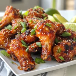 The main ingredients create a burst of flavor. Here’s what you need: - 2 pounds chicken wings - 1/2 cup gochujang (Korean red chili paste) - 1/4 cup honey - 2 tablespoons soy sauce - 1 tablespoon sesame oil - 4 cloves garlic, minced - 1-inch piece ginger, grated - 1 tablespoon rice vinegar - 1 tablespoon sesame seeds - 3 green onions, finely chopped - Salt and pepper to taste Gochujang is the star of this dish. It brings heat and depth. Honey balances the spice with sweetness. Soy sauce adds umami, while sesame oil gives a nutty finish. Garlic and ginger bring warmth and zest, enhancing the overall taste. Rice vinegar adds a tangy note to brighten the dish, making it deliciously complex. You can easily swap ingredients if needed. Use sriracha if you can't find gochujang. Maple syrup is a good honey alternative for sweetness. Low-sodium soy sauce works well for a healthier option. If you prefer less spice, use less gochujang or add more honey. You can also try different oils, like olive oil, for a unique twist. {{ingredient_image_1}} To start, gather your ingredients. You need gochujang, honey, soy sauce, sesame oil, garlic, ginger, and rice vinegar. In a large bowl, mix these items well. You want a smooth marinade. The gochujang gives the wings their spicy kick, while honey adds sweetness. Garlic and ginger bring a nice depth of flavor. This combination is key for great wings. Next, add the chicken wings to the marinade. Use your hands or a spoon to coat each wing evenly. Make sure they are well covered. This step is crucial for flavor. Once coated, cover the bowl with plastic wrap. Place the bowl in the fridge. Let the wings marinate for at least 1 hour. For even better taste, marinate them overnight. Now, it’s time to bake. Preheat your oven to 425°F (220°C). Line a baking sheet with parchment paper. This helps with cleanup later. Remove the wings from the marinade. Let the excess marinade drip off. Place the wings in a single layer on the baking sheet. Bake them for 35-40 minutes. Flip the wings halfway through. They should be crispy and reach an internal temperature of 165°F (75°C). When the wings are done, it’s time to garnish. Sprinkle sesame seeds and chopped green onions over the top. This adds a nice touch. Serve the wings hot, with dipping sauce on the side. You can also pair them with pickled vegetables for a true Korean experience. If you want to impress, arrange the wings on a large platter. Add lime wedges and extra green onions for color. Enjoy your spicy chicken wings! To get the right heat, start with gochujang. This Korean chili paste brings depth and flavor. If you want it spicier, add more gochujang. For less heat, mix in some honey. Balance is key. Taste the marinade before you add the wings. Adjust the spice to your liking. For crispy wings, bake them at 425°F (220°C). This high heat crisps up the skin nicely. Line your baking sheet with parchment paper. This helps with easy cleanup and prevents sticking. Flip the wings halfway through cooking. This ensures even crispiness. Do not crowd the wings on the tray; give them space to breathe. You can add sesame oil for a nutty taste. If you want a tangy kick, add more rice vinegar. Fresh herbs like cilantro can brighten the dish. Try adding a bit of lime juice before serving. You can also serve the wings with pickled veggies for a fresh crunch. Experiment with different dipping sauces to find your favorite! Pro Tips Marinate Longer for More Flavor: For the best results, marinate the chicken wings overnight. This allows the flavors to penetrate deeper into the meat, resulting in a more flavorful dish. Use a Baking Rack: Placing the wings on a wire rack over the baking sheet allows air to circulate around the wings, resulting in crispier skin. Check for Crispiness: If you like extra crispy wings, broil them for the last 2-3 minutes of cooking. Just keep a close eye on them to avoid burning. Serve with Dipping Sauce: Pair the wings with a cooling dipping sauce, such as a yogurt-based sauce or a sweet chili sauce, to balance the spiciness. {{image_2}} You can change the flavor of your wings with different marinades. For a sweet twist, try using teriyaki sauce mixed with garlic. If you want something zesty, mix lemon juice, honey, and soy sauce. You can also try a spicy BBQ sauce for a smoky flavor. Each marinade gives a new taste to the chicken wings. Experimenting with flavors makes cooking fun and exciting. You can cook your wings in two main ways: the air fryer or the oven. - Air Fryer: This method cooks wings faster. Preheat the air fryer to 400°F (200°C). Cook the wings for 25-30 minutes, shaking the basket halfway. You’ll get crispy wings with less oil. - Oven: Preheat your oven to 425°F (220°C). Bake for 35-40 minutes, flipping halfway. This method is great for making bigger batches. Both methods yield tasty wings, so choose what suits you best. Korean chicken wings go great with many side dishes. Here are some ideas: - Pickled Vegetables: They add a nice crunch and balance the heat. - Rice: Steamed white or brown rice soaks up the sauce well. - Coleslaw: A fresh slaw adds a coolness that pairs perfectly. - Korean Potato Salad: This creamy dish complements the spicy wings nicely. You can mix and match these sides to create a full meal. Enjoy the flavors together! To keep your spicy Korean chicken wings fresh, store them in an airtight container. Make sure to let them cool before sealing. Your wings will stay good in the fridge for up to four days. You can also freeze them for longer storage. Just place them in a freezer-safe bag and push out the air. They will last for about three months in the freezer. When you are ready to eat them, thaw the wings in the fridge overnight. Reheating chicken wings can be tricky if you want to keep them crispy. The best way to do this is in the oven. Preheat your oven to 375°F (190°C). Place the wings on a baking sheet lined with parchment paper. Heat them for about 10-15 minutes. Flip them halfway through to ensure even crispiness. You can also use an air fryer for a quick and crispy option. Set it to 350°F (175°C) and heat for about 5-7 minutes. Chicken wings are versatile for meal prep. You can use the leftover wings in salads, wraps, or rice bowls. Shred the wings and toss them with a bit of extra sauce for added flavor. They also make a great topping for pizza. Mix the wings with some veggies and serve them in tacos for a fun twist. The options are endless, and they make for quick, tasty meals throughout the week. Gochujang is a spicy Korean red chili paste. It has a unique sweet and savory flavor. You can find it in Asian grocery stores or larger supermarkets. Look in the international aisle or the Asian section. If you can't find it, you can order it online. For the best flavor, marinate the chicken wings for at least one hour. If you have time, marinate them overnight. This longer time allows the flavors to soak in deeply. Yes, you can use frozen chicken wings. Just make sure to thaw them completely before marinating. Cooking times may vary slightly, so check that they reach 165°F (75°C) inside. Sweet desserts balance the heat of spicy wings. Consider serving mango sticky rice or vanilla ice cream. Chocolate mousse also makes a nice contrast to the spice. To reduce spice, use less gochujang in the marinade. You can mix in more honey to add sweetness. Another option is to serve the wings with a cooling dip like ranch or yogurt sauce. You now know how to make spicy Korean chicken wings. We covered main ingredients, cooking steps, and useful tips. You can substitute ingredients and explore variations to suit your taste. Remember to store leftovers properly and reheat them for that perfect crispy bite. Enjoy experimenting with flavors and pairing these wings with great sides. Whether you cook them in the oven or air fryer, your wings will impress everyone. Dive into this delicious dish and have fun cooking!