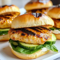 To make these tasty sliders, you need: - 1 lb ground chicken - 1/4 cup pure maple syrup - 1 tablespoon Dijon mustard - 1 teaspoon garlic powder - 1 teaspoon onion powder - Salt and pepper to taste - 8 slider buns - 1 cup baby spinach or arugula - 1/2 cup sliced cucumbers These ingredients come together for a sweet and savory flavor. The ground chicken is light and pairs well with the maple syrup. The mustard adds a nice tang. Garlic and onion powder bring depth to the taste. You can add cream cheese to your sliders for extra creaminess. Spread about 4 tablespoons of cream cheese on the buns. This adds a nice texture and balances the sweetness of the maple syrup. If you can’t find ground chicken, you can use ground turkey or lean beef. Maple syrup can be swapped for honey or agave syrup if needed. For the greens, any leafy greens like lettuce or kale work well. If you don’t have slider buns, use regular burger buns or even lettuce wraps for a low-carb option. {{ingredient_image_1}} To start, grab a large mixing bowl. Add 1 pound of ground chicken to the bowl. Then, pour in 1/4 cup of pure maple syrup. Next, add 1 tablespoon of Dijon mustard. Sprinkle in 1 teaspoon of garlic powder and 1 teaspoon of onion powder. Season with salt and pepper to taste. Mix this all together gently. Be careful not to overwork the meat. You want it just combined for the best texture. Now, take the mixture and form it into small patties. Aim for about the size of your slider buns. You should get around 8 patties from the mixture. Preheat your grill or skillet over medium heat. Once hot, place the chicken patties in and cook them for 5 to 6 minutes on each side. They should be fully cooked and have nice grill marks when done. Next, it’s time to assemble your sliders. If you like, spread a thin layer of cream cheese on the inside of each slider bun. This step is optional but adds a creamy touch. Place a cooked chicken patty on the bottom half of each bun. Top each patty with a few spinach leaves and a few cucumber slices. Finally, cover with the top half of the bun. If you want, drizzle a little extra maple syrup on top or serve it on the side for dipping. Enjoy! To make your sliders perfect, follow these tips: - Use ground chicken. It keeps the sliders moist. - Mix the chicken with the other ingredients gently. This helps avoid tough patties. - Preheat your grill or skillet. A hot surface gives nice grill marks. - Cook the patties for 5-6 minutes on each side. Check for doneness; they should be white inside. - If you want a crispy finish, lightly oil the grill or skillet. How you serve your sliders can impress your guests. Try these ideas: - Use a wooden board to stack the sliders. It adds a rustic look. - Add extra cucumber slices around the sliders. This gives a fresh touch. - You can drizzle a little maple syrup on top. It makes them look even tastier. - Serve with sweet potato fries. This adds color and crunch. Pairing your sliders makes for a great meal. Here are some ideas: - Serve with a fresh salad. Spinach or arugula works well. - A side of coleslaw adds crunch and flavor. - Try a light beer or iced tea as a drink. Both complement the sweetness of the maple. - Add a fruit salad for dessert. It balances the meal with freshness. Pro Tips Use Fresh Ingredients: Always opt for fresh ground chicken and high-quality maple syrup for the best flavor. Don’t Overmix: When combining the ingredients, mix just until combined to keep the patties tender. Patty Size Matters: Make sure the patties are uniform in size for even cooking and to fit the slider buns perfectly. Experiment with Toppings: Feel free to add other toppings like avocado or pickles for an extra flavor boost. {{image_2}} You can change the flavor of your sliders easily. For a spicy kick, add hot sauce or cayenne pepper to the chicken mix. If you want them sweeter, use more maple syrup. You can also mix in different herbs like thyme or basil for a fresh taste. This lets you play with flavors and keep things exciting. If you want a healthier slider, use lean ground chicken instead of regular. This option cuts down on fat while keeping the flavor. You can also swap regular buns for whole wheat buns. This gives you more fiber and nutrients. These small changes make your meal lighter but still tasty. These sliders work great as appetizers or a main meal. For appetizers, make smaller patties and serve them on mini buns. You can add toothpicks for easy handling. For a main course, stack the sliders high and serve with sides like sweet potato fries or a salad. This makes your meal fun and filling. After making these tasty sliders, you may have some left. To store them, let the sliders cool to room temperature. Place them in an airtight container. This keeps them fresh in your fridge for up to three days. If you have extra sauce, store it separately to avoid soggy buns. When you're ready to enjoy leftovers, reheating is key. Use a skillet over medium-low heat. This helps keep the sliders moist. Heat them for about 3-4 minutes on each side. You can also use a microwave if you’re in a hurry. Just cover them with a damp paper towel to keep them from drying out. Heat for about 30 seconds at a time until warm. If you want to save sliders for later, freezing is a great option. Wrap each slider tightly in plastic wrap. Then, place them in a freezer bag. This way, they can last up to three months. When you're ready to eat, thaw them in the fridge overnight. Then, reheat as mentioned above. Enjoy your homemade sliders anytime! Maple Glazed Chicken Sliders last about 3 to 4 days in the fridge. Make sure to store them in an airtight container. This keeps the sliders fresh and tasty. If you want to enjoy them longer, consider freezing them. Yes, you can use other meats like turkey or beef. Just adjust the cooking time based on the meat you choose. Ground turkey works well with the maple glaze. It still gives that sweet and savory taste you love. You can serve these sliders with sweet potato fries or a fresh salad. A side of crunchy pickles also pairs nicely. If you want a fun twist, add some coleslaw for extra crunch. These sides enhance the meal and add variety. No, the cream cheese is optional. It adds a creamy texture, but you can skip it if you want. The sliders are still delicious without it. You might want to try spreading some avocado or hummus instead for a different flavor. In this post, I covered making delicious maple glazed chicken sliders. I shared key ingredients, cooking steps, and helpful tips. You learned about tasty variations and smart storage options. These sliders blend flavor and fun, making them a perfect meal or snack. Try new ingredients or serve them in creative ways. Enjoy the process, and let your taste buds lead the way. Keep experimenting to find your favorite version of these tasty sliders.