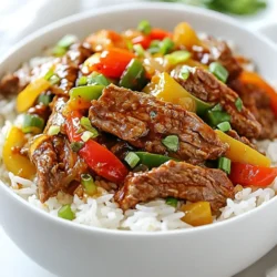 - 1 lb (450g) flank steak, thinly sliced - 1 cup jasmine rice - 2 cups beef broth - 1 tablespoon soy sauce - 1 tablespoon oyster sauce - 1 tablespoon rice vinegar - 1 red bell pepper, sliced - 1 green bell pepper, sliced - 2 tablespoons cornstarch - 1 tablespoon vegetable oil - 3 cloves garlic, minced - 1 teaspoon ginger, minced - 1 teaspoon red chili flakes (adjust to taste) - Salt and pepper to taste - Scallions, chopped (for garnish) To make Crispy Chili Beef Rice, you need a few tools: - A medium saucepan for the rice. - A large skillet or wok for frying and stir-frying. - A bowl for marinating the beef. - A fork for fluffing the rice. - A paper towel for draining the beef. You can switch some ingredients to suit your taste: - Use chicken breast instead of flank steak for a lighter dish. - Swap jasmine rice for brown rice for more fiber. - Use tamari sauce instead of soy sauce for a gluten-free option. - Add more vegetables like broccoli or carrots for extra nutrition. {{ingredient_image_1}} Start with 1 pound of flank steak. Slice it thinly. In a bowl, mix soy sauce, oyster sauce, rice vinegar, and a pinch of salt and pepper. Add the beef to the marinade. Ensure all pieces are well-coated. Let it sit for at least 20 minutes. This helps the beef soak up flavors. Next, rinse 1 cup of jasmine rice under cold water. Keep rinsing until the water runs clear. In a medium saucepan, combine the rinsed rice and 2 cups of beef broth. Bring it to a boil. Cover the pot and reduce the heat to low. Cook for about 15 minutes. The rice should be tender and the broth absorbed. Fluff it with a fork and set it aside. Now, it's time to crisp the beef. Toss the marinated beef with 2 tablespoons of cornstarch. This gives it a nice crunch. In a large skillet or wok, heat 1 tablespoon of vegetable oil over medium-high heat. Add the beef in batches. Do not overcrowd the pan. Fry for about 3-4 minutes per side until crispy. Remove it and place on a paper towel to drain excess oil. In the same skillet, add 3 minced garlic cloves and 1 teaspoon of minced ginger. Sauté for about 30 seconds until fragrant. Then, toss in the sliced red and green bell peppers. Stir-fry for 2-3 minutes. You want them tender but still crisp. Add the crispy beef back into the skillet with the sautéed veggies. Stir everything together. Sauté for another minute to combine the flavors. Taste and adjust seasoning if needed. To serve, place a generous scoop of jasmine rice on a plate. Top it with the crispy chili beef mixture. For a fresh touch, garnish with chopped scallions. You can also add lime wedges on the side for extra zest. Enjoy your meal! To get that perfect crispy beef, you need to coat it well. Use cornstarch to cover the beef slices evenly. This helps create a nice crunch. Fry the beef in small batches. Overcrowding the pan makes it steam instead of crisp. Cook each side for three to four minutes until golden brown. Allow the beef to rest on paper towels. This drains excess oil and keeps it crispy. Spice can make or break a dish. For this recipe, start with one teaspoon of red chili flakes. This gives a nice kick without being too hot. If you like it spicier, add more chili flakes while cooking. You can also add fresh chili slices for an extra punch. Taste the dish before serving to find the right heat for you. Cooking rice can be tricky, but it’s simple with jasmine rice. Rinse it under cold water until it runs clear. This removes excess starch, which helps the rice stay fluffy. Combine one cup of rice with two cups of beef broth. Bring it to a boil, cover it, and reduce the heat. Cook for about 15 minutes. Once done, fluff it with a fork. This makes sure each grain is separate and perfect for serving. Pro Tips Marination Matters: Allowing the beef to marinate for at least 20 minutes enhances the flavor. For even better results, marinate for a few hours or overnight in the fridge. Crispiness is Key: Ensure the beef is coated evenly with cornstarch and fry in batches to prevent steaming. This will help achieve a perfectly crispy texture. Veggie Crunch: Don’t overcook the bell peppers; they should still have a bit of crunch for a delightful contrast in texture with the crispy beef. Garnish for Flavor: Fresh scallions or a squeeze of lime juice can elevate your dish, adding freshness and brightness to the rich flavors of the beef. {{image_2}} You can swap the flank steak for chicken or tofu. Chicken breast works great. Just slice it thin like the beef. Marinate it the same way. Tofu is a fantastic choice for a meatless version. Use firm tofu, and press out the water before slicing. This helps it crisp up nicely. Feel free to add more veggies to the mix. Broccoli and carrots are excellent choices. They add color and crunch. Cut them into small pieces so they cook quickly. Add them to the pan after the garlic and ginger. Stir-fry until they are bright and tender. If you need a gluten-free dish, use tamari instead of soy sauce. It gives the same flavor without gluten. Also, check your oyster sauce label for gluten-free options. Most brands offer a gluten-free version. This way, everyone can enjoy the crispy chili beef rice! To keep your crispy chili beef rice fresh, wait for it to cool. Place it in an airtight container. Store it in the fridge. It stays good for 3-4 days. Make sure to separate the beef from the rice if you can. This helps keep the beef crispy for longer. When you are ready to eat, reheat the beef and rice. You can use a microwave or a stovetop. For the microwave, heat in short bursts. Stir between each burst until warm. On the stovetop, add a splash of water or broth. Heat on low until everything is hot. This keeps the rice from getting dry. If you want to save some for later, freezing works well. Place the beef and rice in separate containers. Use freezer-safe bags or containers. They can last for up to 3 months in the freezer. When ready to eat, thaw in the fridge overnight. Then, follow the reheating instructions to enjoy your meal again! Yes, you can make this dish ahead of time. Marinate the beef and cook the rice. Store them separately in the fridge. You can fry the beef just before serving. This way, it stays crispy. Crispy Chili Beef Rice pairs well with many sides. Here are some ideas: - Steamed broccoli - Simple green salad - Garlic bread - Pickled vegetables These options add nice color and flavor. They also balance the richness of the beef. The spice level can change based on your taste. The recipe calls for one teaspoon of red chili flakes. This gives a medium heat. If you want it spicier, add more chili flakes. For less heat, use less or skip them. Adjust to what you like! In this post, I covered the essential steps to make Crispy Chili Beef Rice. We discussed needed ingredients, cooking tools, and alternatives. I provided a clear, step-by-step guide for marinating, cooking, and serving this dish. I also shared helpful tips for crisping beef and adjusting spice levels. Variations and storage information ensure you can adapt the meal to your needs. By following these steps, you can create a tasty dish that satisfies your appetite. Enjoy your cooking adventures!