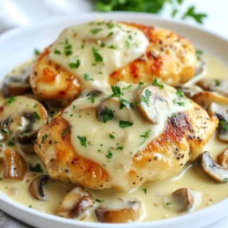 - 2 boneless, skinless chicken breasts - 1 cup mushrooms, sliced (cremini or button) - 1 small onion, finely chopped - 3 cloves garlic, minced - 1 cup heavy cream - 1 cup chicken broth (low sodium) - 1 teaspoon dried thyme - 1 teaspoon paprika - 2 tablespoons olive oil - Salt and pepper to taste - Fresh parsley, chopped (for garnish) This creamy mushroom chicken skillet is simple yet packed with flavor. You will need two boneless, skinless chicken breasts. Choose fresh mushrooms, like cremini or button, for the best taste. I prefer using a small onion, finely chopped, to add sweetness. Garlic is a must; three cloves, minced, bring it all together. For the sauce, grab one cup of heavy cream and one cup of low-sodium chicken broth. Thyme and paprika add great flavor, so don't skip these. I use two tablespoons of olive oil to cook everything. Finally, salt and pepper will help balance the dish. Chopped fresh parsley makes for a lovely garnish. Each ingredient plays a big role in creating a dish you will love. {{ingredient_image_1}} - First, season the chicken breasts with salt, pepper, paprika, and thyme on both sides. - Next, set the seasoned chicken aside. This gives the spices time to soak in. - Heat olive oil in a large skillet over medium-high heat. - Add the chicken breasts and sear for about 6-7 minutes on each side until golden brown. - To check doneness, cut into the thickest part. Ensure there’s no pink inside. Remove the chicken and set aside. - In the same skillet, add the chopped onion. Cook for about 3-4 minutes until it turns translucent. - Then, add minced garlic and sliced mushrooms. Cook for an additional 5-6 minutes until mushrooms are soft and browned. - Pour in the chicken broth, scraping up any brown bits from the bottom of the skillet. - Bring it to a simmer, then reduce the heat. Add the heavy cream and stir well. - Let it simmer for about 3-4 minutes until the sauce thickens a bit. - Return the cooked chicken breasts to the skillet. Spoon the creamy mushroom sauce over them. - Cook for another 2-3 minutes to heat through. Adjust the seasoning with salt and pepper as needed. - Remove from heat and sprinkle with fresh chopped parsley before serving. - Serve this dish with rice or crusty bread for a complete meal. When picking mushrooms, taste matters. Cremini and button mushrooms shine in creamy dishes. Cremini has a bold, earthy flavor. Button mushrooms are mild and versatile. You can mix both for a richer taste. If you want to try something new, shiitake mushrooms add a nice touch. Their unique taste pairs well with cream. A smooth cream sauce makes the dish special. Start with low heat to avoid burning. Gradually add heavy cream after the broth. Stir well for a silky texture. If you desire more flavor, cheese is a great addition. Parmesan or mozzarella melts nicely and enhances the sauce. To keep the chicken juicy, do not overcook it. Sear the chicken until golden brown, about 6-7 minutes per side. Always check the center; it should be fully cooked. For even cooking, let the chicken rest before slicing. Skillet cooking allows flavors to blend well. Use a wooden spoon to scrape up bits from the pan. This adds depth to your sauce. Pro Tips Use Fresh Ingredients: Always opt for fresh mushrooms and herbs to enhance the flavor of your dish. Adjust the Cream: For a lighter version, substitute half of the heavy cream with low-fat yogurt or milk. Deglaze for Flavor: Make sure to scrape the bottom of the skillet after adding the chicken broth for extra flavor. Serve with Sides: This dish pairs wonderfully with rice, pasta, or a green salad for a complete meal. {{image_2}} You can boost the nutrition of your creamy mushroom chicken by adding veggies. Try spinach, broccoli, or bell peppers for color and crunch. Zucchini or green beans also work well. Adding more greens gives you extra vitamins and fiber. It makes the dish more filling and exciting. Plus, the flavors blend nicely with the creamy sauce. Your meal becomes a colorful feast! If you want a twist, swap chicken for turkey or pork. They both cook well and taste great in this dish. You can also go vegetarian by using tofu or tempeh. These options soak up the sauce and keep the dish hearty. Each protein brings its unique flavor, making it fun to try new things! Want to elevate your dish? Consider adding fresh herbs like basil or rosemary. They add a fresh taste that brightens the whole meal. You can also sprinkle in crushed red pepper for some heat. For a touch of acidity, splash in some white wine or lemon juice. Both make the sauce pop and balance the creaminess. These small changes can lead to big flavor! To store your creamy mushroom chicken, let it cool first. Place it in an airtight container. This dish stays fresh for about 3 to 4 days in the fridge. Make sure to label the container with the date to keep track. You can freeze this dish for longer storage. Use a freezer-safe container or bag. It can last up to 2 months in the freezer. When you’re ready to eat it, thaw it overnight in the fridge. Reheat it gently on the stove or in the microwave. Add a splash of chicken broth if the sauce is too thick. Don’t let any leftovers go to waste! Use them in a creamy pasta dish. Just toss the chicken and sauce with cooked pasta. You can also add some spinach or broccoli for extra greens. Another fun option is to make a tasty sandwich. Use crusty bread and add some cheese for a delicious twist. Yes, you can use frozen chicken. However, you must thaw it first. Thawing helps cook the chicken evenly. Always check that it is fully cooked before serving. If you want a lighter option, use half-and-half or coconut cream. Both work well but may change the flavor slightly. You can also use a mix of milk and flour for a creamy texture. Cook the chicken until it reaches an internal temperature of 165°F (75°C). Use a meat thermometer to check. The chicken should be golden brown on the outside with no pink inside. Yes, you can make it dairy-free. Substitute heavy cream with coconut milk or a dairy-free cream alternative. Ensure your chicken broth is also dairy-free. To thicken the sauce, simmer it longer to reduce. You can also add a cornstarch slurry. Mix cornstarch with water and stir it into the sauce until it thickens. Creamy mushroom chicken pairs well with rice, pasta, or a fresh salad. Mashed potatoes are also a great choice. Consider serving with steamed veggies for balance. This recipe combines simple ingredients like chicken, mushrooms, and cream for a delicious meal. You learned how to prepare and cook the chicken, make the sauce, and serve it beautifully. Remember, you can tweak the veggies, try different proteins, and adjust the flavors to fit your taste. Storing leftovers and knowing how to reheat can make meals easy later. Enjoy your cooking journey and impress everyone with this creamy mushroom chicken!