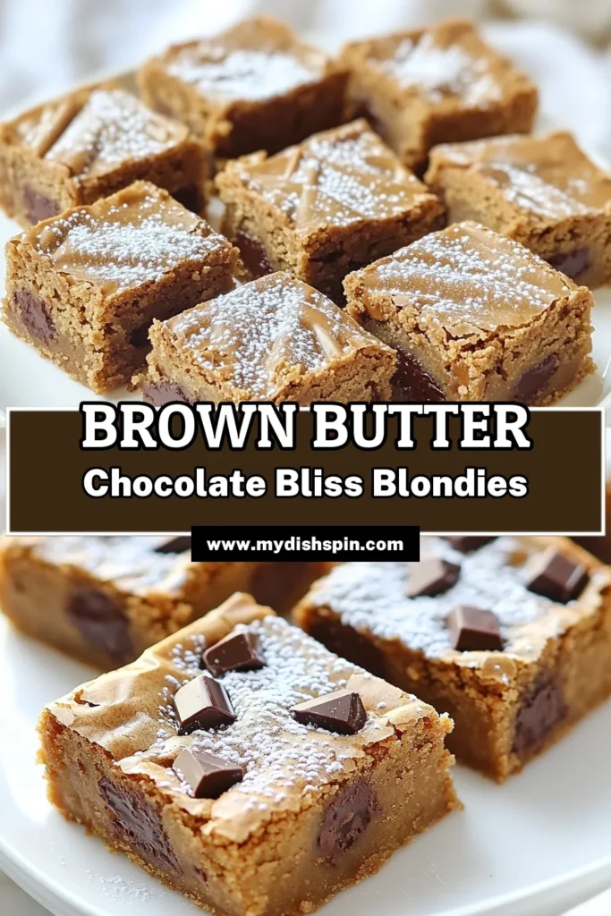 Indulge in the deliciousness of Brown Butter Chocolate Chunk Blondies with this easy recipe! Achieve that perfect balance of rich, nutty brown butter and gooey chocolate in every bite. Perfect for cravings or entertaining, these blondies are sure to impress! Click through for step-by-step instructions to bake your ultimate dessert. Don't miss out on this treat! #Blondies #ChocolateRecipes #BakingFromScratch #DessertIdeas