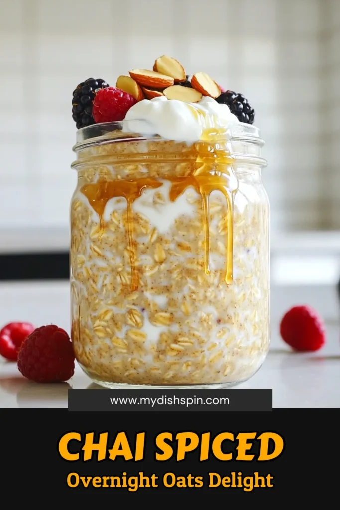Kickstart your day with these delicious Maple Chai Overnight Oats! This easy recipe combines rolled oats, almond milk, and a delightful chai spice blend, all sweetened with maple syrup for a tasty morning treat. Perfect for meal prep, just mix, refrigerate, and enjoy a nutritious breakfast on the go. Click to discover the full recipe and elevate your mornings! #OvernightOats #HealthyBreakfast #MapleChai #MealPrepIdeas