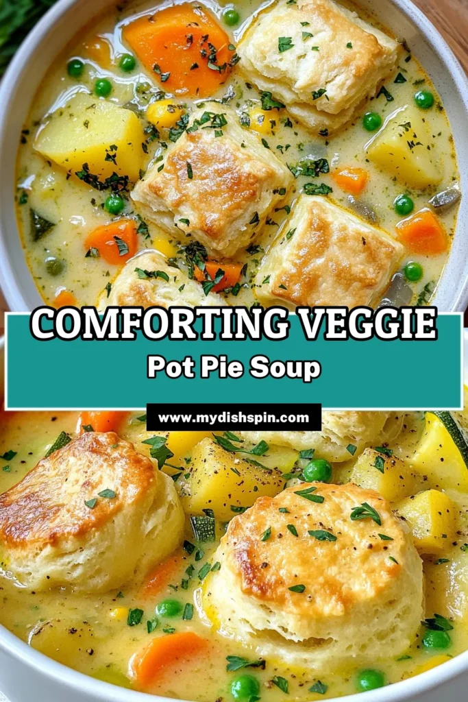 Warm up with a delicious bowl of Veggie Pot Pie Soup, the perfect dairy-free veggie soup for comfort food lovers. This easy vegetable soup recipe combines hearty vegetables and rich, creamy flavors, topped with golden biscuits for a delightful finish. Ideal for cozy nights, it’s a vegetarian comfort food that everyone will love. Discover the joy of cooking with this recipe today! Save and share for later! #VeggiePotPieSoup #DairyFreeVeggieSoup #EasyVegetableSoup #VegetarianComfortFood