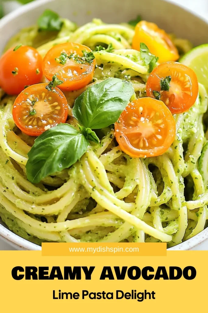 Elevate your dinner with this creamy avocado lime pasta! This easy avocado recipe features a delightful avocado lime sauce that perfectly coats your favorite pasta. In just 20 minutes, create a delicious vegetarian pasta dish that's both fresh and satisfying. Perfect for families or quick weeknight meals! Click to discover the full lime pasta recipe and save it for your next culinary adventure. #CreamyAvocadoPasta #AvocadoLimeSauce #EasyAvocadoRecipes #VegetarianPastaDish