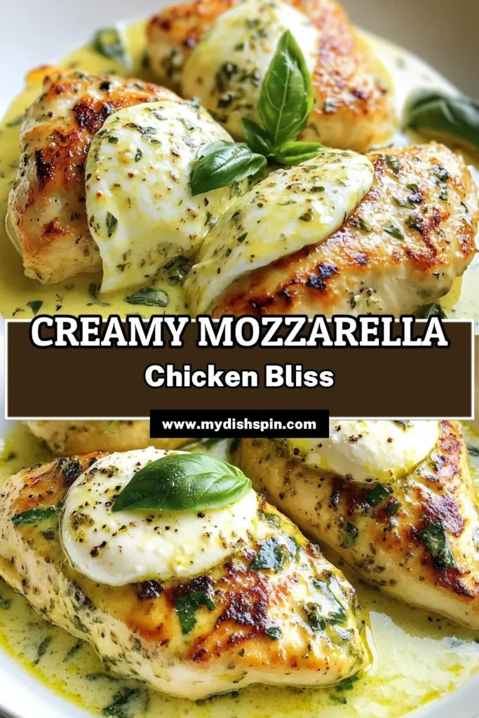 Indulge in this delicious Mozzarella Chicken Recipe with a creamy basil cream sauce that elevates a simple baked chicken with mozzarella to new heights. This easy chicken dinner recipe is perfect for busy weeknights, combining tender chicken with rich flavors of basil and cream. Impress your family with this creamy basil chicken that is sure to be a hit! Save this recipe for your next dinner! #MozzarellaChicken #EasyDinner #BasilCream #ChickenRecipe
