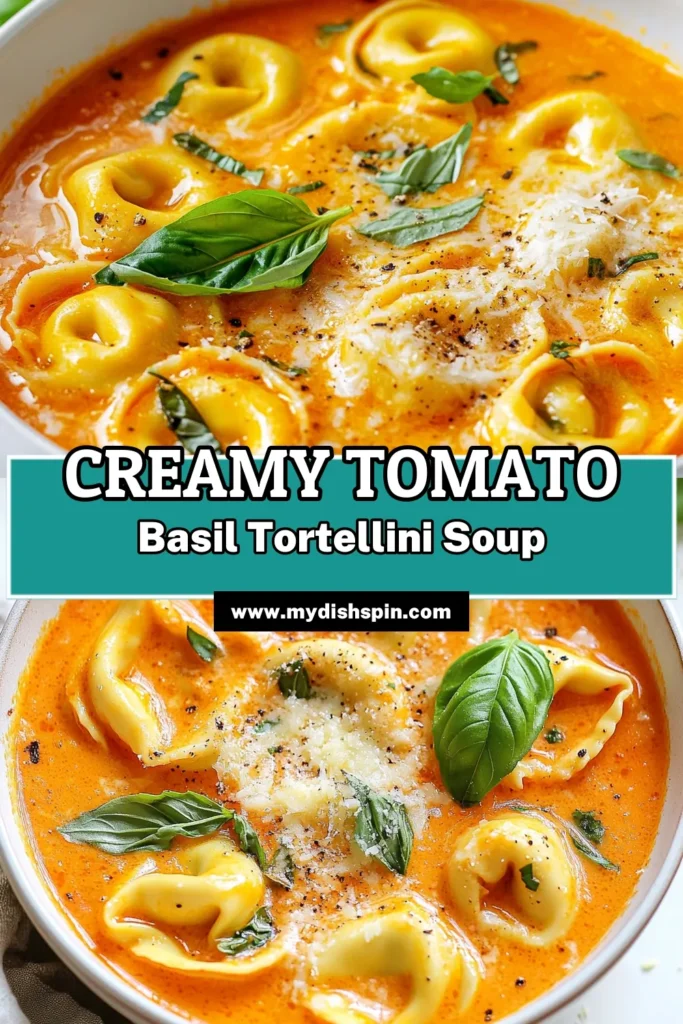 Warm up with this delicious Creamy Tomato Basil Tortellini Soup, sure to become your new go-to comfort food. This easy tomato basil soup is packed with flavor, featuring fresh basil and cheesy tortellini for a satisfying vegetarian meal. Perfect for chilly days, this vegetarian tortellini soup recipe is quick to make and bursting with vibrant ingredients. Save this recipe and enjoy a bowl of cozy goodness! #TomatoBasilSoup #TortelliniSoupRecipe #ComfortFoodRecipes #VegetarianSoup