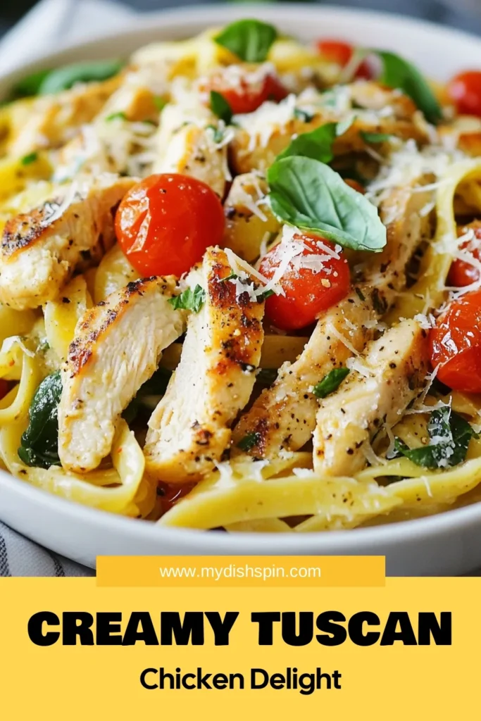Discover the ultimate Tuscan chicken pasta recipe that brings the flavors of Italy right to your dinner table! This creamy chicken pasta features tender chicken, sun-dried tomatoes, and fresh spinach in a delicious sauce, making it one of the best Italian pasta dishes. Perfect for busy weeknights, this easy fettuccine recipe is sure to impress. Save this recipe for a cozy meal and delight in every bite! #TuscanChickenPasta #CreamyChickenPasta #ItalianPastaDishes #EasyFettuccineRecipes
