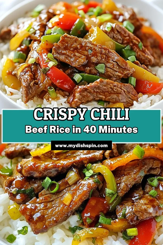 Looking for a delightful weeknight meal? Try this Crispy Chili Beef Rice featuring tender flank steak and fluffy jasmine rice. This beef stir-fry brings bold flavors together in a quick dinner recipe that's ready in just 40 minutes. Perfect for busy evenings, this Flank Steak Recipe guarantees satisfaction. Don’t forget to save it for later! #CrispyChiliBeef #QuickDinnerRecipes #BeefStirFry #JasmineRiceRecipe
