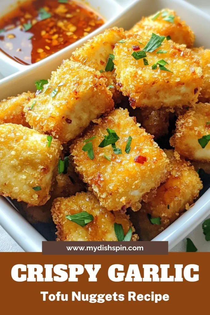 Discover the perfect snack with these crispy tofu nuggets! This easy garlic tofu recipe transforms simple ingredients into a delicious vegan tofu appetizer. Baked to perfection, these garlic tofu nuggets are golden and crunchy, making them an ideal option for a party or a cozy night in. Serve with your favorite dipping sauce for the ultimate treat. Try this recipe today and enjoy a guilt-free indulgence! #CrispyTofuNuggets #VeganTofuSnacks #BakedTofuNuggets #EasyTofuAppetizer