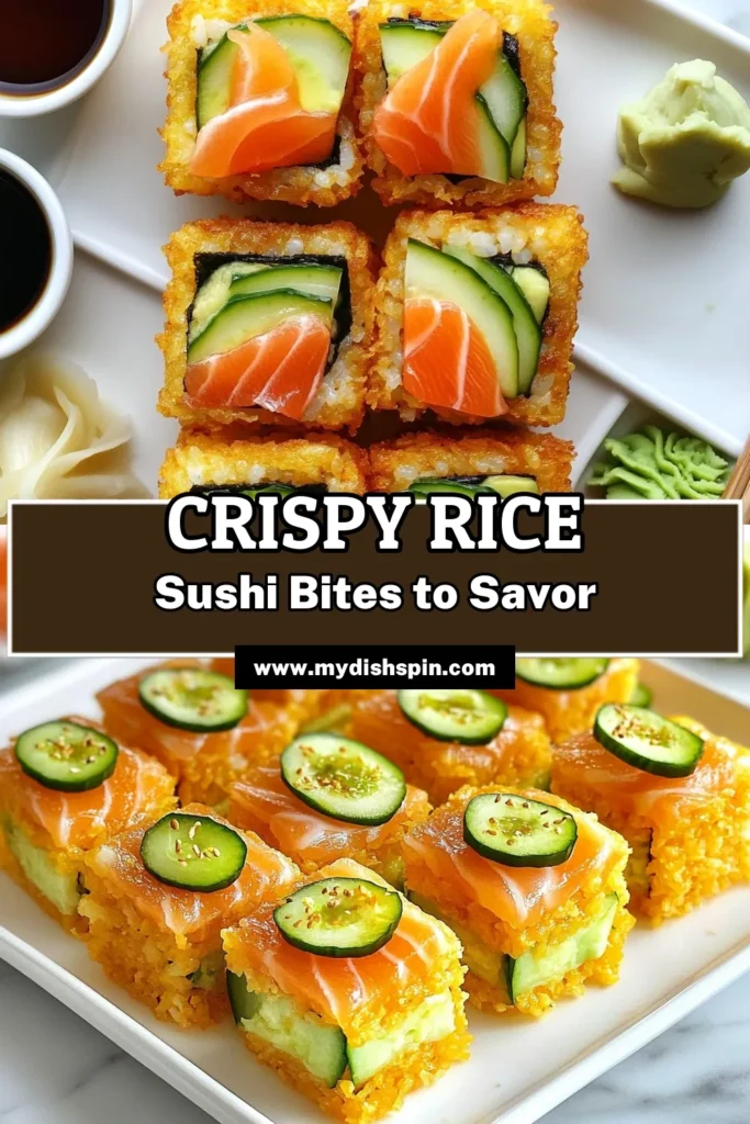 Discover the deliciousness of Crispy Rice Sushi with this easy sushi recipe! This Sushi Grade Salmon Recipe combines perfectly cooked homemade sushi rice topped with fresh salmon, creamy avocado, and crunchy cucumber, all coated in panko breadcrumbs for that extra crunch. Perfect for impressing guests or enjoying a night in, this dish is a must-try. Save this recipe for a fun sushi night! #CrispyRiceSushi #EasySushiRecipes #SushiGradeSalmonRecipe #PankoBreadcrumbSushi
