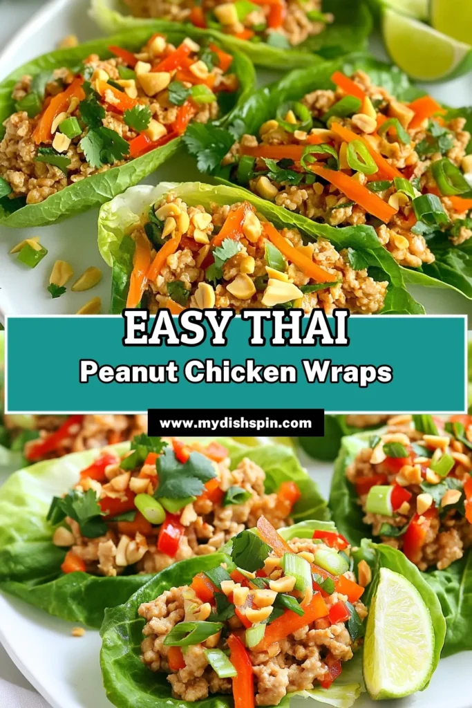 Discover the ultimate dish with these Thai peanut chicken lettuce wraps! This recipe features ground chicken, fresh veggies, and a creamy peanut sauce, making healthy chicken lettuce wraps a breeze to prepare. Perfect for quick meals, these easy Thai recipes will impress your friends and family. Enjoy flavorful peanut butter chicken wraps that are light and delicious. Save this recipe for your next meal! #ThaiPeanutChicken #HealthyRecipes #EasyThai #LettuceWraps