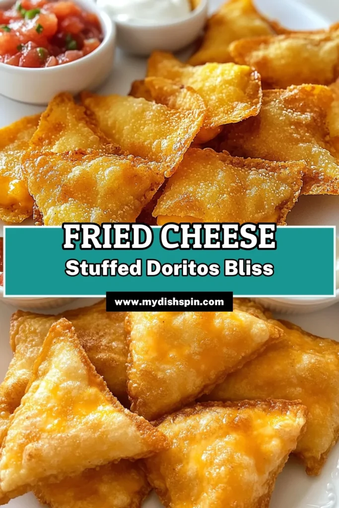 Indulge in the ultimate snack with these Fried Cheese Stuffed Doritos! This stuffed Dorito recipe combines nacho cheese-flavored chips with a creamy cheese filling, making the perfect cheesy Dorito snacks. Ideal as a fried Dorito appetizer, these nacho cheese stuffed chips are sure to impress. Don't miss out on this delicious treat—pin the recipe now! #FriedCheeseStuffedDoritos #StuffedDoritoRecipe #CheesyDoritoSnacks #FriedDoritoAppetizer